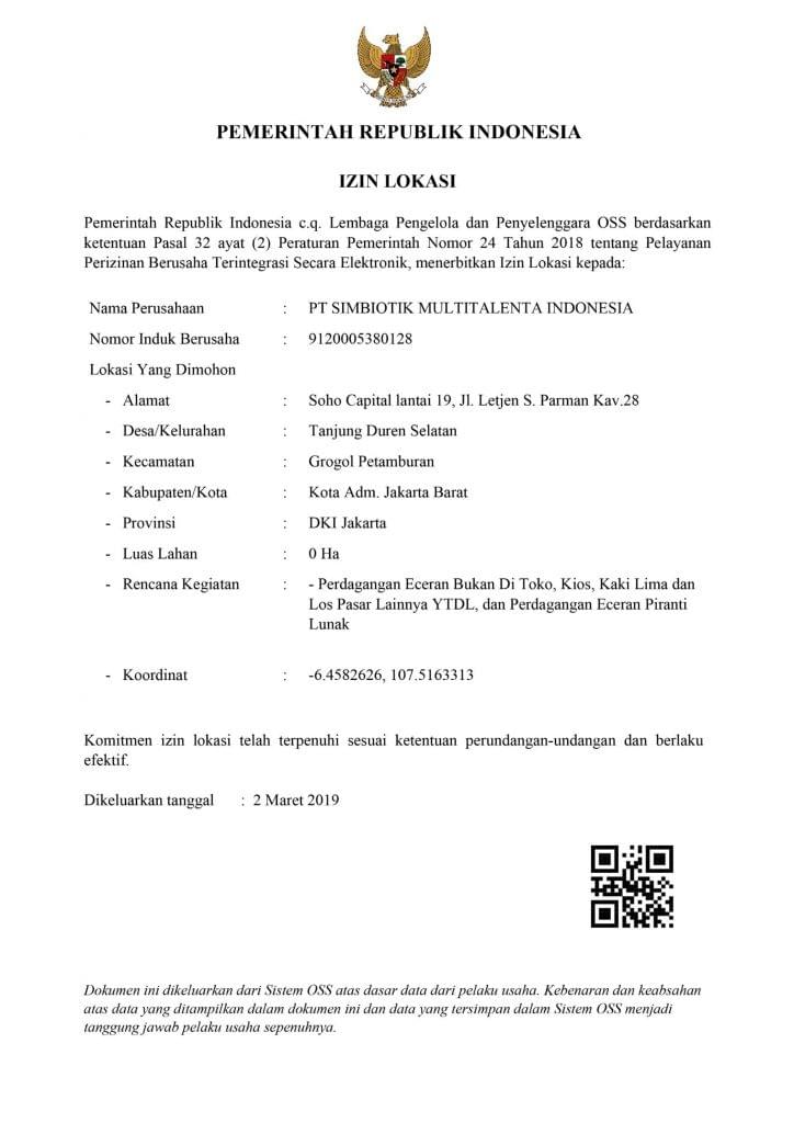 Izin Lokasi PT SMI: Perdagangan Eceran Bukan Di Toko, Kios, Kaki Lima Izin Lokasi PT SMI: Perdagangan Eceran Bukan Di Toko, Kios, Kaki Lima