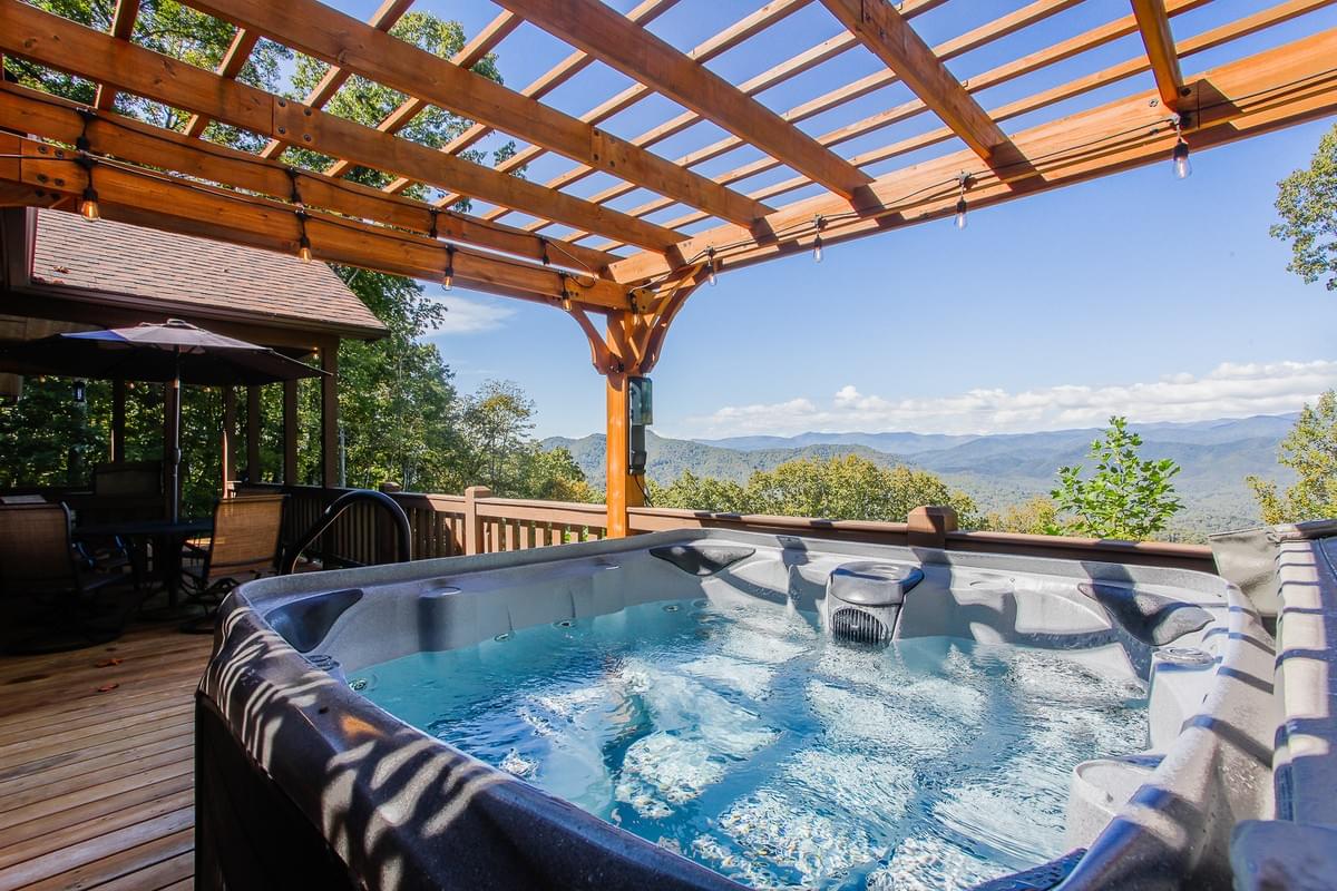 Hot Tub under pergola with mountain view Hot Tub under pergola with mountain view