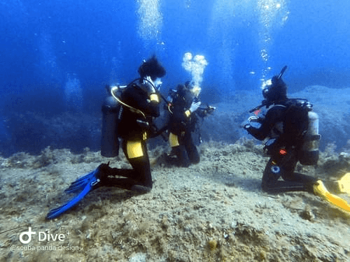 Instructeur (moi) et 2 élèves lors de la plongée 3 de l'Open Water. Nusa Penida Instructeur (moi) et 2 élèves lors de la plongée 3 de l'Open Water. Nusa Penida