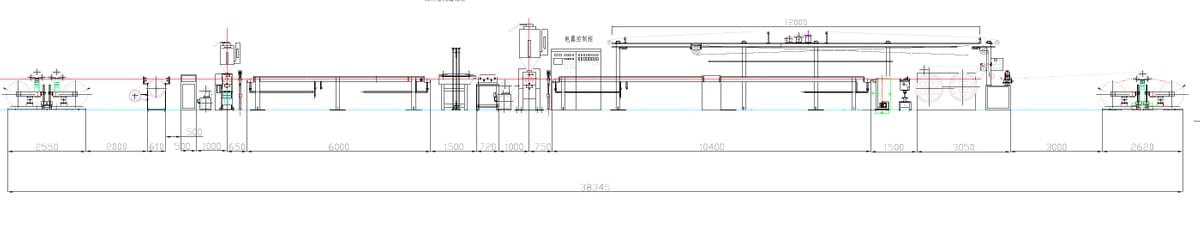 Layout of Tandem 70+90 Extrusion line for solar cable Layout of Tandem 70+90 Extrusion line for solar cable