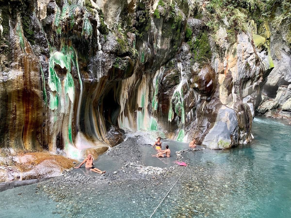 Mineral-rich hot spring water showing natural colours Mineral-rich hot spring water showing natural colours