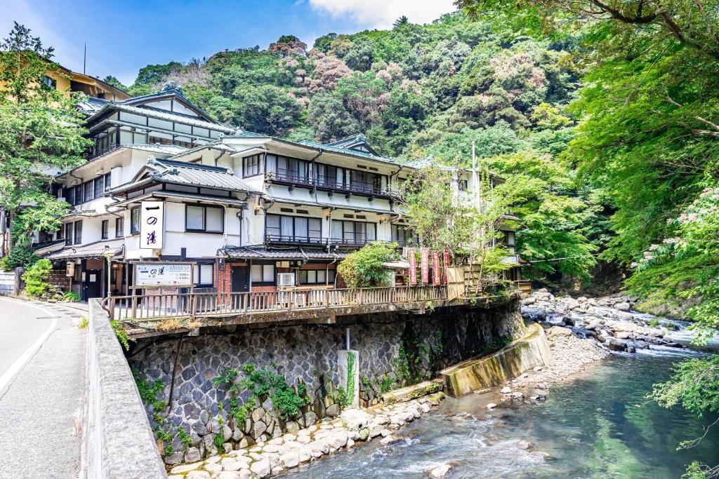 Traditional riverside ryokan in Hakone, Japan Traditional riverside ryokan in Hakone, Japan