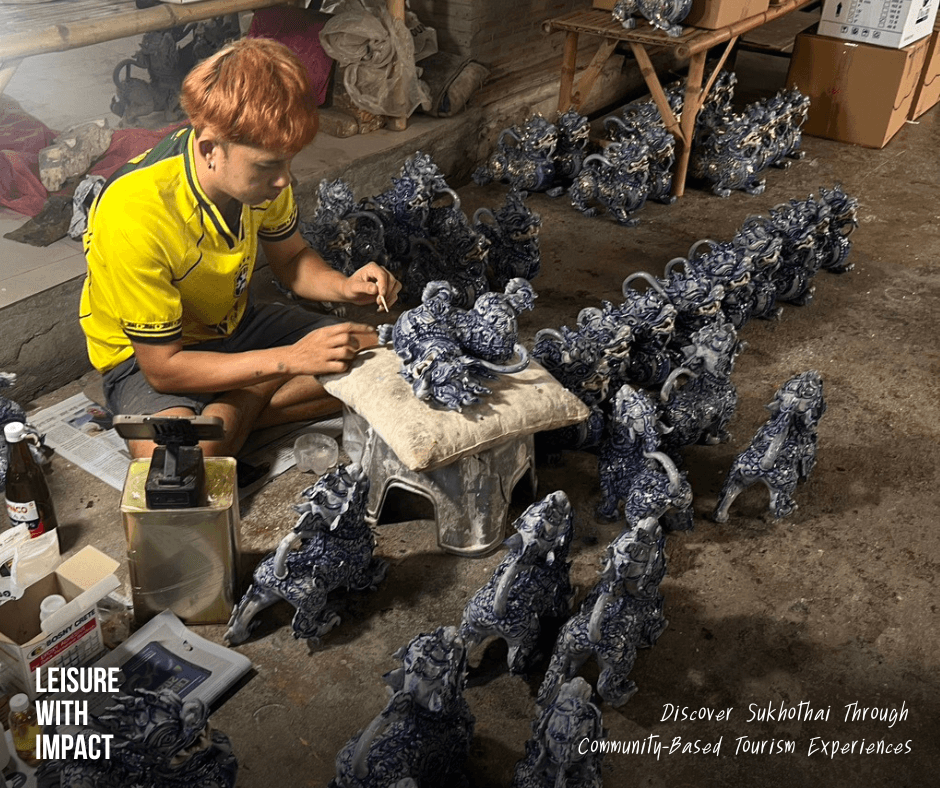 Local artisan crafting traditional Sangkhalok ceramics at Ban Mai Taphang Thong community in Sukhothai Local artisan crafting traditional Sangkhalok ceramics at Ban Mai Taphang Thong community in Sukhothai