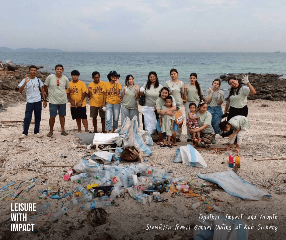 SiamRise Travel team joining Trash Hero Koh Sichang beach cleanup activity to reduce plastic waste SiamRise Travel team joining Trash Hero Koh Sichang beach cleanup activity to reduce plastic waste