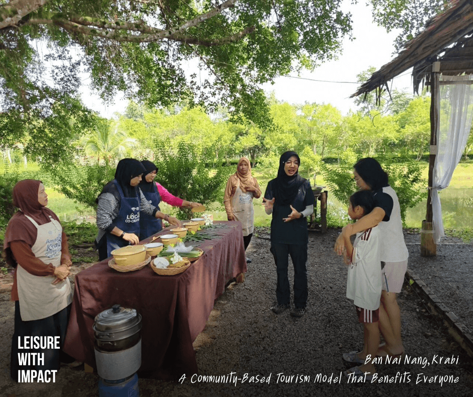 Local community members leading a traditional cooking workshop for visitors in Ban Nai Nang, Krabi Local community members leading a traditional cooking workshop for visitors in Ban Nai Nang, Krabi