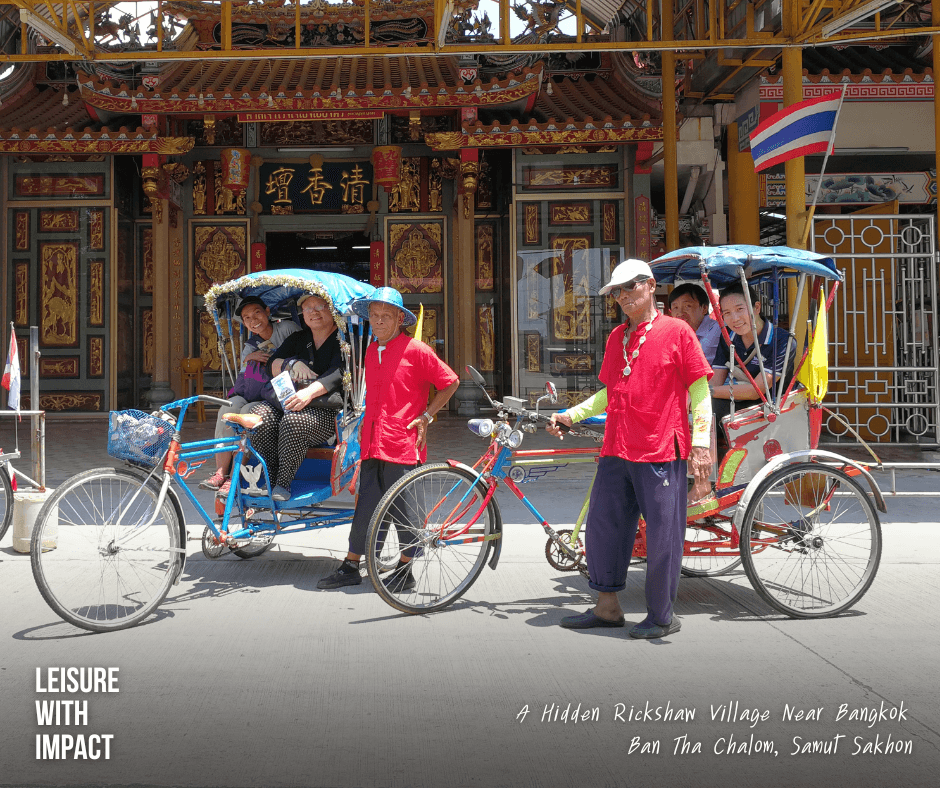 Travelers enjoying a countryside rickshaw tour in Samut Sakhon Thailand Travelers enjoying a countryside rickshaw tour in Samut Sakhon Thailand