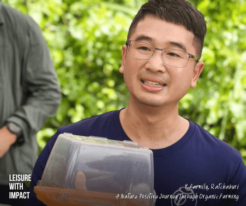 Ake, second-generation owner of Y.Farmily, sharing his passion for biodiversity, organic farming, and nature-positive tourism in Thailand. Ake, second-generation owner of Y.Farmily, sharing his passion for biodiversity, organic farming, and nature-positive tourism in Thailand.