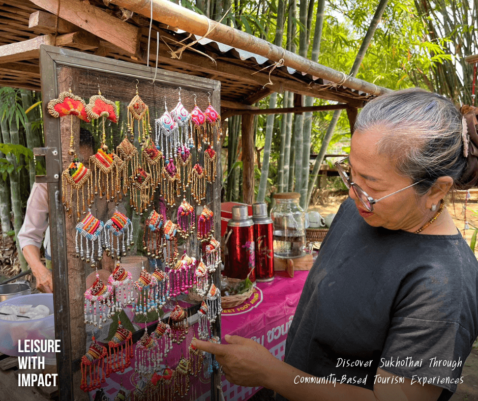 Elderly women creating traditional handmade textile handicrafts at Ban Mae Thulao community in Sukhothai, Thailand Elderly women creating traditional handmade textile handicrafts at Ban Mae Thulao community in Sukhothai, Thailand
