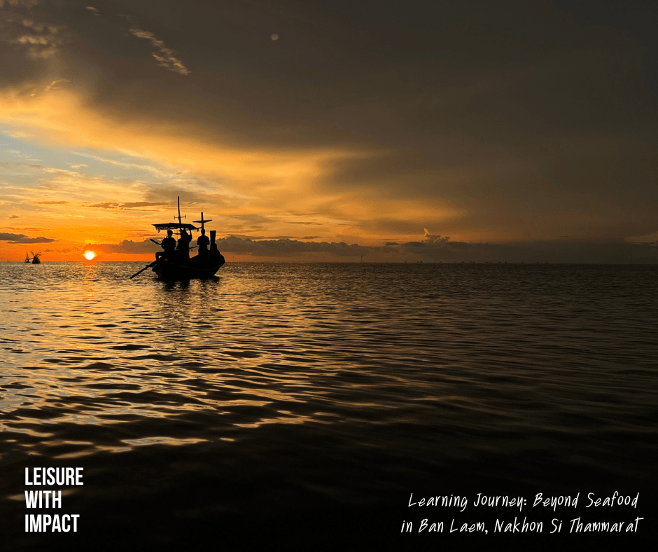 A traditional fishing boat at sunrise in Ban Laem, Nakhon Si Thammarat, where local fishers support marine conservation through responsible fishing. A traditional fishing boat at sunrise in Ban Laem, Nakhon Si Thammarat, where local fishers support marine conservation through responsible fishing.