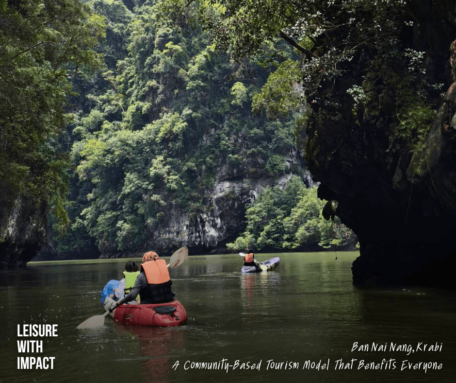 Kayaking through scenic waterways surrounded by limestone cliffs near Ban Nai Nang Kayaking through scenic waterways surrounded by limestone cliffs near Ban Nai Nang