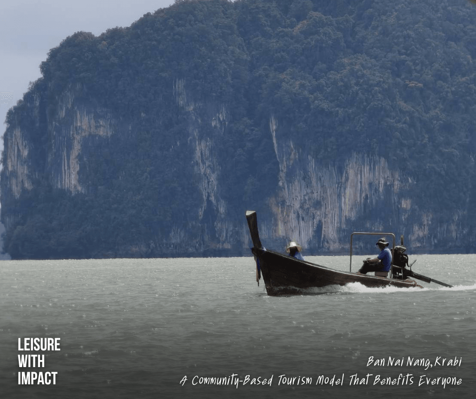Traditional long-tail boat surrounded by Krabi's limestone scenery near Ban Nai Nang Traditional long-tail boat surrounded by Krabi's limestone scenery near Ban Nai Nang