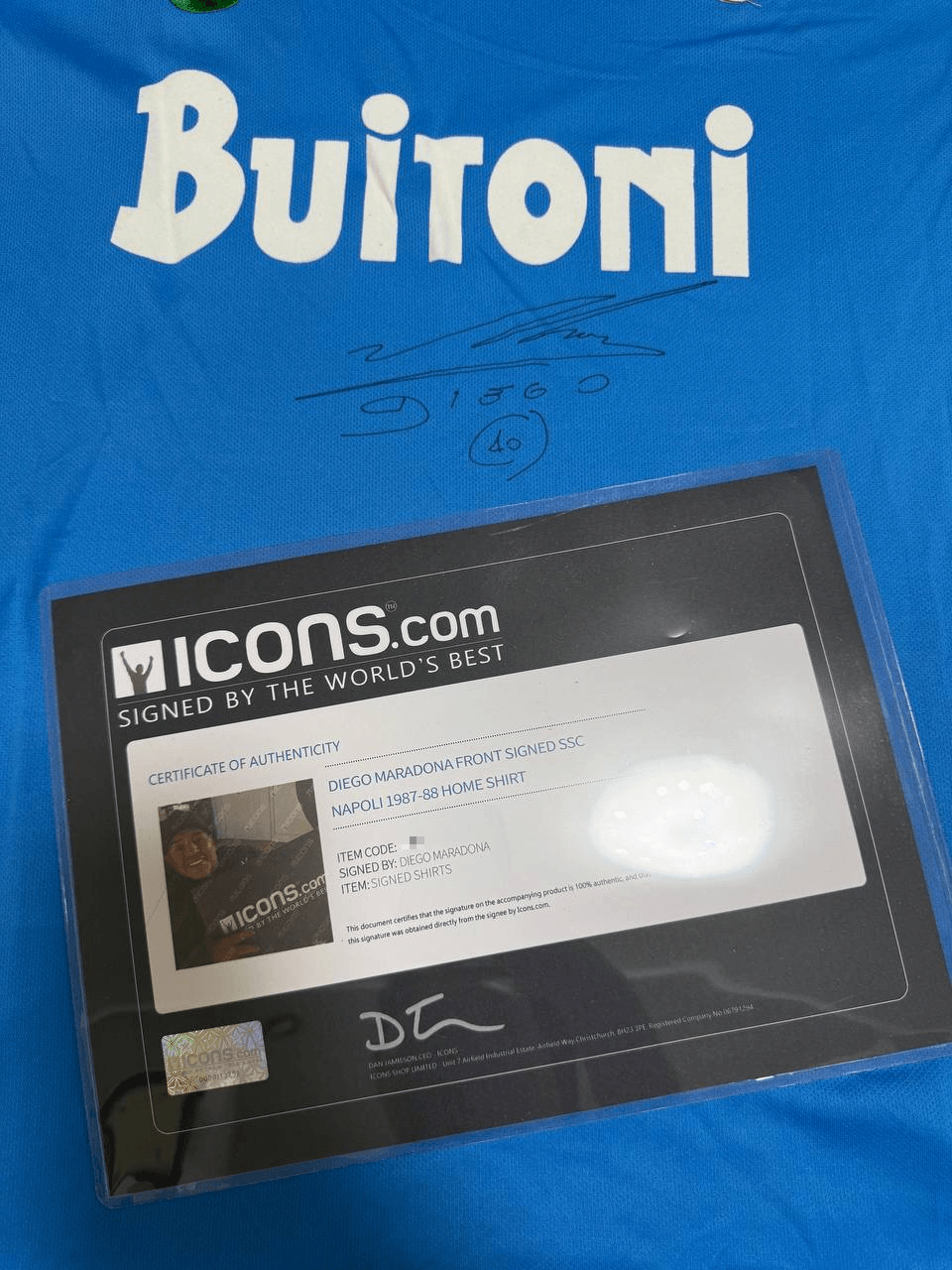 Diego Maradona Signed Napoli 1987/88 Retro Home Jersey #10 – ICONS Certified