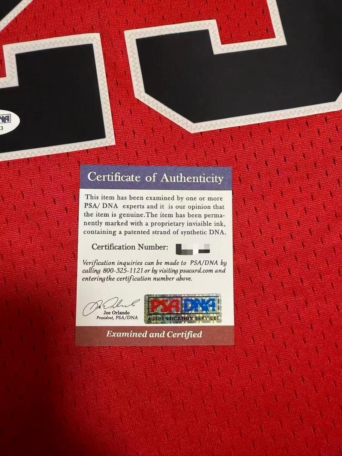 Michael Jordan #23 Chicago Bulls Red Autographed Basketball Jersey - PSA Certified