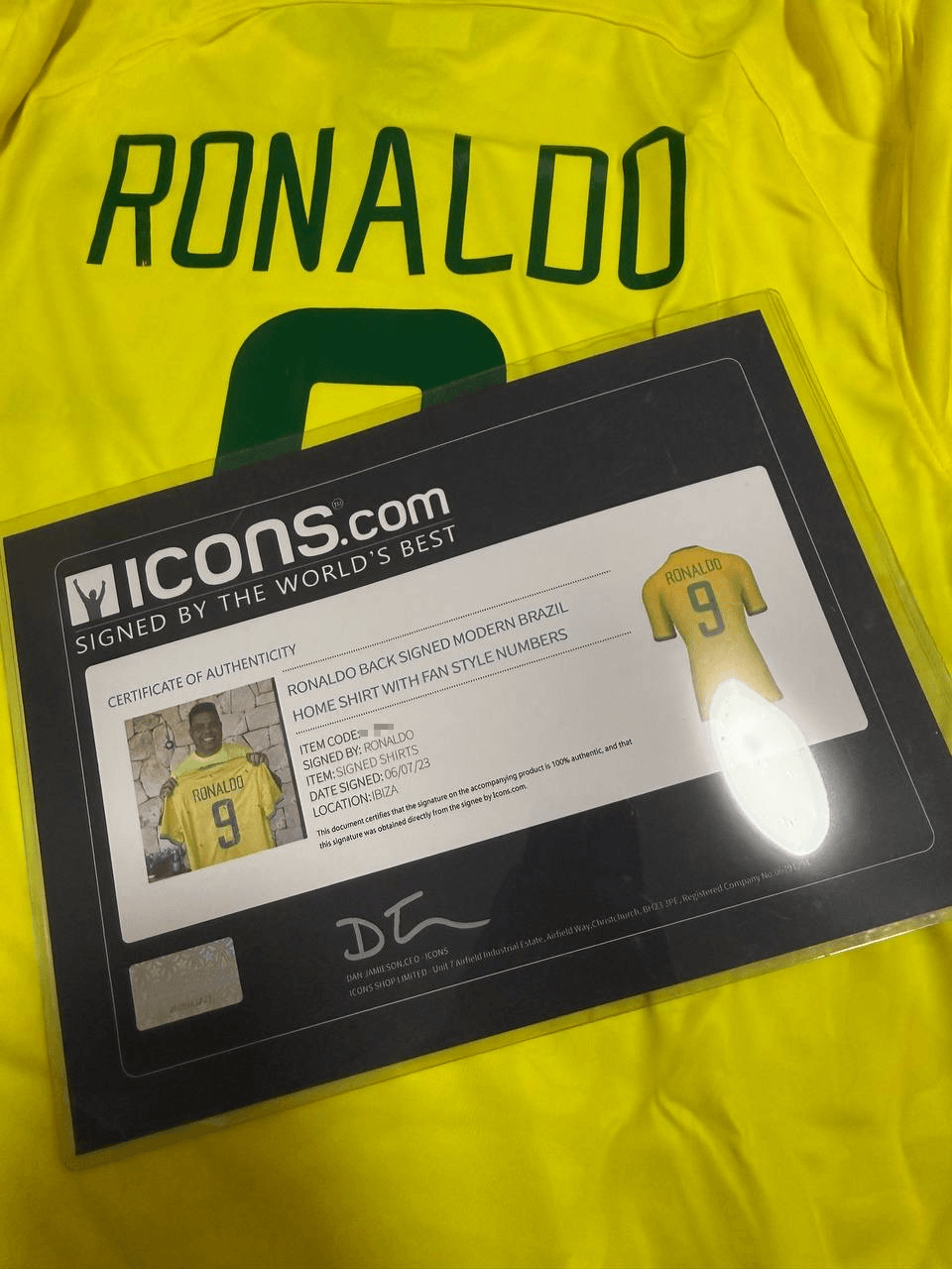 Ronaldo Nazário Signed Brazil 2022/23 Home Jersey #9 – ICONS Certified