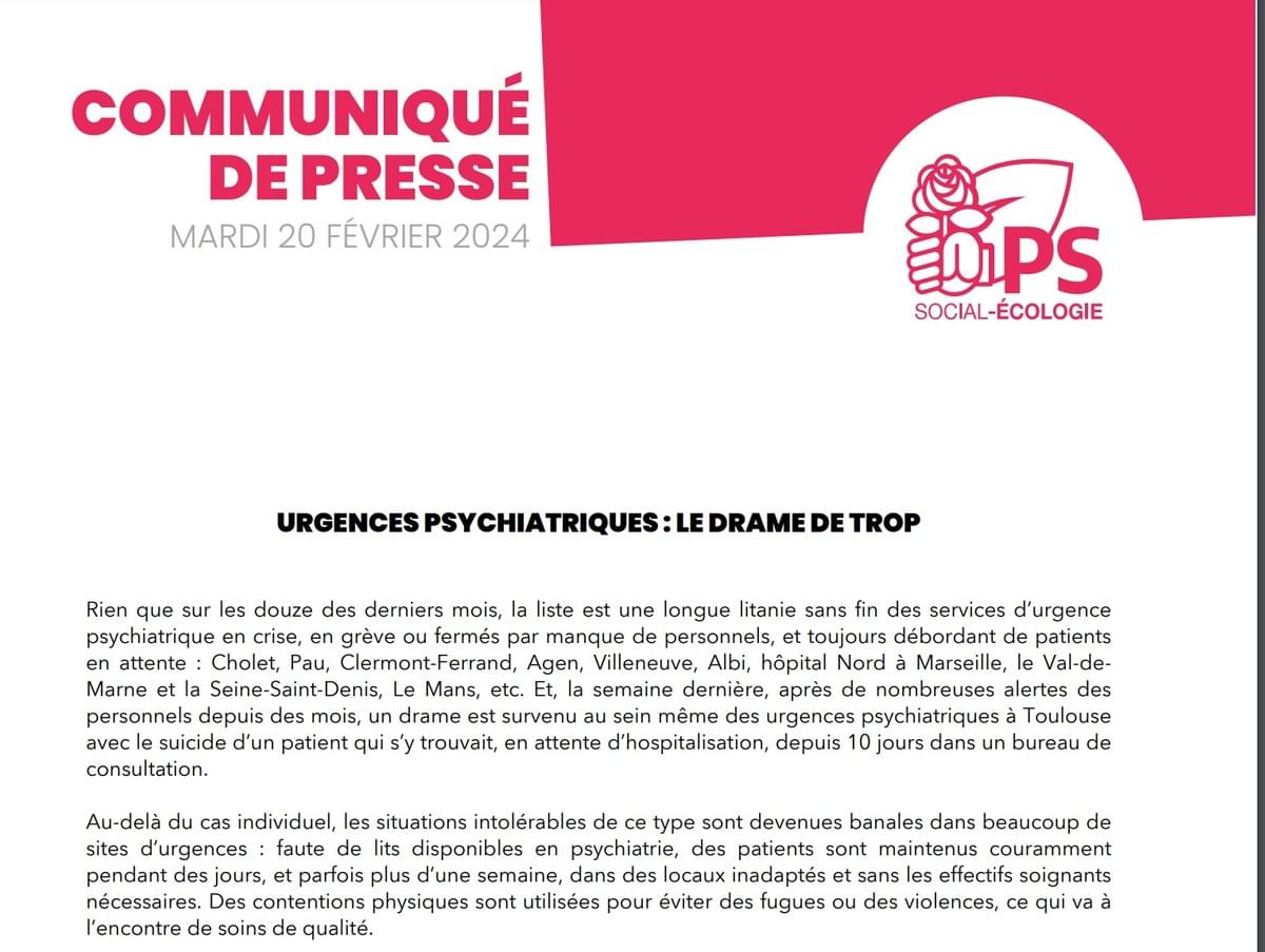 Le communiqué sur le site du Parti Socialiste Le communiqué sur le site du Parti Socialiste