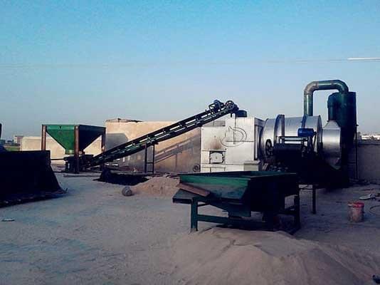 Triple rotary drum sand dryer machine working site Triple rotary drum sand dryer machine working site