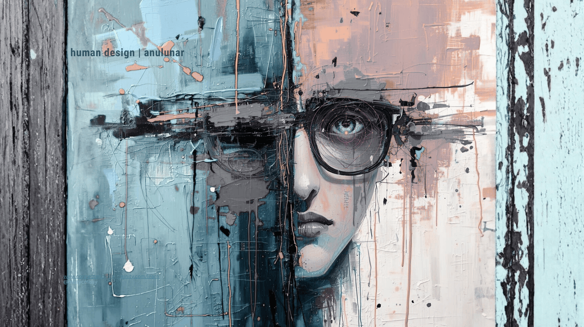 Human Design abstract artwork for Juxtaposition Cross of Formulization (Gates 4/49 | 8/14), featuring a split‑color portrait with sunglasses and geometric lines in blue‑orange tones symbolizing mental clarity, principled revolution, authentic expression, and empowered direction by AnuLunar™. Human Design abstract artwork for Juxtaposition Cross of Formulization (Gates 4/49 | 8/14), featuring a split‑color portrait with sunglasses and geometric lines in blue‑orange tones symbolizing mental clarity, principled revolution, authentic expression, and empowered direction by AnuLunar™.