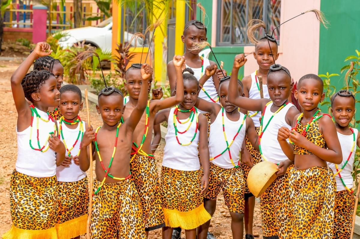Learners after performing the Bwola dance from Acholi. Learners after performing the Bwola dance from Acholi.