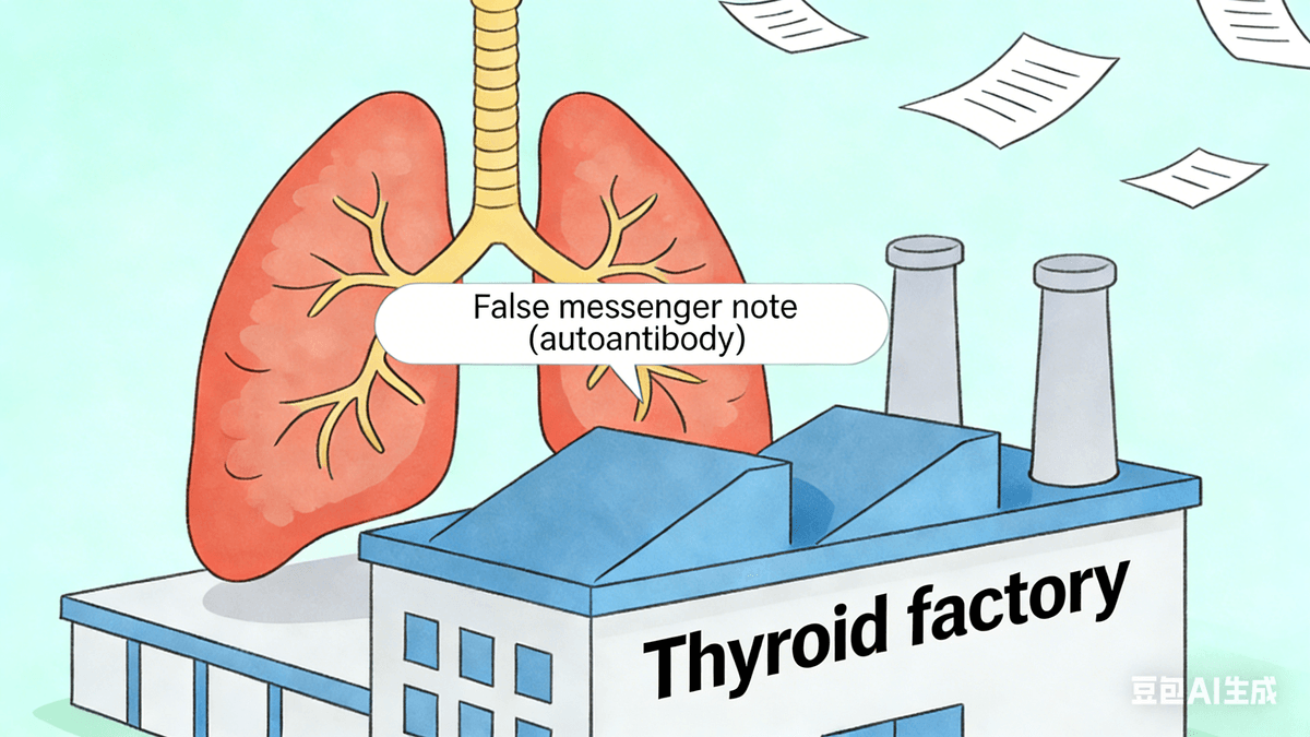 Question 5: What causes thyroid eye disease? What are autoantibodies against thyroid-stimulating hormone receptors (TSH), and why do they cause fibroblasts in the eye to differentiate into adipocytes, secrete inflammatory factors, and cause thyroid eye disease? I. First, a review: What are autoantibodies against TSH receptors? Remember in Graves' disease, when the body's "immune system security team" mistook one of the receptors for a culprit? It mistook the **"receiving antenna" (TSH receptor) on the thyroid gland's door** for a culprit and created many "fake messenger notes"—these notes are autoantibodies against TSH receptors. They look very similar to the real "messenger" (TSH) and are particularly persistent, randomly attaching "antennae" and sending incorrect instructions. II. "Mini Antennas" Hidden in the Eyes Around our eyes live many **"little eye craftsmen" (eye fibroblasts). These little craftsmen's job is to "repair" the tissues around the eyes, keeping the eyelids and eye sockets looking normal. Amazingly, these "little eye craftsmen" also possess miniature versions of "receiving antennas" (thyroid-stimulating hormone receptors)**—the same type as the antennas on the doors of thyroid factories! III. False Messengers Cause Thyroid Eye Disease These mischievous autoantibodies (false messenger notes) not only cause trouble in the thyroid factory but also drift around the eyes, sticking to the miniature antennas of the "little eye craftsmen." This sticking triggers two undesirable changes: 1. The craftsmen become "fat cells" Normal "little eye craftsmen" (fibroblasts) are forcibly transformed into **"fat little fatties" (lipocytes)**. These fat cells pile up in the eye socket, "pushing" the eyeball outwards, making the eyes appear to bulge. 2. Releasing "inflammatory bombs" The stuck craftsmen also become angry, secreting many **"inflammatory factors"**—like throwing out a bunch of small bombs, causing redness, swelling, dryness, and pain around the eyes, and also affecting eye movement. In short, thyroid eye disease is essentially Graves' disease's **"false messenger notes"**, which get stuck in the eye and affect the eye's tiny antennae, causing fat buildup in the eye socket and minor problems like eye inflammation and redness. Question 5: What causes thyroid eye disease? What are autoantibodies against thyroid-stimulating hormone receptors (TSH), and why do they cause fibroblasts in the eye to differentiate into adipocytes, secrete inflammatory factors, and cause thyroid eye disease? I. First, a review: What are autoantibodies against TSH receptors? Remember in Graves' disease, when the body's "immune system security team" mistook one of the receptors for a culprit? It mistook the **"receiving antenna" (TSH receptor) on the thyroid gland's door** for a culprit and created many "fake messenger notes"—these notes are autoantibodies against TSH receptors. They look very similar to the real "messenger" (TSH) and are particularly persistent, randomly attaching "antennae" and sending incorrect instructions. II. "Mini Antennas" Hidden in the Eyes Around our eyes live many **"little eye craftsmen" (eye fibroblasts). These little craftsmen's job is to "repair" the tissues around the eyes, keeping the eyelids and eye sockets looking normal. Amazingly, these "little eye craftsmen" also possess miniature versions of "receiving antennas" (thyroid-stimulating hormone receptors)**—the same type as the antennas on the doors of thyroid factories! III. False Messengers Cause Thyroid Eye Disease These mischievous autoantibodies (false messenger notes) not only cause trouble in the thyroid factory but also drift around the eyes, sticking to the miniature antennas of the "little eye craftsmen." This sticking triggers two undesirable changes: 1. The craftsmen become "fat cells" Normal "little eye craftsmen" (fibroblasts) are forcibly transformed into **"fat little fatties" (lipocytes)**. These fat cells pile up in the eye socket, "pushing" the eyeball outwards, making the eyes appear to bulge. 2. Releasing "inflammatory bombs" The stuck craftsmen also become angry, secreting many **"inflammatory factors"**—like throwing out a bunch of small bombs, causing redness, swelling, dryness, and pain around the eyes, and also affecting eye movement. In short, thyroid eye disease is essentially Graves' disease's **"false messenger notes"**, which get stuck in the eye and affect the eye's tiny antennae, causing fat buildup in the eye socket and minor problems like eye inflammation and redness.