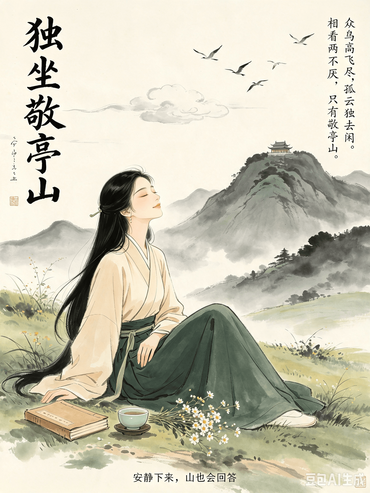 Tang Dynasty Poetic Healing: Erasing Modern Mental Friction and Cultivating a Life of Ease Chapter 6: Li Bai’s Sitting Alone by Jingting Mountain — Embracing Solitude, Blending with Nature, and Alleviating Inner Restlessness I. The Original Poem Sitting Alone by Jingting Mountain (独坐敬亭山) Flocks of birds fly high and vanish, A single cloud drifts slowly away. We look at each other, never growing tired, Only me and Jingting Mountain. II. Poetic Insight Written in his later years, this poem reflects Li Bai’s state of mind after half a lifetime of political ups and downs, experiencing the fickleness of human nature, and navigating the highs and lows of success and failure. Having seen through the hypocrisy of the bustling world and grown utterly exhausted by secular comparison and competition, he actively chose to distance himself from the crowds to cultivate his mind in the quiet of Jingting Mountain. As dusk falls on the mountain, the birds return to the forest, and a solitary cloud drifts leisurely away. All things in the world retreat to their own spaces, and the surroundings settle into absolute silence. Between heaven and earth, only the poet and the green mountain remain, gazing at each other in silent, steadfast companionship. Unlike his earlier poem Drinking Alone under the Moon, which depicts an active search for pleasure in solitude, this poem represents a high-level mastery of mindful solitude: dissolving inner restlessness and returning to one's true self. For much of his life, Li Bai had hustled in the secular world—chasing fame, building networks, comparing his status to others, and desperately seeking validation. The current of the worldly rat race had left his spirit agitated, frantic, and anxious. After weathering countless storms, he finally had an epiphany: external noise only amplifies desire, and superficial socializing only breeds mental clutter. The deeper you immerse yourself in the crowd, the more restless and hollow your heart becomes. Thus, he actively chose silent solitude. No talking, no socializing, no comparing, no catering to expectations. By simply holding a mutual gaze with the mountain, he didn't need to mask his emotions or meet any worldly standards. Stripping away all external labels, he faced his most authentic self. The core message of this poem is profound: True peace of mind is never just about a quiet environment; it is a state where the heart no longer blindly follows, compares, or agitates. III. Real-World Application Today, society is trapped in a state of "restless involution"—a relentless, anxiety-driven rat race. We doom-scroll short videos, comparing our lives to others; we benchmark our salaries and family backgrounds against social media feeds; we blindly follow toxic hustle culture and work overtime; and we let consumerism dictate our social lives. Passively swept up in this secular rhythm, our minds become frantic. We cannot focus, we operate in a state of baseline anxiety, and we become easily irritated. We are constantly busy, yet our hearts feel empty and insecure. Unable to ground ourselves in the present, our moods are easily hijacked by external pacing and other people's highlight reels, trapping us in a passive cycle of mental friction. Sitting Alone by Jingting Mountain is the perfect antidote for the restless mind seeking self-healing. As a mindset consultant, I recommend three core practices drawn from this poem: 1. Actively Disconnect from Useless Information to Reduce External Interference: Cut back on high-frequency scrolling and spectator-ing other people's lives. Stop benchmarking your salary, relationship status, or lifestyle against your peers. Everyone has their own timeline. You do not need to blindly follow the crowd. By cutting off the source of comparison, you starve the anxiety that fuels your inner restlessness. 2. Embrace Silent Solitude and Reject "Forced" Noise: Do not be afraid of the quiet. Carve out 30 minutes of "Social-Free Silent Time" every day. Put away your phone and step away from the digital noise. You can sit quietly, zone out, or simply look out the window. You don't need to actively "kill time" or be productive. Give yourself permission to simply exist in the quiet, allowing your agitated nervous system to reset and calm down. 3. Build Your Inner Core and Stop Being Swept Away: The root cause of restlessness is an unstable inner core—caring too much about external voices and the judgment of others. Just like Jingting Mountain—heavy, grounded, and completely unmoved by the coming and going of the birds or the drifting of the clouds—we must cultivate a "mountain-like" mindset. You do not need to feel anxious about someone else's success, nor do you need to match their pace. Protect your own rhythm and stabilize your internal order. Spend less time chasing the crowd and more time anchoring your own heart. When you shed the frenzy of modern life and guard your inner stability, your mind will naturally become peaceful, grounded, and wonderfully at ease. Guérison poétique sous la dynastie Tang : Effacer les tensions mentales modernes et cultiver la sérénité Chapitre 6 : « Seul près du mont Jingting » de Li Bai — Embrasser la solitude, se fondre dans la nature et apaiser l’agitation intérieure I. Le poème original Seul près du mont Jingting (独坐敬亭山) Des volées d’oiseaux s’envolent et disparaissent, Un nuage solitaire dérive lentement. Nous nous regardons, sans jamais nous lasser, Seuls moi et le mont Jingting. II. Perspective poétique Écrit à la fin de sa vie, ce poème reflète l’état d’esprit de Li Bai après une demi-vie marquée par les aléas de la vie politique, l’inconstance de la nature humaine et les hauts et les bas du succès et de l’échec. Ayant perçu l’hypocrisie du monde agité et profondément épuisé par les comparaisons et la compétition mondaines, il choisit délibérément de s’éloigner de la foule pour cultiver son esprit dans le calme du mont Jingting. Alors que le crépuscule tombe sur la montagne, les oiseaux regagnent la forêt et un nuage solitaire s'éloigne lentement. Toute chose se retire dans son espace et un silence absolu s'installe. Entre ciel et terre, seuls le poète et la montagne verdoyante demeurent, se contemplant dans une communion silencieuse et inébranlable. Contrairement à son poème précédent, « Boire seul sous la lune », qui décrit une recherche active du plaisir dans la solitude, ce poème témoigne d'une maîtrise profonde de la solitude consciente : dissoudre l'agitation intérieure et retrouver son être véritable. Pendant une grande partie de sa vie, Li Bai s'est affairé dans le monde profane, courant après la gloire, tissant des réseaux, comparant son statut à celui des autres et cherchant désespérément la reconnaissance. Le tourbillon de cette course effrénée avait rendu son esprit agité, frénétique et anxieux. Après avoir traversé d'innombrables épreuves, il eut enfin une révélation : le bruit extérieur ne fait qu'amplifier le désir et les mondanités superficielles ne font qu'encombrer l'esprit. Plus on s'immerge dans la foule, plus le cœur devient agité et vide. Ainsi, il choisit délibérément la solitude silencieuse. Pas de paroles, pas de mondanités, pas de comparaisons, pas de compromis avec les attentes du monde. En soutenant simplement son regard par-dessus la montagne, il n'eut plus besoin de masquer ses émotions ni de se conformer aux normes sociales. Dépouillé de toute étiquette extérieure, il se retrouva face à son être le plus authentique. Le message central de ce poème est profond : la véritable paix intérieure ne se résume pas à un environnement calme ; c'est un état où le cœur cesse de suivre aveuglément, de comparer et de s'agiter. III. Application concrète Aujourd'hui, la société est prisonnière d'une « involution incessante » : une course effrénée et anxiogène. Nous faisons défiler sans cesse des vidéos courtes et anxiogènes, comparant nos vies à celles des autres ; nous comparons nos salaires et nos origines familiales aux publications des réseaux sociaux ; nous suivons aveuglément une culture de la performance toxique et faisons des heures supplémentaires ; et nous laissons le consumérisme dicter notre vie sociale. Passivement emportés par ce rythme séculier, nos esprits s'agitent. Nous ne parvenons plus à nous concentrer, nous vivons dans un état d'anxiété permanente et nous nous irritons facilement. Nous sommes constamment occupés, et pourtant, notre cœur se sent vide et vulnérable. Incapables de nous ancrer dans le présent, nos humeurs sont facilement perturbées par le rythme effréné des événements extérieurs et les moments forts que les autres partagent, nous piégeant dans un cycle passif de tensions mentales. Le poème « Seul au bord du précipice » (Jingting Mountain) est l'antidote parfait à l'esprit agité en quête de sérénité. En tant que consultante en développement personnel, je recommande trois pratiques essentielles tirées de ce poème : 1. Se déconnecter activement des informations inutiles pour réduire les interférences extérieures : Réduisez le temps passé à faire défiler les réseaux sociaux et à observer passivement la vie des autres. Cessez de comparer votre salaire, votre situation amoureuse ou votre style de vie à ceux de vos pairs. Chacun a son propre rythme. Inutile de suivre aveuglément la foule. En coupant les sources de comparaison, vous étouffez l'anxiété qui alimente votre agitation intérieure. 2. Apprécier la solitude et rejeter le bruit : N'ayez pas peur du silence. Accordez-vous 30 minutes de « temps de silence sans interaction sociale » chaque jour. Rangez votre téléphone et éloignez-vous du bruit numérique. Vous pouvez vous asseoir tranquillement, vous déconnecter du monde extérieur ou simplement regarder par la fenêtre. Inutile de chercher à « tuer le temps » ou à être productif. Autorisez-vous simplement à exister dans le calme, permettant à votre système nerveux agité de se ressourcer et de s'apaiser. 3. Renforcez votre équilibre intérieur et cessez de vous laisser emporter : L'agitation provient souvent d'un équilibre intérieur instable, d'une trop grande attention portée aux opinions extérieures et au jugement d'autrui. À l'image du Mont Jingting, massif, ancré et imperturbable face au va-et-vient des oiseaux ou au passage des nuages, nous devons cultiver un état d'esprit semblable à celui d'une montagne. Inutile de s'inquiéter du succès d'autrui, ni de suivre son rythme. Préservez votre propre rythme et stabilisez votre paix intérieure. Consacrez moins de temps à suivre la foule et plus de temps à vous recentrer. En vous libérant de la frénésie de la vie moderne et en préservant votre stabilité intérieure, votre esprit trouvera naturellement la paix, l'ancrage et une sérénité profonde. Tang Dynasty Poetic Healing: Erasing Modern Mental Friction and Cultivating a Life of Ease Chapter 6: Li Bai’s Sitting Alone by Jingting Mountain — Embracing Solitude, Blending with Nature, and Alleviating Inner Restlessness I. The Original Poem Sitting Alone by Jingting Mountain (独坐敬亭山) Flocks of birds fly high and vanish, A single cloud drifts slowly away. We look at each other, never growing tired, Only me and Jingting Mountain. II. Poetic Insight Written in his later years, this poem reflects Li Bai’s state of mind after half a lifetime of political ups and downs, experiencing the fickleness of human nature, and navigating the highs and lows of success and failure. Having seen through the hypocrisy of the bustling world and grown utterly exhausted by secular comparison and competition, he actively chose to distance himself from the crowds to cultivate his mind in the quiet of Jingting Mountain. As dusk falls on the mountain, the birds return to the forest, and a solitary cloud drifts leisurely away. All things in the world retreat to their own spaces, and the surroundings settle into absolute silence. Between heaven and earth, only the poet and the green mountain remain, gazing at each other in silent, steadfast companionship. Unlike his earlier poem Drinking Alone under the Moon, which depicts an active search for pleasure in solitude, this poem represents a high-level mastery of mindful solitude: dissolving inner restlessness and returning to one's true self. For much of his life, Li Bai had hustled in the secular world—chasing fame, building networks, comparing his status to others, and desperately seeking validation. The current of the worldly rat race had left his spirit agitated, frantic, and anxious. After weathering countless storms, he finally had an epiphany: external noise only amplifies desire, and superficial socializing only breeds mental clutter. The deeper you immerse yourself in the crowd, the more restless and hollow your heart becomes. Thus, he actively chose silent solitude. No talking, no socializing, no comparing, no catering to expectations. By simply holding a mutual gaze with the mountain, he didn't need to mask his emotions or meet any worldly standards. Stripping away all external labels, he faced his most authentic self. The core message of this poem is profound: True peace of mind is never just about a quiet environment; it is a state where the heart no longer blindly follows, compares, or agitates. III. Real-World Application Today, society is trapped in a state of "restless involution"—a relentless, anxiety-driven rat race. We doom-scroll short videos, comparing our lives to others; we benchmark our salaries and family backgrounds against social media feeds; we blindly follow toxic hustle culture and work overtime; and we let consumerism dictate our social lives. Passively swept up in this secular rhythm, our minds become frantic. We cannot focus, we operate in a state of baseline anxiety, and we become easily irritated. We are constantly busy, yet our hearts feel empty and insecure. Unable to ground ourselves in the present, our moods are easily hijacked by external pacing and other people's highlight reels, trapping us in a passive cycle of mental friction. Sitting Alone by Jingting Mountain is the perfect antidote for the restless mind seeking self-healing. As a mindset consultant, I recommend three core practices drawn from this poem: 1. Actively Disconnect from Useless Information to Reduce External Interference: Cut back on high-frequency scrolling and spectator-ing other people's lives. Stop benchmarking your salary, relationship status, or lifestyle against your peers. Everyone has their own timeline. You do not need to blindly follow the crowd. By cutting off the source of comparison, you starve the anxiety that fuels your inner restlessness. 2. Embrace Silent Solitude and Reject "Forced" Noise: Do not be afraid of the quiet. Carve out 30 minutes of "Social-Free Silent Time" every day. Put away your phone and step away from the digital noise. You can sit quietly, zone out, or simply look out the window. You don't need to actively "kill time" or be productive. Give yourself permission to simply exist in the quiet, allowing your agitated nervous system to reset and calm down. 3. Build Your Inner Core and Stop Being Swept Away: The root cause of restlessness is an unstable inner core—caring too much about external voices and the judgment of others. Just like Jingting Mountain—heavy, grounded, and completely unmoved by the coming and going of the birds or the drifting of the clouds—we must cultivate a "mountain-like" mindset. You do not need to feel anxious about someone else's success, nor do you need to match their pace. Protect your own rhythm and stabilize your internal order. Spend less time chasing the crowd and more time anchoring your own heart. When you shed the frenzy of modern life and guard your inner stability, your mind will naturally become peaceful, grounded, and wonderfully at ease. Guérison poétique sous la dynastie Tang : Effacer les tensions mentales modernes et cultiver la sérénité Chapitre 6 : « Seul près du mont Jingting » de Li Bai — Embrasser la solitude, se fondre dans la nature et apaiser l’agitation intérieure I. Le poème original Seul près du mont Jingting (独坐敬亭山) Des volées d’oiseaux s’envolent et disparaissent, Un nuage solitaire dérive lentement. Nous nous regardons, sans jamais nous lasser, Seuls moi et le mont Jingting. II. Perspective poétique Écrit à la fin de sa vie, ce poème reflète l’état d’esprit de Li Bai après une demi-vie marquée par les aléas de la vie politique, l’inconstance de la nature humaine et les hauts et les bas du succès et de l’échec. Ayant perçu l’hypocrisie du monde agité et profondément épuisé par les comparaisons et la compétition mondaines, il choisit délibérément de s’éloigner de la foule pour cultiver son esprit dans le calme du mont Jingting. Alors que le crépuscule tombe sur la montagne, les oiseaux regagnent la forêt et un nuage solitaire s'éloigne lentement. Toute chose se retire dans son espace et un silence absolu s'installe. Entre ciel et terre, seuls le poète et la montagne verdoyante demeurent, se contemplant dans une communion silencieuse et inébranlable. Contrairement à son poème précédent, « Boire seul sous la lune », qui décrit une recherche active du plaisir dans la solitude, ce poème témoigne d'une maîtrise profonde de la solitude consciente : dissoudre l'agitation intérieure et retrouver son être véritable. Pendant une grande partie de sa vie, Li Bai s'est affairé dans le monde profane, courant après la gloire, tissant des réseaux, comparant son statut à celui des autres et cherchant désespérément la reconnaissance. Le tourbillon de cette course effrénée avait rendu son esprit agité, frénétique et anxieux. Après avoir traversé d'innombrables épreuves, il eut enfin une révélation : le bruit extérieur ne fait qu'amplifier le désir et les mondanités superficielles ne font qu'encombrer l'esprit. Plus on s'immerge dans la foule, plus le cœur devient agité et vide. Ainsi, il choisit délibérément la solitude silencieuse. Pas de paroles, pas de mondanités, pas de comparaisons, pas de compromis avec les attentes du monde. En soutenant simplement son regard par-dessus la montagne, il n'eut plus besoin de masquer ses émotions ni de se conformer aux normes sociales. Dépouillé de toute étiquette extérieure, il se retrouva face à son être le plus authentique. Le message central de ce poème est profond : la véritable paix intérieure ne se résume pas à un environnement calme ; c'est un état où le cœur cesse de suivre aveuglément, de comparer et de s'agiter. III. Application concrète Aujourd'hui, la société est prisonnière d'une « involution incessante » : une course effrénée et anxiogène. Nous faisons défiler sans cesse des vidéos courtes et anxiogènes, comparant nos vies à celles des autres ; nous comparons nos salaires et nos origines familiales aux publications des réseaux sociaux ; nous suivons aveuglément une culture de la performance toxique et faisons des heures supplémentaires ; et nous laissons le consumérisme dicter notre vie sociale. Passivement emportés par ce rythme séculier, nos esprits s'agitent. Nous ne parvenons plus à nous concentrer, nous vivons dans un état d'anxiété permanente et nous nous irritons facilement. Nous sommes constamment occupés, et pourtant, notre cœur se sent vide et vulnérable. Incapables de nous ancrer dans le présent, nos humeurs sont facilement perturbées par le rythme effréné des événements extérieurs et les moments forts que les autres partagent, nous piégeant dans un cycle passif de tensions mentales. Le poème « Seul au bord du précipice » (Jingting Mountain) est l'antidote parfait à l'esprit agité en quête de sérénité. En tant que consultante en développement personnel, je recommande trois pratiques essentielles tirées de ce poème : 1. Se déconnecter activement des informations inutiles pour réduire les interférences extérieures : Réduisez le temps passé à faire défiler les réseaux sociaux et à observer passivement la vie des autres. Cessez de comparer votre salaire, votre situation amoureuse ou votre style de vie à ceux de vos pairs. Chacun a son propre rythme. Inutile de suivre aveuglément la foule. En coupant les sources de comparaison, vous étouffez l'anxiété qui alimente votre agitation intérieure. 2. Apprécier la solitude et rejeter le bruit : N'ayez pas peur du silence. Accordez-vous 30 minutes de « temps de silence sans interaction sociale » chaque jour. Rangez votre téléphone et éloignez-vous du bruit numérique. Vous pouvez vous asseoir tranquillement, vous déconnecter du monde extérieur ou simplement regarder par la fenêtre. Inutile de chercher à « tuer le temps » ou à être productif. Autorisez-vous simplement à exister dans le calme, permettant à votre système nerveux agité de se ressourcer et de s'apaiser. 3. Renforcez votre équilibre intérieur et cessez de vous laisser emporter : L'agitation provient souvent d'un équilibre intérieur instable, d'une trop grande attention portée aux opinions extérieures et au jugement d'autrui. À l'image du Mont Jingting, massif, ancré et imperturbable face au va-et-vient des oiseaux ou au passage des nuages, nous devons cultiver un état d'esprit semblable à celui d'une montagne. Inutile de s'inquiéter du succès d'autrui, ni de suivre son rythme. Préservez votre propre rythme et stabilisez votre paix intérieure. Consacrez moins de temps à suivre la foule et plus de temps à vous recentrer. En vous libérant de la frénésie de la vie moderne et en préservant votre stabilité intérieure, votre esprit trouvera naturellement la paix, l'ancrage et une sérénité profonde.