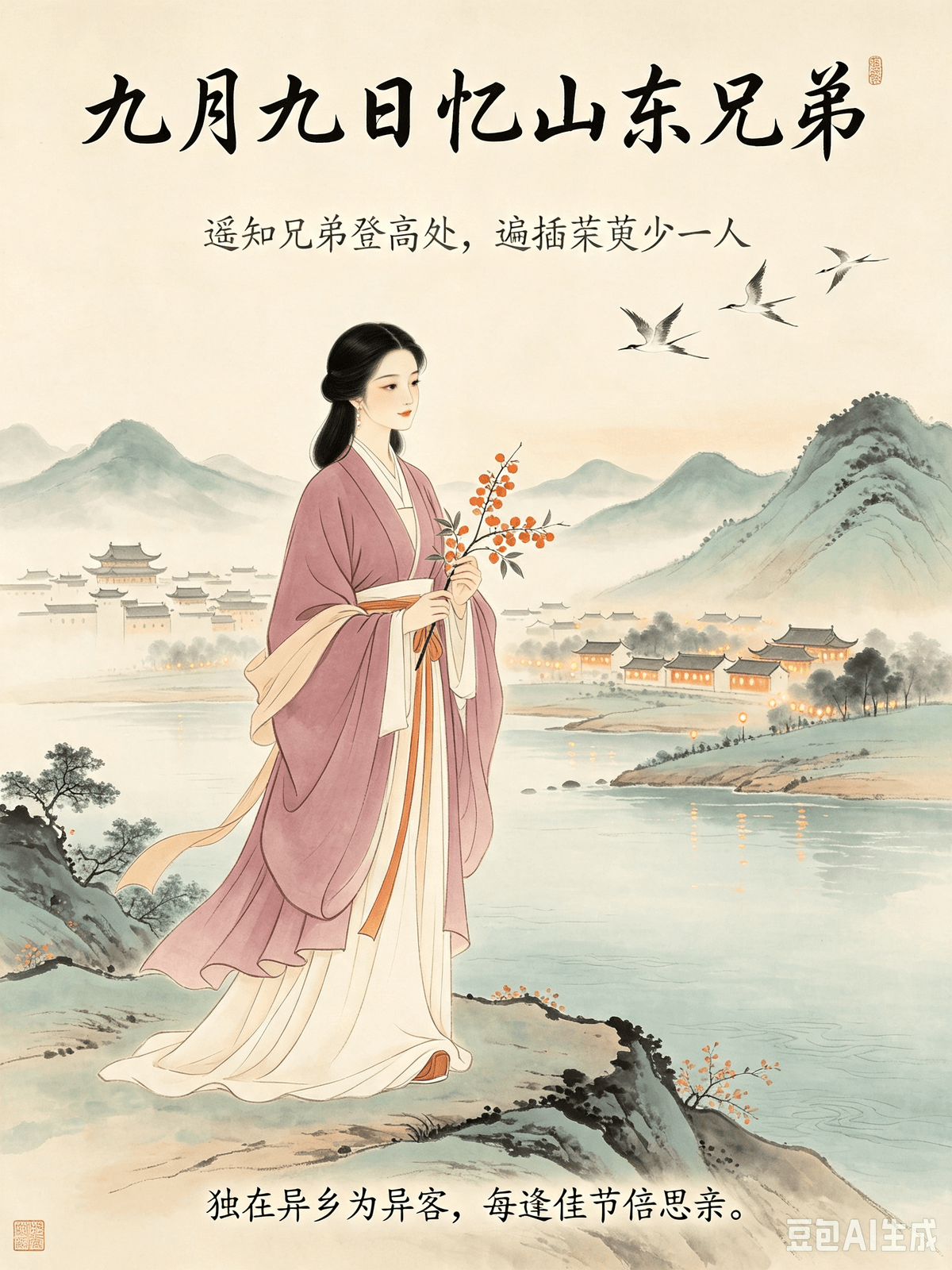 Tang Dynasty Poetic Healing: Erasing Modern Mental Friction and Cultivating a Life of Ease Wang Wei’s Thinking of My Brothers in Shandong on the Double Ninth Festival — Embracing Longing, Valuing Family, and Healing the Self with Warmth I. The Original Poem Thinking of My Brothers in Shandong on the Double Ninth Festival (九月九日忆山东兄弟) As a lonely stranger in a foreign land, At every festive season, my homesickness multiplies. I know from afar that where my brothers ascend the heights, They all wear dogwood, but find one person missing. II. Poetic Insight In his youth, Wang Wei traveled far to the capital city of Chang'an to study and seek his livelihood. As a solitary wanderer in a foreign land, he remained a stranger in a bustling metropolis. During the Double Ninth Festival—a traditional day for family reunions and climbing mountains together—every household gathered, leaving him completely alone. Looking toward his homeland, he knew his loved ones were climbing the heights and thinking of him just as he was thinking of them. The poem is saturated with the loneliness of a transient life and the deep ache of missing one's flesh and blood. Unlike the solitary, one-way homesickness found in Li Bai’s Quiet Night Thought, the core of this poem is about embracing the longing of separation and understanding the power of mutual attachment. It uses the warmth of family to dissolve the feelings of inferiority and isolation that come with living alone. Many people living far from their roots intentionally avoid thinking about their families. They mistakenly believe that missing home is a sign of fragility, or that struggling alone is something to be ashamed of if they aren't outwardly "successful." Consequently, they sever their emotional connection to their hometowns, silently shouldering all their grievances and exhaustion by themselves. Wang Wei, however, openly acknowledges his homesickness and loneliness during the holidays. He doesn't shy away from his longing or hide his vulnerability. He sees through to the true nature of this emotion: it is never just a one-sided loneliness. The family far away is also thinking of him. This mutual affection is a lifelong safety net of warmth, powerful enough to soothe all the grievances and heartaches of living in an unfamiliar place. III. Real-World Application As a mindset consultant, I see this poem perfectly aligning with the unique emotional struggles of today's expats, out-of-state professionals, and students living far from home: the imposter syndrome of wandering, the guilt of missing home, and the internal friction of solitary heartache. Many driven individuals who leave home fall into a dual trap of mental friction. On one hand, holidays trigger extreme homesickness. On the other hand, they blame themselves for not achieving enough to "justify" a triumphant return. They covet the opportunities of the big city while simultaneously cutting themselves off from the emotional support of their origins. Torn apart by these conflicting emotions, they dare not go home freely, nor can they calmly accept their own longing. They swallow their homesickness, suppress their feelings, and deny their own needs, which only intensifies the anxiety of living alone. This poem cures the internal friction of a wandering life and reconstructs the self-healing power of familial love. Here are three actionable mindset shifts: 1. Let Go of the "Wanderer’s Shame": Leaving your hometown for a foreign city is a pursuit of personal growth, not a shameful failure. Your pace of success or your income level does not affect how deeply you are loved by your family. You do not need to avoid missing home or evade family reunions simply because your current situation feels "ordinary." 2. Recognize the Mutual Nature of Longing: While you are worrying about your family, they are endlessly forgiving, waiting, and caring for you. Familial love doesn't require weighing pros and cons, nor does it demand that you fake perfection. You are allowed to be exhausted, you are allowed to be ordinary, and you are allowed to be vulnerable. Family is your ultimate emotional safety net. 3. Actively Connect for Low-Cost Warmth: When you are feeling down, facing setbacks at work, or spiraling into isolation, you do not have to tough it out alone. Proactively chat with your family. You don't always have to report only the good news while hiding the bad; it is perfectly fine to show moderate vulnerability. Family connection provides the most energy-restoring emotional value in the world. Embrace your longing, draw close to your family, and catch this exclusive warmth. By dissolving the insecurity and loneliness of wandering, you will build a permanent inner foundation, allowing you to face the storms of any foreign land with grace and relaxed ease. La guérison par la poésie sous la dynastie Tang : apaiser les tensions mentales de la vie moderne et cultiver une existence sereine « Pensées pour mes frères du Shandong lors de la fête du Double-Neuf » de Wang Wei : accueillir la nostalgie, chérir la famille et se guérir par la chaleur des liens affectifs I. Le poème original Pensées pour mes frères du Shandong lors de la fête du Double-Neuf (九月九日忆山东兄弟) : Étranger solitaire en terre lointaine, à chaque fête, la nostalgie de mon foyer s'intensifie. Je sais que, là-bas, mes frères gravissent les hauteurs ; ils portent tous du cornouiller, mais constatent qu'il manque une personne. II. Éclairage poétique Dans sa jeunesse, Wang Wei a voyagé jusqu'à la capitale, Chang'an, pour y étudier et gagner sa vie. Voyageur solitaire en terre étrangère, il restait un étranger au sein de cette métropole en pleine effervescence. Lors de la fête du Double-Neuf — journée traditionnelle consacrée aux retrouvailles familiales et aux ascensions en montagne — chaque foyer se réunissait, le laissant, lui, dans une solitude totale. En tournant son regard vers sa terre natale, il savait que ses proches gravissaient les hauteurs et pensaient à lui, tout comme il pensait à eux. Le poème est empreint de la solitude d'une vie d'errance et de la profonde douleur de l'éloignement d'avec les siens. Contrairement à la nostalgie solitaire et unilatérale exprimée dans « Pensées par une nuit tranquille » de Li Bai, ce poème a pour essence l'acceptation du manque lié à la séparation et la compréhension de la force de l'attachement mutuel. Il utilise la chaleur familiale pour dissiper les sentiments d'infériorité et d'isolement qui accompagnent la vie en solitaire. Beaucoup de personnes vivant loin de leurs racines évitent délibérément de penser à leur famille. Elles croient à tort que le mal du pays est un signe de fragilité, ou qu'il est honteux de lutter seul lorsqu'on n'a pas encore connu de « réussite » apparente. Par conséquent, elles rompent leur lien émotionnel avec leur ville natale, portant en silence, et seules, le poids de leurs peines et de leur épuisement. Wang Wei, en revanche, reconnaît ouvertement sa nostalgie et sa solitude durant les fêtes. Il ne fuit pas ce manque ni ne dissimule sa vulnérabilité. Il perçoit la véritable nature de cette émotion : il ne s'agit jamais d'une solitude à sens unique. La famille, au loin, pense également à lui. Cette affection mutuelle constitue un refuge chaleureux pour la vie entière, assez puissant pour apaiser toutes les amertumes et les peines de cœur liées à la vie dans un lieu inconnu. III. Application concrète En tant que consultant spécialisé dans l'état d'esprit, je trouve que ce poème résonne parfaitement avec les défis émotionnels uniques que rencontrent aujourd'hui les expatriés, les professionnels travaillant loin de chez eux et les étudiants éloignés de leur foyer : le syndrome de l'imposteur lié à l'errance, la culpabilité de ressentir le manque du pays et le tiraillement intérieur né d'une solitude douloureuse. Beaucoup de personnes ambitieuses qui quittent leur foyer tombent dans un double piège psychologique. D'un côté, les périodes de fêtes exacerbent le mal du pays. De l'autre, elles se reprochent de ne pas avoir accompli assez pour « justifier » un retour triomphal. Elles convoitent les opportunités offertes par la grande ville tout en se coupant du soutien émotionnel de leurs racines. Déchirées par ces émotions contradictoires, elles n'osent pas rentrer librement ni accepter sereinement leur nostalgie. Elles ravalent leur mal du pays, refoulent leurs sentiments et nient leurs propres besoins, ce qui ne fait qu'intensifier l'anxiété liée à la solitude. Ce poème apaise les tensions intérieures propres à une vie d'errance et restaure le pouvoir guérisseur de l'amour familial. Voici trois changements d'état d'esprit concrets à adopter : 1. Libérez-vous de la « honte du vagabond » : Quitter sa ville natale pour une ville étrangère est une démarche d'épanouissement personnel, et non un échec honteux. Votre rythme de réussite ou votre niveau de revenus n'altère en rien l'amour profond que vous porte votre famille. Vous n'avez pas besoin d'éviter de penser à chez vous ou de fuir les réunions de famille simplement parce que votre situation actuelle vous semble « ordinaire ». 2. Reconnaissez la réciprocité du manque : Pendant que vous vous inquiétez pour votre famille, celle-ci fait preuve d'une indulgence infinie, vous attend et veille sur vous. L'amour familial ne nécessite ni calcul ni façade de perfection. Vous avez le droit d'être épuisé, d'être ordinaire et d'être vulnérable. La famille constitue votre ultime filet de sécurité émotionnelle. 3. Recherchez activement la chaleur du lien familial : Lorsque vous avez le moral à zéro, que vous rencontrez des difficultés au travail ou que vous sombrez dans l'isolement, vous n'êtes pas obligé de tout affronter seul. Échangez proactivement avec votre famille. Il n'est pas nécessaire de ne partager que les bonnes nouvelles en cachant les mauvaises ; il est tout à fait acceptable de montrer une certaine vulnérabilité. Le lien familial procure une énergie émotionnelle régénératrice incomparable. Accueillez votre aspiration, rapprochez-vous de votre famille et imprégnez-vous de cette chaleur unique. En dissipant l'insécurité et la solitude liées à l'errance, vous bâtirez un socle intérieur inébranlable, vous permettant d'affronter les tempêtes de toute terre étrangère avec grâce et une sereine aisance. Tang Dynasty Poetic Healing: Erasing Modern Mental Friction and Cultivating a Life of Ease Wang Wei’s Thinking of My Brothers in Shandong on the Double Ninth Festival — Embracing Longing, Valuing Family, and Healing the Self with Warmth I. The Original Poem Thinking of My Brothers in Shandong on the Double Ninth Festival (九月九日忆山东兄弟) As a lonely stranger in a foreign land, At every festive season, my homesickness multiplies. I know from afar that where my brothers ascend the heights, They all wear dogwood, but find one person missing. II. Poetic Insight In his youth, Wang Wei traveled far to the capital city of Chang'an to study and seek his livelihood. As a solitary wanderer in a foreign land, he remained a stranger in a bustling metropolis. During the Double Ninth Festival—a traditional day for family reunions and climbing mountains together—every household gathered, leaving him completely alone. Looking toward his homeland, he knew his loved ones were climbing the heights and thinking of him just as he was thinking of them. The poem is saturated with the loneliness of a transient life and the deep ache of missing one's flesh and blood. Unlike the solitary, one-way homesickness found in Li Bai’s Quiet Night Thought, the core of this poem is about embracing the longing of separation and understanding the power of mutual attachment. It uses the warmth of family to dissolve the feelings of inferiority and isolation that come with living alone. Many people living far from their roots intentionally avoid thinking about their families. They mistakenly believe that missing home is a sign of fragility, or that struggling alone is something to be ashamed of if they aren't outwardly "successful." Consequently, they sever their emotional connection to their hometowns, silently shouldering all their grievances and exhaustion by themselves. Wang Wei, however, openly acknowledges his homesickness and loneliness during the holidays. He doesn't shy away from his longing or hide his vulnerability. He sees through to the true nature of this emotion: it is never just a one-sided loneliness. The family far away is also thinking of him. This mutual affection is a lifelong safety net of warmth, powerful enough to soothe all the grievances and heartaches of living in an unfamiliar place. III. Real-World Application As a mindset consultant, I see this poem perfectly aligning with the unique emotional struggles of today's expats, out-of-state professionals, and students living far from home: the imposter syndrome of wandering, the guilt of missing home, and the internal friction of solitary heartache. Many driven individuals who leave home fall into a dual trap of mental friction. On one hand, holidays trigger extreme homesickness. On the other hand, they blame themselves for not achieving enough to "justify" a triumphant return. They covet the opportunities of the big city while simultaneously cutting themselves off from the emotional support of their origins. Torn apart by these conflicting emotions, they dare not go home freely, nor can they calmly accept their own longing. They swallow their homesickness, suppress their feelings, and deny their own needs, which only intensifies the anxiety of living alone. This poem cures the internal friction of a wandering life and reconstructs the self-healing power of familial love. Here are three actionable mindset shifts: 1. Let Go of the "Wanderer’s Shame": Leaving your hometown for a foreign city is a pursuit of personal growth, not a shameful failure. Your pace of success or your income level does not affect how deeply you are loved by your family. You do not need to avoid missing home or evade family reunions simply because your current situation feels "ordinary." 2. Recognize the Mutual Nature of Longing: While you are worrying about your family, they are endlessly forgiving, waiting, and caring for you. Familial love doesn't require weighing pros and cons, nor does it demand that you fake perfection. You are allowed to be exhausted, you are allowed to be ordinary, and you are allowed to be vulnerable. Family is your ultimate emotional safety net. 3. Actively Connect for Low-Cost Warmth: When you are feeling down, facing setbacks at work, or spiraling into isolation, you do not have to tough it out alone. Proactively chat with your family. You don't always have to report only the good news while hiding the bad; it is perfectly fine to show moderate vulnerability. Family connection provides the most energy-restoring emotional value in the world. Embrace your longing, draw close to your family, and catch this exclusive warmth. By dissolving the insecurity and loneliness of wandering, you will build a permanent inner foundation, allowing you to face the storms of any foreign land with grace and relaxed ease. La guérison par la poésie sous la dynastie Tang : apaiser les tensions mentales de la vie moderne et cultiver une existence sereine « Pensées pour mes frères du Shandong lors de la fête du Double-Neuf » de Wang Wei : accueillir la nostalgie, chérir la famille et se guérir par la chaleur des liens affectifs I. Le poème original Pensées pour mes frères du Shandong lors de la fête du Double-Neuf (九月九日忆山东兄弟) : Étranger solitaire en terre lointaine, à chaque fête, la nostalgie de mon foyer s'intensifie. Je sais que, là-bas, mes frères gravissent les hauteurs ; ils portent tous du cornouiller, mais constatent qu'il manque une personne. II. Éclairage poétique Dans sa jeunesse, Wang Wei a voyagé jusqu'à la capitale, Chang'an, pour y étudier et gagner sa vie. Voyageur solitaire en terre étrangère, il restait un étranger au sein de cette métropole en pleine effervescence. Lors de la fête du Double-Neuf — journée traditionnelle consacrée aux retrouvailles familiales et aux ascensions en montagne — chaque foyer se réunissait, le laissant, lui, dans une solitude totale. En tournant son regard vers sa terre natale, il savait que ses proches gravissaient les hauteurs et pensaient à lui, tout comme il pensait à eux. Le poème est empreint de la solitude d'une vie d'errance et de la profonde douleur de l'éloignement d'avec les siens. Contrairement à la nostalgie solitaire et unilatérale exprimée dans « Pensées par une nuit tranquille » de Li Bai, ce poème a pour essence l'acceptation du manque lié à la séparation et la compréhension de la force de l'attachement mutuel. Il utilise la chaleur familiale pour dissiper les sentiments d'infériorité et d'isolement qui accompagnent la vie en solitaire. Beaucoup de personnes vivant loin de leurs racines évitent délibérément de penser à leur famille. Elles croient à tort que le mal du pays est un signe de fragilité, ou qu'il est honteux de lutter seul lorsqu'on n'a pas encore connu de « réussite » apparente. Par conséquent, elles rompent leur lien émotionnel avec leur ville natale, portant en silence, et seules, le poids de leurs peines et de leur épuisement. Wang Wei, en revanche, reconnaît ouvertement sa nostalgie et sa solitude durant les fêtes. Il ne fuit pas ce manque ni ne dissimule sa vulnérabilité. Il perçoit la véritable nature de cette émotion : il ne s'agit jamais d'une solitude à sens unique. La famille, au loin, pense également à lui. Cette affection mutuelle constitue un refuge chaleureux pour la vie entière, assez puissant pour apaiser toutes les amertumes et les peines de cœur liées à la vie dans un lieu inconnu. III. Application concrète En tant que consultant spécialisé dans l'état d'esprit, je trouve que ce poème résonne parfaitement avec les défis émotionnels uniques que rencontrent aujourd'hui les expatriés, les professionnels travaillant loin de chez eux et les étudiants éloignés de leur foyer : le syndrome de l'imposteur lié à l'errance, la culpabilité de ressentir le manque du pays et le tiraillement intérieur né d'une solitude douloureuse. Beaucoup de personnes ambitieuses qui quittent leur foyer tombent dans un double piège psychologique. D'un côté, les périodes de fêtes exacerbent le mal du pays. De l'autre, elles se reprochent de ne pas avoir accompli assez pour « justifier » un retour triomphal. Elles convoitent les opportunités offertes par la grande ville tout en se coupant du soutien émotionnel de leurs racines. Déchirées par ces émotions contradictoires, elles n'osent pas rentrer librement ni accepter sereinement leur nostalgie. Elles ravalent leur mal du pays, refoulent leurs sentiments et nient leurs propres besoins, ce qui ne fait qu'intensifier l'anxiété liée à la solitude. Ce poème apaise les tensions intérieures propres à une vie d'errance et restaure le pouvoir guérisseur de l'amour familial. Voici trois changements d'état d'esprit concrets à adopter : 1. Libérez-vous de la « honte du vagabond » : Quitter sa ville natale pour une ville étrangère est une démarche d'épanouissement personnel, et non un échec honteux. Votre rythme de réussite ou votre niveau de revenus n'altère en rien l'amour profond que vous porte votre famille. Vous n'avez pas besoin d'éviter de penser à chez vous ou de fuir les réunions de famille simplement parce que votre situation actuelle vous semble « ordinaire ». 2. Reconnaissez la réciprocité du manque : Pendant que vous vous inquiétez pour votre famille, celle-ci fait preuve d'une indulgence infinie, vous attend et veille sur vous. L'amour familial ne nécessite ni calcul ni façade de perfection. Vous avez le droit d'être épuisé, d'être ordinaire et d'être vulnérable. La famille constitue votre ultime filet de sécurité émotionnelle. 3. Recherchez activement la chaleur du lien familial : Lorsque vous avez le moral à zéro, que vous rencontrez des difficultés au travail ou que vous sombrez dans l'isolement, vous n'êtes pas obligé de tout affronter seul. Échangez proactivement avec votre famille. Il n'est pas nécessaire de ne partager que les bonnes nouvelles en cachant les mauvaises ; il est tout à fait acceptable de montrer une certaine vulnérabilité. Le lien familial procure une énergie émotionnelle régénératrice incomparable. Accueillez votre aspiration, rapprochez-vous de votre famille et imprégnez-vous de cette chaleur unique. En dissipant l'insécurité et la solitude liées à l'errance, vous bâtirez un socle intérieur inébranlable, vous permettant d'affronter les tempêtes de toute terre étrangère avec grâce et une sereine aisance.