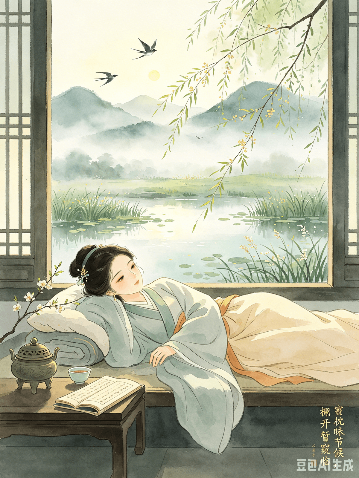A Healing Guide to Classical Chinese Poetry: Curing Overthinking and Embracing a Relaxed Life Chapter 4: Xie Lingyun's Climbing the Poolside Tower (Poolside Grasses Grow) — Discovering Life's Small Wonders, Alleviating Sedentary Fatigue and Mental Stagnation I. The Original Poem (Excerpt) Hidden dragons charm with subtle grace, Distant calls of soaring swans resound. Fleeting clouds feel modest before the vast sky, River dwellers shy before the deep abyss. To advance in virtue, my wisdom is dull; To retreat and farm, my strength is insufficient. Chasing official salary, I found myself by a remote sea; Lying ill, I faced an empty forest. My bedclothes obscure the turning seasons, I draw back the curtain for a fleeting glimpse. I strain my ear to hear the waves, I lift my eyes to survey the rugged peaks. The first signs of spring replace winter's lingering sun, New light transforms the old gloom. Spring grasses sprout in the pond, Garden willows now host different singing birds. Sadly I recall the songs of Bin, Deeply stirred by the laments of Chu. Solitude endures easily for long, But being estranged from companions burdens the heart. II. Interpretation As the progenitor of landscape poetry, Xie Lingyun's Climbing the Poolside Tower is specifically for those grappling with modern sedentary fatigue, isolated melancholy, and diminished sensory perception. It offers a cure for the dullness of spirit and emotional numbness that come from long hours of working from home, being stuck at a desk, or prolonged solitude. The poet, facing political disgrace, was demoted to a remote coastal area and often confined to his sickbed. For extended periods, he was shut indoors, cut off from the changing seasons, trapped in his small room. His heart was filled with career disappointment, lonely isolation, and self-vexation, sinking into a prolonged state of low spirits. He lost his connection to the outside world, spending his days in gloom. It wasn't until he rose, opened the window, and looked out from his elevated position that his confined mind was suddenly liberated. Winter had given way to spring; the warm sun chased away the chill; new green grasses subtly emerged in the courtyard pond; willow branches in the forest renewed themselves, and different birds began to sing. The seasons quietly revolved, tiny sparks of life pushing through the earth. The lines, "Spring grasses sprout in the pond, / Garden willows now host different singing birds," encapsulate a profound, yet simple, healing logic: when people close themselves off, remain sedentary, and are confined to a fixed space, their thoughts endlessly ferment inwards, magnifying worries. Yet, the natural order always heals itself and moves forward. There are always small, beautiful things quietly growing in the world, enough to soothe the knots in one's heart. The emotional arc of the entire poem offers valuable insight: from closed-off despair and self-torment, to stepping out, observing the scenery, and seeing life's vitality, eventually leading to a gradual reconciliation of the mind. It highlights a common modern ailment: our lives are not devoid of beauty, but we are trapped in our cubicles, our rooms, and our negative thoughts, actively shutting down our perception. By magnifying worries and ignoring the turning of seasons and the small details of everyday life, we fall into prolonged dullness and fatigue. There's no need to travel far to find healing; the plants and trees around us, and the shifting seasons, are all powerful antidotes to our weariness. III. Practical Application Today's common emotional pain points for office workers include: long hours of sitting at desks, working overtime, being confined indoors for over ten hours a day, leading to shoulder and neck fatigue, mental tension, a field of vision limited to computer screens, and progressively suppressed emotions. During holidays, many stay home, lying down, scrolling on their phones and overthinking, growing more somber and irritable the more they isolate themselves. Even minor setbacks lead to self-inflicted mental exhaustion, magnifying grievances and anxiety, losing the ability to perceive beauty, and sinking into persistent emotional numbness. By drawing on the self-healing philosophy of landscape, we can alleviate physical and mental fatigue at low cost and reawaken a relaxed perception, applicable to office workers and those living in solitude. 1. Break the spatial confinement; refuse sedentary overthinking. Whenever your spirits feel low or your thoughts are chaotic, immediately leave your confined workstation, bedroom, or living space. You don't need to travel far; simply taking a walk downstairs or standing by a window is enough. Physical movement can interrupt negative thought patterns and quickly calm strained nerves. 2. Capture the subtle beauties of the four seasons to counteract negative emotions. Emulate the poet's observation of spring grasses and singing birds. Deliberately notice the world around you: the interplay of light and shadow in the evening breeze, street flowers and trees, sunsets, seasonal temperature shifts. These cost-free natural wonders can dilute workplace grievances and everyday frustrations, reducing your psychological fatigue. 3. Accept periodic emotional lows; don't fight against dullness. The poet's sadness in exile, his loneliness and sorrow at being separated from his group, are all normal emotions. There's no need to demand constant positivity from yourself. Allow yourself to feel low and "emo," allow for a temporary lack of enthusiasm. Accepting emotional fluctuations is also part of healing. 4. Reduce online mental exhaustion; shift to offline perception. Spend less time scrolling fragmented negative information and prying into others' lives. Redirect your attention to your immediate surroundings, ground yourself in real-life experiences, and enhance your sensory perception. Anxiety will naturally fade. Troubles often begin when one closes oneself off; joy often arises from what one observes. You don't need to seek distant cures; seeing the vibrant life of plants and trees around you, and embracing the gentle rhythm of the seasons, is enough to dissolve physical and mental fatigue and emerge from a gloomy state of mind. Guide thérapeutique de la poésie classique chinoise : Guérir la rumination et embrasser une vie sereine Chapitre 4 : « L’ascension de la tour au bord de la piscine » de Xie Lingyun (L’herbe pousse au bord de la piscine) — Découvrir les petites merveilles de la vie, soulager la fatigue liée à la sédentarité et la stagnation mentale I. Le poème original (Extrait) Des dragons cachés charment par leur grâce subtile, Le chant lointain des cygnes planant résonne. Les nuages fugaces paraissent modestes devant l’immensité du ciel, Les habitants de la rivière hésitent devant l’abîme profond. Pour progresser en vertu, ma sagesse est émoussée ; Pour me retirer et cultiver la terre, mes forces sont insuffisantes. Courant après un salaire de fonctionnaire, je me suis retrouvé au bord d’une mer lointaine ; Alité malade, j’ai fait face à une forêt déserte. Mes draps masquent le changement des saisons, J’écarte le rideau pour un bref aperçu. Je tends l’oreille pour entendre les vagues, Je lève les yeux pour contempler les pics escarpés. Les premiers signes du printemps remplacent les derniers rayons du soleil hivernal, une lumière nouvelle transforme la vieille obscurité. Les herbes printanières pointent le bout de leur nez dans l'étang, les saules du jardin abritent désormais le chant de divers oiseaux. Je repense avec tristesse aux chants de Bin, profondément ému par les lamentations de Chu. La solitude peut facilement durer longtemps, mais l'éloignement des compagnons pèse sur le cœur. II. Interprétation. Considéré comme le précurseur de la poésie paysagère, « L'ascension de la tour au bord de l'étang » de Xie Lingyun s'adresse tout particulièrement à ceux qui luttent contre la fatigue sédentaire moderne, la mélancolie de l'isolement et l'atrophie sensorielle. Ce poème offre un remède à la torpeur et à l'engourdissement émotionnel engendrés par de longues heures de télétravail, l'immobilité au bureau ou une solitude prolongée. Le poète, confronté à la disgrâce politique, fut muté dans une région côtière isolée et souvent alité. Pendant de longues périodes, il resta cloîtré chez lui, coupé du cycle des saisons, prisonnier de sa petite chambre. Son cœur était empli de déceptions professionnelles, d'un isolement profond et d'un profond ressentiment envers lui-même, le plongeant dans une longue période de mélancolie. Coupé du monde extérieur, il passait ses journées dans la tristesse. Ce n'est qu'en se levant, en ouvrant la fenêtre et en contemplant le paysage depuis sa position surélevée que son esprit, longtemps prisonnier de ses pensées, se libéra soudain. L'hiver avait cédé la place au printemps ; le soleil chaleureux chassait le froid ; de jeunes pousses d'herbe verte émergeaient discrètement dans le bassin de la cour ; les branches des saules se renouvelaient dans la forêt et de nouveaux oiseaux se mirent à chanter. Les saisons se succédaient paisiblement, de minuscules étincelles de vie jaillissant de la terre. Les vers « Les herbes printanières jaillissent dans le bassin, / Les saules du jardin abritent désormais différents oiseaux chanteurs » résument une logique profonde et pourtant simple, source de guérison : lorsque l'on s'isole, que l'on reste sédentaire et confiné dans un espace fixe, nos pensées ruminent sans cesse, amplifiant nos angoisses. Pourtant, l'ordre naturel finit toujours par se régénérer et aller de l'avant. Il y a toujours dans le monde de petites et belles choses qui poussent discrètement, de quoi apaiser les tourments du cœur. L'arc émotionnel de tout le poème offre une perspective précieuse : d'un désespoir replié sur soi et d'un tourment intérieur, à la prise de contact avec le monde extérieur, à la découverte de la vitalité de la vie, menant finalement à une paix intérieure progressive. Il met en lumière un mal moderne courant : nos vies ne sont pas dépourvues de beauté, mais nous sommes prisonniers de nos bureaux, de nos chambres et de nos pensées négatives, étouffant ainsi notre perception. En amplifiant nos soucis et en ignorant le cycle des saisons et les petits détails du quotidien, nous sombrons dans une lassitude et une fatigue persistantes. Nul besoin de voyager loin pour trouver la guérison ; les plantes et les arbres qui nous entourent, et le cycle des saisons, sont autant de puissants remèdes à notre lassitude. III. Application pratique. Les principaux points de tension émotionnelle chez les employés de bureau aujourd'hui incluent : de longues heures passées assis à leur bureau, les heures supplémentaires, le confinement à l'intérieur pendant plus de dix heures par jour, entraînant fatigue des épaules et de la nuque, tension mentale, un champ de vision limité aux écrans d'ordinateur et une inhibition progressive des émotions. Pendant les vacances, beaucoup restent chez eux, allongés, à faire défiler leur téléphone et à ruminer, devenant de plus en plus sombres et irritables à mesure qu'ils s'isolent. Même les petits tracas mènent à un épuisement mental auto-infligé, amplifiant les griefs et l'anxiété, perdant la capacité de percevoir la beauté et plongeant dans un engourdissement émotionnel persistant. En nous inspirant de la philosophie apaisante du paysage, nous pouvons soulager la fatigue physique et mentale à moindre coût et retrouver une perception détendue, applicable aux employés de bureau comme aux personnes vivant seules. 1. Brisez l'enfermement spatial ; refusez la rumination sédentaire. Dès que vous vous sentez déprimé ou que vos pensées sont confuses, quittez immédiatement votre poste de travail, votre chambre ou votre espace de vie. Inutile d'aller loin ; Il suffit de descendre les escaliers ou de se tenir près d'une fenêtre. Le mouvement physique peut interrompre les pensées négatives et apaiser rapidement les nerfs. 2. Appréciez la beauté subtile des quatre saisons pour contrer les émotions négatives. Imitez l'observation du poète sur les herbes printanières et le chant des oiseaux. Portez une attention particulière au monde qui vous entoure : le jeu d'ombre et de lumière dans la brise du soir, les fleurs et les arbres des rues, les couchers de soleil, les variations de température saisonnières. Ces merveilles naturelles gratuites peuvent atténuer les griefs au travail et les frustrations quotidiennes, réduisant ainsi votre fatigue psychologique. 3. Acceptez les baisses de moral passagères ; ne luttez pas contre la morosité. La tristesse du poète en exil, sa solitude et son chagrin d'être séparé de son groupe sont des émotions normales. Inutile d'exiger de vous une positivité constante. Autorisez-vous à vous sentir triste et mélancolique, à ressentir un manque d'enthousiasme passager. Accepter les fluctuations émotionnelles fait aussi partie du processus de guérison. 4. Réduisez la fatigue mentale liée aux écrans ; privilégiez une perception hors ligne. Passez moins de temps à parcourir des informations négatives éparses et à vous mêler de la vie des autres. Recentrez votre attention sur votre environnement immédiat, ancrez-vous dans le réel et aiguisez vos sens. L'anxiété s'estompera naturellement. Les problèmes commencent souvent lorsqu'on se replie sur soi ; la joie, elle, naît souvent de ce que l'on observe. Inutile de chercher des solutions lointaines : contempler la vie vibrante des plantes et des arbres qui vous entourent et vous laisser bercer par le doux rythme des saisons suffit à dissiper la fatigue physique et mentale et à vous sortir de la morosité. A Healing Guide to Classical Chinese Poetry: Curing Overthinking and Embracing a Relaxed Life Chapter 4: Xie Lingyun's Climbing the Poolside Tower (Poolside Grasses Grow) — Discovering Life's Small Wonders, Alleviating Sedentary Fatigue and Mental Stagnation I. The Original Poem (Excerpt) Hidden dragons charm with subtle grace, Distant calls of soaring swans resound. Fleeting clouds feel modest before the vast sky, River dwellers shy before the deep abyss. To advance in virtue, my wisdom is dull; To retreat and farm, my strength is insufficient. Chasing official salary, I found myself by a remote sea; Lying ill, I faced an empty forest. My bedclothes obscure the turning seasons, I draw back the curtain for a fleeting glimpse. I strain my ear to hear the waves, I lift my eyes to survey the rugged peaks. The first signs of spring replace winter's lingering sun, New light transforms the old gloom. Spring grasses sprout in the pond, Garden willows now host different singing birds. Sadly I recall the songs of Bin, Deeply stirred by the laments of Chu. Solitude endures easily for long, But being estranged from companions burdens the heart. II. Interpretation As the progenitor of landscape poetry, Xie Lingyun's Climbing the Poolside Tower is specifically for those grappling with modern sedentary fatigue, isolated melancholy, and diminished sensory perception. It offers a cure for the dullness of spirit and emotional numbness that come from long hours of working from home, being stuck at a desk, or prolonged solitude. The poet, facing political disgrace, was demoted to a remote coastal area and often confined to his sickbed. For extended periods, he was shut indoors, cut off from the changing seasons, trapped in his small room. His heart was filled with career disappointment, lonely isolation, and self-vexation, sinking into a prolonged state of low spirits. He lost his connection to the outside world, spending his days in gloom. It wasn't until he rose, opened the window, and looked out from his elevated position that his confined mind was suddenly liberated. Winter had given way to spring; the warm sun chased away the chill; new green grasses subtly emerged in the courtyard pond; willow branches in the forest renewed themselves, and different birds began to sing. The seasons quietly revolved, tiny sparks of life pushing through the earth. The lines, "Spring grasses sprout in the pond, / Garden willows now host different singing birds," encapsulate a profound, yet simple, healing logic: when people close themselves off, remain sedentary, and are confined to a fixed space, their thoughts endlessly ferment inwards, magnifying worries. Yet, the natural order always heals itself and moves forward. There are always small, beautiful things quietly growing in the world, enough to soothe the knots in one's heart. The emotional arc of the entire poem offers valuable insight: from closed-off despair and self-torment, to stepping out, observing the scenery, and seeing life's vitality, eventually leading to a gradual reconciliation of the mind. It highlights a common modern ailment: our lives are not devoid of beauty, but we are trapped in our cubicles, our rooms, and our negative thoughts, actively shutting down our perception. By magnifying worries and ignoring the turning of seasons and the small details of everyday life, we fall into prolonged dullness and fatigue. There's no need to travel far to find healing; the plants and trees around us, and the shifting seasons, are all powerful antidotes to our weariness. III. Practical Application Today's common emotional pain points for office workers include: long hours of sitting at desks, working overtime, being confined indoors for over ten hours a day, leading to shoulder and neck fatigue, mental tension, a field of vision limited to computer screens, and progressively suppressed emotions. During holidays, many stay home, lying down, scrolling on their phones and overthinking, growing more somber and irritable the more they isolate themselves. Even minor setbacks lead to self-inflicted mental exhaustion, magnifying grievances and anxiety, losing the ability to perceive beauty, and sinking into persistent emotional numbness. By drawing on the self-healing philosophy of landscape, we can alleviate physical and mental fatigue at low cost and reawaken a relaxed perception, applicable to office workers and those living in solitude. 1. Break the spatial confinement; refuse sedentary overthinking. Whenever your spirits feel low or your thoughts are chaotic, immediately leave your confined workstation, bedroom, or living space. You don't need to travel far; simply taking a walk downstairs or standing by a window is enough. Physical movement can interrupt negative thought patterns and quickly calm strained nerves. 2. Capture the subtle beauties of the four seasons to counteract negative emotions. Emulate the poet's observation of spring grasses and singing birds. Deliberately notice the world around you: the interplay of light and shadow in the evening breeze, street flowers and trees, sunsets, seasonal temperature shifts. These cost-free natural wonders can dilute workplace grievances and everyday frustrations, reducing your psychological fatigue. 3. Accept periodic emotional lows; don't fight against dullness. The poet's sadness in exile, his loneliness and sorrow at being separated from his group, are all normal emotions. There's no need to demand constant positivity from yourself. Allow yourself to feel low and "emo," allow for a temporary lack of enthusiasm. Accepting emotional fluctuations is also part of healing. 4. Reduce online mental exhaustion; shift to offline perception. Spend less time scrolling fragmented negative information and prying into others' lives. Redirect your attention to your immediate surroundings, ground yourself in real-life experiences, and enhance your sensory perception. Anxiety will naturally fade. Troubles often begin when one closes oneself off; joy often arises from what one observes. You don't need to seek distant cures; seeing the vibrant life of plants and trees around you, and embracing the gentle rhythm of the seasons, is enough to dissolve physical and mental fatigue and emerge from a gloomy state of mind. Guide thérapeutique de la poésie classique chinoise : Guérir la rumination et embrasser une vie sereine Chapitre 4 : « L’ascension de la tour au bord de la piscine » de Xie Lingyun (L’herbe pousse au bord de la piscine) — Découvrir les petites merveilles de la vie, soulager la fatigue liée à la sédentarité et la stagnation mentale I. Le poème original (Extrait) Des dragons cachés charment par leur grâce subtile, Le chant lointain des cygnes planant résonne. Les nuages fugaces paraissent modestes devant l’immensité du ciel, Les habitants de la rivière hésitent devant l’abîme profond. Pour progresser en vertu, ma sagesse est émoussée ; Pour me retirer et cultiver la terre, mes forces sont insuffisantes. Courant après un salaire de fonctionnaire, je me suis retrouvé au bord d’une mer lointaine ; Alité malade, j’ai fait face à une forêt déserte. Mes draps masquent le changement des saisons, J’écarte le rideau pour un bref aperçu. Je tends l’oreille pour entendre les vagues, Je lève les yeux pour contempler les pics escarpés. Les premiers signes du printemps remplacent les derniers rayons du soleil hivernal, une lumière nouvelle transforme la vieille obscurité. Les herbes printanières pointent le bout de leur nez dans l'étang, les saules du jardin abritent désormais le chant de divers oiseaux. Je repense avec tristesse aux chants de Bin, profondément ému par les lamentations de Chu. La solitude peut facilement durer longtemps, mais l'éloignement des compagnons pèse sur le cœur. II. Interprétation. Considéré comme le précurseur de la poésie paysagère, « L'ascension de la tour au bord de l'étang » de Xie Lingyun s'adresse tout particulièrement à ceux qui luttent contre la fatigue sédentaire moderne, la mélancolie de l'isolement et l'atrophie sensorielle. Ce poème offre un remède à la torpeur et à l'engourdissement émotionnel engendrés par de longues heures de télétravail, l'immobilité au bureau ou une solitude prolongée. Le poète, confronté à la disgrâce politique, fut muté dans une région côtière isolée et souvent alité. Pendant de longues périodes, il resta cloîtré chez lui, coupé du cycle des saisons, prisonnier de sa petite chambre. Son cœur était empli de déceptions professionnelles, d'un isolement profond et d'un profond ressentiment envers lui-même, le plongeant dans une longue période de mélancolie. Coupé du monde extérieur, il passait ses journées dans la tristesse. Ce n'est qu'en se levant, en ouvrant la fenêtre et en contemplant le paysage depuis sa position surélevée que son esprit, longtemps prisonnier de ses pensées, se libéra soudain. L'hiver avait cédé la place au printemps ; le soleil chaleureux chassait le froid ; de jeunes pousses d'herbe verte émergeaient discrètement dans le bassin de la cour ; les branches des saules se renouvelaient dans la forêt et de nouveaux oiseaux se mirent à chanter. Les saisons se succédaient paisiblement, de minuscules étincelles de vie jaillissant de la terre. Les vers « Les herbes printanières jaillissent dans le bassin, / Les saules du jardin abritent désormais différents oiseaux chanteurs » résument une logique profonde et pourtant simple, source de guérison : lorsque l'on s'isole, que l'on reste sédentaire et confiné dans un espace fixe, nos pensées ruminent sans cesse, amplifiant nos angoisses. Pourtant, l'ordre naturel finit toujours par se régénérer et aller de l'avant. Il y a toujours dans le monde de petites et belles choses qui poussent discrètement, de quoi apaiser les tourments du cœur. L'arc émotionnel de tout le poème offre une perspective précieuse : d'un désespoir replié sur soi et d'un tourment intérieur, à la prise de contact avec le monde extérieur, à la découverte de la vitalité de la vie, menant finalement à une paix intérieure progressive. Il met en lumière un mal moderne courant : nos vies ne sont pas dépourvues de beauté, mais nous sommes prisonniers de nos bureaux, de nos chambres et de nos pensées négatives, étouffant ainsi notre perception. En amplifiant nos soucis et en ignorant le cycle des saisons et les petits détails du quotidien, nous sombrons dans une lassitude et une fatigue persistantes. Nul besoin de voyager loin pour trouver la guérison ; les plantes et les arbres qui nous entourent, et le cycle des saisons, sont autant de puissants remèdes à notre lassitude. III. Application pratique. Les principaux points de tension émotionnelle chez les employés de bureau aujourd'hui incluent : de longues heures passées assis à leur bureau, les heures supplémentaires, le confinement à l'intérieur pendant plus de dix heures par jour, entraînant fatigue des épaules et de la nuque, tension mentale, un champ de vision limité aux écrans d'ordinateur et une inhibition progressive des émotions. Pendant les vacances, beaucoup restent chez eux, allongés, à faire défiler leur téléphone et à ruminer, devenant de plus en plus sombres et irritables à mesure qu'ils s'isolent. Même les petits tracas mènent à un épuisement mental auto-infligé, amplifiant les griefs et l'anxiété, perdant la capacité de percevoir la beauté et plongeant dans un engourdissement émotionnel persistant. En nous inspirant de la philosophie apaisante du paysage, nous pouvons soulager la fatigue physique et mentale à moindre coût et retrouver une perception détendue, applicable aux employés de bureau comme aux personnes vivant seules. 1. Brisez l'enfermement spatial ; refusez la rumination sédentaire. Dès que vous vous sentez déprimé ou que vos pensées sont confuses, quittez immédiatement votre poste de travail, votre chambre ou votre espace de vie. Inutile d'aller loin ; Il suffit de descendre les escaliers ou de se tenir près d'une fenêtre. Le mouvement physique peut interrompre les pensées négatives et apaiser rapidement les nerfs. 2. Appréciez la beauté subtile des quatre saisons pour contrer les émotions négatives. Imitez l'observation du poète sur les herbes printanières et le chant des oiseaux. Portez une attention particulière au monde qui vous entoure : le jeu d'ombre et de lumière dans la brise du soir, les fleurs et les arbres des rues, les couchers de soleil, les variations de température saisonnières. Ces merveilles naturelles gratuites peuvent atténuer les griefs au travail et les frustrations quotidiennes, réduisant ainsi votre fatigue psychologique. 3. Acceptez les baisses de moral passagères ; ne luttez pas contre la morosité. La tristesse du poète en exil, sa solitude et son chagrin d'être séparé de son groupe sont des émotions normales. Inutile d'exiger de vous une positivité constante. Autorisez-vous à vous sentir triste et mélancolique, à ressentir un manque d'enthousiasme passager. Accepter les fluctuations émotionnelles fait aussi partie du processus de guérison. 4. Réduisez la fatigue mentale liée aux écrans ; privilégiez une perception hors ligne. Passez moins de temps à parcourir des informations négatives éparses et à vous mêler de la vie des autres. Recentrez votre attention sur votre environnement immédiat, ancrez-vous dans le réel et aiguisez vos sens. L'anxiété s'estompera naturellement. Les problèmes commencent souvent lorsqu'on se replie sur soi ; la joie, elle, naît souvent de ce que l'on observe. Inutile de chercher des solutions lointaines : contempler la vie vibrante des plantes et des arbres qui vous entourent et vous laisser bercer par le doux rythme des saisons suffit à dissiper la fatigue physique et mentale et à vous sortir de la morosité.
