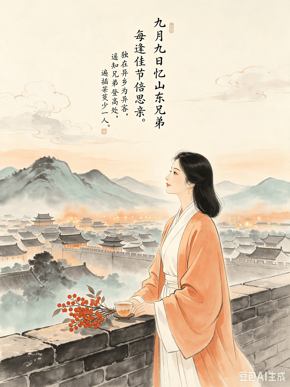 Tang Dynasty Poetic Healing: Erasing Modern Mental Friction and Cultivating a Life of Ease Wang Wei’s Thinking of My Brothers in Shandong on the Double Ninth Festival — Embracing Longing, Valuing Family, and Healing the Self with Warmth I. The Original Poem Thinking of My Brothers in Shandong on the Double Ninth Festival (九月九日忆山东兄弟) As a lonely stranger in a foreign land, At every festive season, my homesickness multiplies. I know from afar that where my brothers ascend the heights, They all wear dogwood, but find one person missing. II. Poetic Insight In his youth, Wang Wei traveled far to the capital city of Chang'an to study and seek his livelihood. As a solitary wanderer in a foreign land, he remained a stranger in a bustling metropolis. During the Double Ninth Festival—a traditional day for family reunions and climbing mountains together—every household gathered, leaving him completely alone. Looking toward his homeland, he knew his loved ones were climbing the heights and thinking of him just as he was thinking of them. The poem is saturated with the loneliness of a transient life and the deep ache of missing one's flesh and blood. Unlike the solitary, one-way homesickness found in Li Bai’s Quiet Night Thought, the core of this poem is about embracing the longing of separation and understanding the power of mutual attachment. It uses the warmth of family to dissolve the feelings of inferiority and isolation that come with living alone. Many people living far from their roots intentionally avoid thinking about their families. They mistakenly believe that missing home is a sign of fragility, or that struggling alone is something to be ashamed of if they aren't outwardly "successful." Consequently, they sever their emotional connection to their hometowns, silently shouldering all their grievances and exhaustion by themselves. Wang Wei, however, openly acknowledges his homesickness and loneliness during the holidays. He doesn't shy away from his longing or hide his vulnerability. He sees through to the true nature of this emotion: it is never just a one-sided loneliness. The family far away is also thinking of him. This mutual affection is a lifelong safety net of warmth, powerful enough to soothe all the grievances and heartaches of living in an unfamiliar place. III. Real-World Application As a mindset consultant, I see this poem perfectly aligning with the unique emotional struggles of today's expats, out-of-state professionals, and students living far from home: the imposter syndrome of wandering, the guilt of missing home, and the internal friction of solitary heartache. Many driven individuals who leave home fall into a dual trap of mental friction. On one hand, holidays trigger extreme homesickness. On the other hand, they blame themselves for not achieving enough to "justify" a triumphant return. They covet the opportunities of the big city while simultaneously cutting themselves off from the emotional support of their origins. Torn apart by these conflicting emotions, they dare not go home freely, nor can they calmly accept their own longing. They swallow their homesickness, suppress their feelings, and deny their own needs, which only intensifies the anxiety of living alone. This poem cures the internal friction of a wandering life and reconstructs the self-healing power of familial love. Here are three actionable mindset shifts: 1. Let Go of the "Wanderer’s Shame": Leaving your hometown for a foreign city is a pursuit of personal growth, not a shameful failure. Your pace of success or your income level does not affect how deeply you are loved by your family. You do not need to avoid missing home or evade family reunions simply because your current situation feels "ordinary." 2. Recognize the Mutual Nature of Longing: While you are worrying about your family, they are endlessly forgiving, waiting, and caring for you. Familial love doesn't require weighing pros and cons, nor does it demand that you fake perfection. You are allowed to be exhausted, you are allowed to be ordinary, and you are allowed to be vulnerable. Family is your ultimate emotional safety net. 3. Actively Connect for Low-Cost Warmth: When you are feeling down, facing setbacks at work, or spiraling into isolation, you do not have to tough it out alone. Proactively chat with your family. You don't always have to report only the good news while hiding the bad; it is perfectly fine to show moderate vulnerability. Family connection provides the most energy-restoring emotional value in the world. Embrace your longing, draw close to your family, and catch this exclusive warmth. By dissolving the insecurity and loneliness of wandering, you will build a permanent inner foundation, allowing you to face the storms of any foreign land with grace and relaxed ease. La guérison par la poésie sous la dynastie Tang : apaiser les tensions mentales de la vie moderne et cultiver une existence sereine « Pensées pour mes frères du Shandong lors de la fête du Double-Neuf » de Wang Wei : accueillir la nostalgie, chérir la famille et se guérir par la chaleur des liens affectifs I. Le poème original Pensées pour mes frères du Shandong lors de la fête du Double-Neuf (九月九日忆山东兄弟) : Étranger solitaire en terre lointaine, à chaque fête, la nostalgie de mon foyer s'intensifie. Je sais que, là-bas, mes frères gravissent les hauteurs ; ils portent tous du cornouiller, mais constatent qu'il manque une personne. II. Éclairage poétique Dans sa jeunesse, Wang Wei a voyagé jusqu'à la capitale, Chang'an, pour y étudier et gagner sa vie. Voyageur solitaire en terre étrangère, il restait un étranger au sein de cette métropole en pleine effervescence. Lors de la fête du Double-Neuf — journée traditionnelle consacrée aux retrouvailles familiales et aux ascensions en montagne — chaque foyer se réunissait, le laissant, lui, dans une solitude totale. En tournant son regard vers sa terre natale, il savait que ses proches gravissaient les hauteurs et pensaient à lui, tout comme il pensait à eux. Le poème est empreint de la solitude d'une vie d'errance et de la profonde douleur de l'éloignement d'avec les siens. Contrairement à la nostalgie solitaire et unilatérale exprimée dans « Pensées par une nuit tranquille » de Li Bai, ce poème a pour essence l'acceptation du manque lié à la séparation et la compréhension de la force de l'attachement mutuel. Il utilise la chaleur familiale pour dissiper les sentiments d'infériorité et d'isolement qui accompagnent la vie en solitaire. Beaucoup de personnes vivant loin de leurs racines évitent délibérément de penser à leur famille. Elles croient à tort que le mal du pays est un signe de fragilité, ou qu'il est honteux de lutter seul lorsqu'on n'a pas encore connu de « réussite » apparente. Par conséquent, elles rompent leur lien émotionnel avec leur ville natale, portant en silence, et seules, le poids de leurs peines et de leur épuisement. Wang Wei, en revanche, reconnaît ouvertement sa nostalgie et sa solitude durant les fêtes. Il ne fuit pas ce manque ni ne dissimule sa vulnérabilité. Il perçoit la véritable nature de cette émotion : il ne s'agit jamais d'une solitude à sens unique. La famille, au loin, pense également à lui. Cette affection mutuelle constitue un refuge chaleureux pour la vie entière, assez puissant pour apaiser toutes les amertumes et les peines de cœur liées à la vie dans un lieu inconnu. III. Application concrète En tant que consultant spécialisé dans l'état d'esprit, je trouve que ce poème résonne parfaitement avec les défis émotionnels uniques que rencontrent aujourd'hui les expatriés, les professionnels travaillant loin de chez eux et les étudiants éloignés de leur foyer : le syndrome de l'imposteur lié à l'errance, la culpabilité de ressentir le manque du pays et le tiraillement intérieur né d'une solitude douloureuse. Beaucoup de personnes ambitieuses qui quittent leur foyer tombent dans un double piège psychologique. D'un côté, les périodes de fêtes exacerbent le mal du pays. De l'autre, elles se reprochent de ne pas avoir accompli assez pour « justifier » un retour triomphal. Elles convoitent les opportunités offertes par la grande ville tout en se coupant du soutien émotionnel de leurs racines. Déchirées par ces émotions contradictoires, elles n'osent pas rentrer librement ni accepter sereinement leur nostalgie. Elles ravalent leur mal du pays, refoulent leurs sentiments et nient leurs propres besoins, ce qui ne fait qu'intensifier l'anxiété liée à la solitude. Ce poème apaise les tensions intérieures propres à une vie d'errance et restaure le pouvoir guérisseur de l'amour familial. Voici trois changements d'état d'esprit concrets à adopter : 1. Libérez-vous de la « honte du vagabond » : Quitter sa ville natale pour une ville étrangère est une démarche d'épanouissement personnel, et non un échec honteux. Votre rythme de réussite ou votre niveau de revenus n'altère en rien l'amour profond que vous porte votre famille. Vous n'avez pas besoin d'éviter de penser à chez vous ou de fuir les réunions de famille simplement parce que votre situation actuelle vous semble « ordinaire ». 2. Reconnaissez la réciprocité du manque : Pendant que vous vous inquiétez pour votre famille, celle-ci fait preuve d'une indulgence infinie, vous attend et veille sur vous. L'amour familial ne nécessite ni calcul ni façade de perfection. Vous avez le droit d'être épuisé, d'être ordinaire et d'être vulnérable. La famille constitue votre ultime filet de sécurité émotionnelle. 3. Recherchez activement la chaleur du lien familial : Lorsque vous avez le moral à zéro, que vous rencontrez des difficultés au travail ou que vous sombrez dans l'isolement, vous n'êtes pas obligé de tout affronter seul. Échangez proactivement avec votre famille. Il n'est pas nécessaire de ne partager que les bonnes nouvelles en cachant les mauvaises ; il est tout à fait acceptable de montrer une certaine vulnérabilité. Le lien familial procure une énergie émotionnelle régénératrice incomparable. Accueillez votre aspiration, rapprochez-vous de votre famille et imprégnez-vous de cette chaleur unique. En dissipant l'insécurité et la solitude liées à l'errance, vous bâtirez un socle intérieur inébranlable, vous permettant d'affronter les tempêtes de toute terre étrangère avec grâce et une sereine aisance. Tang Dynasty Poetic Healing: Erasing Modern Mental Friction and Cultivating a Life of Ease Wang Wei’s Thinking of My Brothers in Shandong on the Double Ninth Festival — Embracing Longing, Valuing Family, and Healing the Self with Warmth I. The Original Poem Thinking of My Brothers in Shandong on the Double Ninth Festival (九月九日忆山东兄弟) As a lonely stranger in a foreign land, At every festive season, my homesickness multiplies. I know from afar that where my brothers ascend the heights, They all wear dogwood, but find one person missing. II. Poetic Insight In his youth, Wang Wei traveled far to the capital city of Chang'an to study and seek his livelihood. As a solitary wanderer in a foreign land, he remained a stranger in a bustling metropolis. During the Double Ninth Festival—a traditional day for family reunions and climbing mountains together—every household gathered, leaving him completely alone. Looking toward his homeland, he knew his loved ones were climbing the heights and thinking of him just as he was thinking of them. The poem is saturated with the loneliness of a transient life and the deep ache of missing one's flesh and blood. Unlike the solitary, one-way homesickness found in Li Bai’s Quiet Night Thought, the core of this poem is about embracing the longing of separation and understanding the power of mutual attachment. It uses the warmth of family to dissolve the feelings of inferiority and isolation that come with living alone. Many people living far from their roots intentionally avoid thinking about their families. They mistakenly believe that missing home is a sign of fragility, or that struggling alone is something to be ashamed of if they aren't outwardly "successful." Consequently, they sever their emotional connection to their hometowns, silently shouldering all their grievances and exhaustion by themselves. Wang Wei, however, openly acknowledges his homesickness and loneliness during the holidays. He doesn't shy away from his longing or hide his vulnerability. He sees through to the true nature of this emotion: it is never just a one-sided loneliness. The family far away is also thinking of him. This mutual affection is a lifelong safety net of warmth, powerful enough to soothe all the grievances and heartaches of living in an unfamiliar place. III. Real-World Application As a mindset consultant, I see this poem perfectly aligning with the unique emotional struggles of today's expats, out-of-state professionals, and students living far from home: the imposter syndrome of wandering, the guilt of missing home, and the internal friction of solitary heartache. Many driven individuals who leave home fall into a dual trap of mental friction. On one hand, holidays trigger extreme homesickness. On the other hand, they blame themselves for not achieving enough to "justify" a triumphant return. They covet the opportunities of the big city while simultaneously cutting themselves off from the emotional support of their origins. Torn apart by these conflicting emotions, they dare not go home freely, nor can they calmly accept their own longing. They swallow their homesickness, suppress their feelings, and deny their own needs, which only intensifies the anxiety of living alone. This poem cures the internal friction of a wandering life and reconstructs the self-healing power of familial love. Here are three actionable mindset shifts: 1. Let Go of the "Wanderer’s Shame": Leaving your hometown for a foreign city is a pursuit of personal growth, not a shameful failure. Your pace of success or your income level does not affect how deeply you are loved by your family. You do not need to avoid missing home or evade family reunions simply because your current situation feels "ordinary." 2. Recognize the Mutual Nature of Longing: While you are worrying about your family, they are endlessly forgiving, waiting, and caring for you. Familial love doesn't require weighing pros and cons, nor does it demand that you fake perfection. You are allowed to be exhausted, you are allowed to be ordinary, and you are allowed to be vulnerable. Family is your ultimate emotional safety net. 3. Actively Connect for Low-Cost Warmth: When you are feeling down, facing setbacks at work, or spiraling into isolation, you do not have to tough it out alone. Proactively chat with your family. You don't always have to report only the good news while hiding the bad; it is perfectly fine to show moderate vulnerability. Family connection provides the most energy-restoring emotional value in the world. Embrace your longing, draw close to your family, and catch this exclusive warmth. By dissolving the insecurity and loneliness of wandering, you will build a permanent inner foundation, allowing you to face the storms of any foreign land with grace and relaxed ease. La guérison par la poésie sous la dynastie Tang : apaiser les tensions mentales de la vie moderne et cultiver une existence sereine « Pensées pour mes frères du Shandong lors de la fête du Double-Neuf » de Wang Wei : accueillir la nostalgie, chérir la famille et se guérir par la chaleur des liens affectifs I. Le poème original Pensées pour mes frères du Shandong lors de la fête du Double-Neuf (九月九日忆山东兄弟) : Étranger solitaire en terre lointaine, à chaque fête, la nostalgie de mon foyer s'intensifie. Je sais que, là-bas, mes frères gravissent les hauteurs ; ils portent tous du cornouiller, mais constatent qu'il manque une personne. II. Éclairage poétique Dans sa jeunesse, Wang Wei a voyagé jusqu'à la capitale, Chang'an, pour y étudier et gagner sa vie. Voyageur solitaire en terre étrangère, il restait un étranger au sein de cette métropole en pleine effervescence. Lors de la fête du Double-Neuf — journée traditionnelle consacrée aux retrouvailles familiales et aux ascensions en montagne — chaque foyer se réunissait, le laissant, lui, dans une solitude totale. En tournant son regard vers sa terre natale, il savait que ses proches gravissaient les hauteurs et pensaient à lui, tout comme il pensait à eux. Le poème est empreint de la solitude d'une vie d'errance et de la profonde douleur de l'éloignement d'avec les siens. Contrairement à la nostalgie solitaire et unilatérale exprimée dans « Pensées par une nuit tranquille » de Li Bai, ce poème a pour essence l'acceptation du manque lié à la séparation et la compréhension de la force de l'attachement mutuel. Il utilise la chaleur familiale pour dissiper les sentiments d'infériorité et d'isolement qui accompagnent la vie en solitaire. Beaucoup de personnes vivant loin de leurs racines évitent délibérément de penser à leur famille. Elles croient à tort que le mal du pays est un signe de fragilité, ou qu'il est honteux de lutter seul lorsqu'on n'a pas encore connu de « réussite » apparente. Par conséquent, elles rompent leur lien émotionnel avec leur ville natale, portant en silence, et seules, le poids de leurs peines et de leur épuisement. Wang Wei, en revanche, reconnaît ouvertement sa nostalgie et sa solitude durant les fêtes. Il ne fuit pas ce manque ni ne dissimule sa vulnérabilité. Il perçoit la véritable nature de cette émotion : il ne s'agit jamais d'une solitude à sens unique. La famille, au loin, pense également à lui. Cette affection mutuelle constitue un refuge chaleureux pour la vie entière, assez puissant pour apaiser toutes les amertumes et les peines de cœur liées à la vie dans un lieu inconnu. III. Application concrète En tant que consultant spécialisé dans l'état d'esprit, je trouve que ce poème résonne parfaitement avec les défis émotionnels uniques que rencontrent aujourd'hui les expatriés, les professionnels travaillant loin de chez eux et les étudiants éloignés de leur foyer : le syndrome de l'imposteur lié à l'errance, la culpabilité de ressentir le manque du pays et le tiraillement intérieur né d'une solitude douloureuse. Beaucoup de personnes ambitieuses qui quittent leur foyer tombent dans un double piège psychologique. D'un côté, les périodes de fêtes exacerbent le mal du pays. De l'autre, elles se reprochent de ne pas avoir accompli assez pour « justifier » un retour triomphal. Elles convoitent les opportunités offertes par la grande ville tout en se coupant du soutien émotionnel de leurs racines. Déchirées par ces émotions contradictoires, elles n'osent pas rentrer librement ni accepter sereinement leur nostalgie. Elles ravalent leur mal du pays, refoulent leurs sentiments et nient leurs propres besoins, ce qui ne fait qu'intensifier l'anxiété liée à la solitude. Ce poème apaise les tensions intérieures propres à une vie d'errance et restaure le pouvoir guérisseur de l'amour familial. Voici trois changements d'état d'esprit concrets à adopter : 1. Libérez-vous de la « honte du vagabond » : Quitter sa ville natale pour une ville étrangère est une démarche d'épanouissement personnel, et non un échec honteux. Votre rythme de réussite ou votre niveau de revenus n'altère en rien l'amour profond que vous porte votre famille. Vous n'avez pas besoin d'éviter de penser à chez vous ou de fuir les réunions de famille simplement parce que votre situation actuelle vous semble « ordinaire ». 2. Reconnaissez la réciprocité du manque : Pendant que vous vous inquiétez pour votre famille, celle-ci fait preuve d'une indulgence infinie, vous attend et veille sur vous. L'amour familial ne nécessite ni calcul ni façade de perfection. Vous avez le droit d'être épuisé, d'être ordinaire et d'être vulnérable. La famille constitue votre ultime filet de sécurité émotionnelle. 3. Recherchez activement la chaleur du lien familial : Lorsque vous avez le moral à zéro, que vous rencontrez des difficultés au travail ou que vous sombrez dans l'isolement, vous n'êtes pas obligé de tout affronter seul. Échangez proactivement avec votre famille. Il n'est pas nécessaire de ne partager que les bonnes nouvelles en cachant les mauvaises ; il est tout à fait acceptable de montrer une certaine vulnérabilité. Le lien familial procure une énergie émotionnelle régénératrice incomparable. Accueillez votre aspiration, rapprochez-vous de votre famille et imprégnez-vous de cette chaleur unique. En dissipant l'insécurité et la solitude liées à l'errance, vous bâtirez un socle intérieur inébranlable, vous permettant d'affronter les tempêtes de toute terre étrangère avec grâce et une sereine aisance.