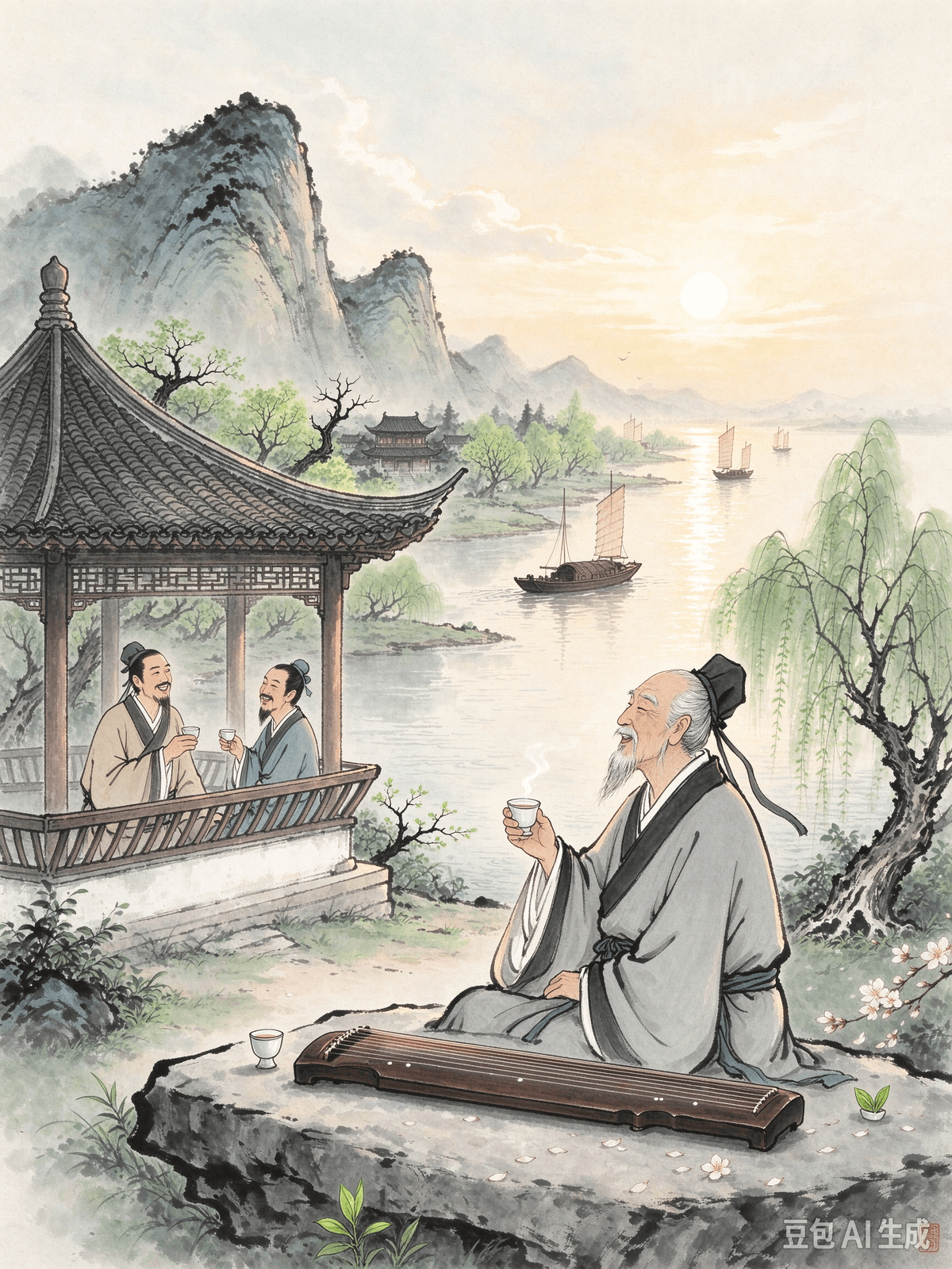 Classical Poetry Healing Article 11: Liu Yuxi's "Reply to Bai Juyi's Gift of a Poem at Our First Meeting in Yangzhou" — Embracing Adversity, Regaining Hope, and Facing Life Transitions with Optimism I. Original Poem In the desolate lands of Mount Ba and the Chu waters, For twenty-three years, I was cast aside and abandoned. Nostalgic, I vainly recite the "Rhapsody on Hearing the Flute," Returning home, I feel like the man with the rotted axe handle. Past the sunken ship, a thousand sails glide by; Ahead of the diseased tree, ten thousand woods spring to life. Today, listening to you sing a song, I will momentarily borrow this cup of wine to lift my spirits. II. Poem Interpretation Banished to remote areas for twenty-three years, Liu Yuxi returned home after a long absence to find everything changed. He was filled with the sorrow of a rough life and wasted years. Yet, the poet did not drown in frustration and depression. The famous line, "Past the sunken ship, a thousand sails glide by; Ahead of the diseased tree, ten thousand woods spring to life," reveals an eternal path to optimistic self-healing: next to a sunken ship, a thousand other sails still race forward; in front of a withered tree, the surrounding vegetation still welcomes the spring. An individual's frustration, decline, or low point is merely a temporary, personal circumstance. The world always moves forward, and rebirth and hope never cease. This poem specifically cures the despair and internal friction experienced during long-term low points and major life transitions. When facing prolonged misfortune, career setbacks, or a series of blows in life, it is easy to conclude that your entire life is a failure, see no turning point, envy the success of others, and fall into negativity and pessimism. Liu Yuxi clearly separates personal adversity from the broader current of time: your low point is just your own "sunken ship" or "diseased tree"; the world always holds new opportunities and a bright spring ahead. There is no need to trap yourself in your own frustration and negate your entire future. Past hardships are already in the past. Rather than wallowing in them long-term, you can gather your thoughts, revitalize your spirit, and welcome the new life ahead. III. Real-world Application Internal friction caused by long-term low points is very common: experiencing years of career stagnation, failing after multiple attempts, feeling despair, and giving up the will to try; suffering a major life setback, being unable to step out of the shadows for a long time, and becoming increasingly negative and envious when seeing others succeed; or facing a major life transition like a career change, a breakup, or unemployment, fearing the future, believing things will only get harder, and losing the motivation to move forward. You can learn from Liu Yuxi’s open-minded and optimistic mindset to step out of your low point and regain hope: • Separate your personal struggles from the general trend and abandon permanent pessimism. Your current frustration is just a low valley in life. Like the sunken ship or the withered tree, it will not stay with you forever. Do not judge a short-term setback as your lifelong destiny, and reduce despairing self-suggestions. • Let go of jealousy and accept the success of others. Other people’s "thousand sails" and "ten thousand woods" do not represent your failure. Everyone has a different pace in life. You do not need to intensify your internal friction by comparing yourself to the smooth sailing of others; just focus on your own path ahead. • Let go of prolonged past hardships and stop tangling with history. Twenty-three years of banishment were already in the past for the poet. There is no need to repeatedly recall suffering or torture yourself. Past tribulations are the past; you do not need to drag them into your present life. • Actively lift your spirits and welcome life's transitions. After a low point, new opportunities naturally arise. When encountering changes in life, you do not need to be blindly fearful. Draw on the warmth and encouragement around you to adjust your mindset, let go of depression, pull yourself together, and move forward steadily, trusting that spring will surely follow the lowest point. Past the sunken ship, a thousand sails race forward; ahead of the diseased tree, vegetation welcomes the spring. Embrace your current adversity, let go of prolonged depression, face all of life's transitions with hope, and run optimistically toward the new life ahead. La poésie classique comme source de guérison Article 11 : « Réponse au poème offert par Bai Juyi lors de notre première rencontre à Yangzhou » de Liu Yuxi — Accueillir l'adversité, retrouver l'espoir et affronter les transitions de la vie avec optimisme I. Le poème original Dans les terres désolées du mont Ba et les eaux du pays de Chu, durant vingt-trois ans, je fus écarté et délaissé. Nostalgique, je récite en vain la « Rhapsodie sur l'audition de la flûte » ; de retour au pays, je me sens comme l'homme au manche de hache pourri. Au-delà du navire englouti, mille voiles glissent ; devant l'arbre malade, dix mille arbres s'éveillent à la vie. Aujourd'hui, en vous écoutant chanter, j'emprunte un instant cette coupe de vin pour remonter le moral. II. Interprétation du poème Exilé dans des contrées reculées pendant vingt-trois ans, Liu Yuxi revint chez lui après une longue absence pour constater que tout avait changé. Il était empli de la tristesse née d'une vie rude et d'années perdues. Pourtant, le poète ne se laissa pas submerger par la frustration et la dépression. Le vers célèbre — « Au-delà du navire englouti, mille voiles glissent ; devant l'arbre malade, dix mille arbres s'éveillent à la vie » — révèle une voie éternelle vers une guérison intérieure optimiste : à côté d'un navire englouti, mille autres voiles continuent de fendre les flots ; devant un arbre dépéri, la végétation environnante accueille toujours le printemps. La frustration, le déclin ou la traversée d'une mauvaise passe ne sont que des circonstances personnelles et temporaires. Le monde va toujours de l'avant ; la renaissance et l'espoir ne cessent jamais. Ce poème soigne tout particulièrement le désespoir et les tourments intérieurs ressentis lors de périodes difficiles prolongées ou de transitions majeures dans la vie. Face à l'adversité persistante, aux échecs professionnels ou à une succession de coups durs, il est aisé de conclure que toute sa vie est un échec, de ne voir aucune issue, d'envier la réussite d'autrui et de sombrer dans la négativité et le pessimisme. Liu Yuxi distingue clairement l'adversité personnelle du vaste cours du temps : votre mauvaise passe n'est que votre propre « navire englouti » ou « arbre malade » ; le monde recèle toujours de nouvelles opportunités et un printemps radieux à venir. Il est inutile de s'enfermer dans sa propre frustration et de compromettre tout son avenir. Les épreuves passées appartiennent déjà au passé. Plutôt que de s'y complaire indéfiniment, vous pouvez rassembler vos idées, revitaliser votre esprit et accueillir la nouvelle vie qui s'offre à vous. III. Application concrète Le conflit intérieur engendré par des périodes prolongées de déprime ou d'échec est fréquent : stagner professionnellement pendant des années, échouer après de multiples tentatives, sombrer dans le désespoir et perdre toute volonté d'essayer ; subir un revers majeur, rester longtemps dans l'ombre et nourrir une négativité ou une envie croissantes face à la réussite d'autrui ; ou encore affronter une transition importante — changement de carrière, rupture, chômage — en craignant l'avenir, en pensant que les choses vont empirer et en perdant la motivation d'avancer. Vous pouvez vous inspirer de l'état d'esprit ouvert et optimiste de Liu Yuxi pour surmonter cette mauvaise passe et retrouver l'espoir : • Dissociez vos difficultés personnelles de la tendance générale et renoncez à un pessimisme permanent. Votre frustration actuelle n'est qu'un creux dans le parcours de votre vie. À l'instar du navire englouti ou de l'arbre flétri, cette situation ne durera pas éternellement. Ne voyez pas un revers passager comme votre destin définitif et évitez de vous auto-persuader que tout est perdu. • Débarrassez-vous de la jalousie et acceptez la réussite des autres. Les « mille voiles » et les « dix mille arbres » des autres ne signifient pas votre échec. Chacun avance à son propre rythme. Inutile d'aggraver votre tourment intérieur en vous comparant à ceux dont la vie semble plus fluide ; concentrez-vous simplement sur votre propre chemin. • Laissez derrière vous les épreuves passées et cessez de ressasser l'histoire. Pour le poète, les vingt-trois années d'exil appartenaient déjà au passé. Il est inutile de raviver sans cesse la souffrance ou de vous tourmenter. Les tribulations d'autrefois sont révolues ; nul besoin de les traîner avec vous dans votre vie présente. • Remontez activement le moral et accueillez les transitions de la vie. Après une période difficile, de nouvelles opportunités surgissent naturellement. Face aux changements de la vie, il n'est pas nécessaire de céder à une peur irrationnelle. Puisez dans la chaleur et les encouragements qui vous entourent pour changer d'état d'esprit, vous défaire de la dépression, reprendre pied et avancer avec assurance, convaincu que le printemps succédera inévitablement aux moments les plus sombres. Au-delà du navire naufragé, mille voiles filent vers l'avant ; devant l'arbre malade, la végétation accueille le printemps. Accueillez les épreuves actuelles, libérez-vous d'une dépression persistante, affrontez toutes les transitions de la vie avec espoir et courez avec optimisme vers la nouvelle vie qui vous attend. Classical Poetry Healing Article 11: Liu Yuxi's "Reply to Bai Juyi's Gift of a Poem at Our First Meeting in Yangzhou" — Embracing Adversity, Regaining Hope, and Facing Life Transitions with Optimism I. Original Poem In the desolate lands of Mount Ba and the Chu waters, For twenty-three years, I was cast aside and abandoned. Nostalgic, I vainly recite the "Rhapsody on Hearing the Flute," Returning home, I feel like the man with the rotted axe handle. Past the sunken ship, a thousand sails glide by; Ahead of the diseased tree, ten thousand woods spring to life. Today, listening to you sing a song, I will momentarily borrow this cup of wine to lift my spirits. II. Poem Interpretation Banished to remote areas for twenty-three years, Liu Yuxi returned home after a long absence to find everything changed. He was filled with the sorrow of a rough life and wasted years. Yet, the poet did not drown in frustration and depression. The famous line, "Past the sunken ship, a thousand sails glide by; Ahead of the diseased tree, ten thousand woods spring to life," reveals an eternal path to optimistic self-healing: next to a sunken ship, a thousand other sails still race forward; in front of a withered tree, the surrounding vegetation still welcomes the spring. An individual's frustration, decline, or low point is merely a temporary, personal circumstance. The world always moves forward, and rebirth and hope never cease. This poem specifically cures the despair and internal friction experienced during long-term low points and major life transitions. When facing prolonged misfortune, career setbacks, or a series of blows in life, it is easy to conclude that your entire life is a failure, see no turning point, envy the success of others, and fall into negativity and pessimism. Liu Yuxi clearly separates personal adversity from the broader current of time: your low point is just your own "sunken ship" or "diseased tree"; the world always holds new opportunities and a bright spring ahead. There is no need to trap yourself in your own frustration and negate your entire future. Past hardships are already in the past. Rather than wallowing in them long-term, you can gather your thoughts, revitalize your spirit, and welcome the new life ahead. III. Real-world Application Internal friction caused by long-term low points is very common: experiencing years of career stagnation, failing after multiple attempts, feeling despair, and giving up the will to try; suffering a major life setback, being unable to step out of the shadows for a long time, and becoming increasingly negative and envious when seeing others succeed; or facing a major life transition like a career change, a breakup, or unemployment, fearing the future, believing things will only get harder, and losing the motivation to move forward. You can learn from Liu Yuxi’s open-minded and optimistic mindset to step out of your low point and regain hope: • Separate your personal struggles from the general trend and abandon permanent pessimism. Your current frustration is just a low valley in life. Like the sunken ship or the withered tree, it will not stay with you forever. Do not judge a short-term setback as your lifelong destiny, and reduce despairing self-suggestions. • Let go of jealousy and accept the success of others. Other people’s "thousand sails" and "ten thousand woods" do not represent your failure. Everyone has a different pace in life. You do not need to intensify your internal friction by comparing yourself to the smooth sailing of others; just focus on your own path ahead. • Let go of prolonged past hardships and stop tangling with history. Twenty-three years of banishment were already in the past for the poet. There is no need to repeatedly recall suffering or torture yourself. Past tribulations are the past; you do not need to drag them into your present life. • Actively lift your spirits and welcome life's transitions. After a low point, new opportunities naturally arise. When encountering changes in life, you do not need to be blindly fearful. Draw on the warmth and encouragement around you to adjust your mindset, let go of depression, pull yourself together, and move forward steadily, trusting that spring will surely follow the lowest point. Past the sunken ship, a thousand sails race forward; ahead of the diseased tree, vegetation welcomes the spring. Embrace your current adversity, let go of prolonged depression, face all of life's transitions with hope, and run optimistically toward the new life ahead. La poésie classique comme source de guérison Article 11 : « Réponse au poème offert par Bai Juyi lors de notre première rencontre à Yangzhou » de Liu Yuxi — Accueillir l'adversité, retrouver l'espoir et affronter les transitions de la vie avec optimisme I. Le poème original Dans les terres désolées du mont Ba et les eaux du pays de Chu, durant vingt-trois ans, je fus écarté et délaissé. Nostalgique, je récite en vain la « Rhapsodie sur l'audition de la flûte » ; de retour au pays, je me sens comme l'homme au manche de hache pourri. Au-delà du navire englouti, mille voiles glissent ; devant l'arbre malade, dix mille arbres s'éveillent à la vie. Aujourd'hui, en vous écoutant chanter, j'emprunte un instant cette coupe de vin pour remonter le moral. II. Interprétation du poème Exilé dans des contrées reculées pendant vingt-trois ans, Liu Yuxi revint chez lui après une longue absence pour constater que tout avait changé. Il était empli de la tristesse née d'une vie rude et d'années perdues. Pourtant, le poète ne se laissa pas submerger par la frustration et la dépression. Le vers célèbre — « Au-delà du navire englouti, mille voiles glissent ; devant l'arbre malade, dix mille arbres s'éveillent à la vie » — révèle une voie éternelle vers une guérison intérieure optimiste : à côté d'un navire englouti, mille autres voiles continuent de fendre les flots ; devant un arbre dépéri, la végétation environnante accueille toujours le printemps. La frustration, le déclin ou la traversée d'une mauvaise passe ne sont que des circonstances personnelles et temporaires. Le monde va toujours de l'avant ; la renaissance et l'espoir ne cessent jamais. Ce poème soigne tout particulièrement le désespoir et les tourments intérieurs ressentis lors de périodes difficiles prolongées ou de transitions majeures dans la vie. Face à l'adversité persistante, aux échecs professionnels ou à une succession de coups durs, il est aisé de conclure que toute sa vie est un échec, de ne voir aucune issue, d'envier la réussite d'autrui et de sombrer dans la négativité et le pessimisme. Liu Yuxi distingue clairement l'adversité personnelle du vaste cours du temps : votre mauvaise passe n'est que votre propre « navire englouti » ou « arbre malade » ; le monde recèle toujours de nouvelles opportunités et un printemps radieux à venir. Il est inutile de s'enfermer dans sa propre frustration et de compromettre tout son avenir. Les épreuves passées appartiennent déjà au passé. Plutôt que de s'y complaire indéfiniment, vous pouvez rassembler vos idées, revitaliser votre esprit et accueillir la nouvelle vie qui s'offre à vous. III. Application concrète Le conflit intérieur engendré par des périodes prolongées de déprime ou d'échec est fréquent : stagner professionnellement pendant des années, échouer après de multiples tentatives, sombrer dans le désespoir et perdre toute volonté d'essayer ; subir un revers majeur, rester longtemps dans l'ombre et nourrir une négativité ou une envie croissantes face à la réussite d'autrui ; ou encore affronter une transition importante — changement de carrière, rupture, chômage — en craignant l'avenir, en pensant que les choses vont empirer et en perdant la motivation d'avancer. Vous pouvez vous inspirer de l'état d'esprit ouvert et optimiste de Liu Yuxi pour surmonter cette mauvaise passe et retrouver l'espoir : • Dissociez vos difficultés personnelles de la tendance générale et renoncez à un pessimisme permanent. Votre frustration actuelle n'est qu'un creux dans le parcours de votre vie. À l'instar du navire englouti ou de l'arbre flétri, cette situation ne durera pas éternellement. Ne voyez pas un revers passager comme votre destin définitif et évitez de vous auto-persuader que tout est perdu. • Débarrassez-vous de la jalousie et acceptez la réussite des autres. Les « mille voiles » et les « dix mille arbres » des autres ne signifient pas votre échec. Chacun avance à son propre rythme. Inutile d'aggraver votre tourment intérieur en vous comparant à ceux dont la vie semble plus fluide ; concentrez-vous simplement sur votre propre chemin. • Laissez derrière vous les épreuves passées et cessez de ressasser l'histoire. Pour le poète, les vingt-trois années d'exil appartenaient déjà au passé. Il est inutile de raviver sans cesse la souffrance ou de vous tourmenter. Les tribulations d'autrefois sont révolues ; nul besoin de les traîner avec vous dans votre vie présente. • Remontez activement le moral et accueillez les transitions de la vie. Après une période difficile, de nouvelles opportunités surgissent naturellement. Face aux changements de la vie, il n'est pas nécessaire de céder à une peur irrationnelle. Puisez dans la chaleur et les encouragements qui vous entourent pour changer d'état d'esprit, vous défaire de la dépression, reprendre pied et avancer avec assurance, convaincu que le printemps succédera inévitablement aux moments les plus sombres. Au-delà du navire naufragé, mille voiles filent vers l'avant ; devant l'arbre malade, la végétation accueille le printemps. Accueillez les épreuves actuelles, libérez-vous d'une dépression persistante, affrontez toutes les transitions de la vie avec espoir et courez avec optimisme vers la nouvelle vie qui vous attend.