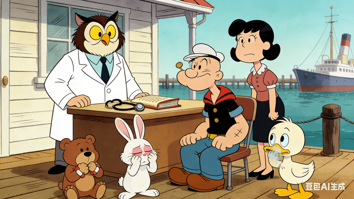 Early morning light danced across the dock, carried by a gentle sea breeze, but inside Professor Owl’s small clinic, the air was unusually busy. The Professor, dignified in his white coat, sat behind a desk piled high with thick medical tomes, his stethoscope draped around his neck. Opposite him sat Popeye, his arm still bandaged, while Olive Oyl stood by his side, her face etched with concern as she gently rubbed his shoulder. But they weren't alone. The clinic was crowded with new faces. There was a chubby little bear clutching his knees, his forehead knotted in pain. A snow-white rabbit sat nearby, fiercely rubbing eyes that were as red as cherries, blinking rapidly while trying to peer through a magnifying glass. In the corner, a fluffy little duck struggled to stand, clutching his chest between fits of hacking coughs. Taking in the scene, Popeye leaned forward, whispering to the doctor. "Professor Owl, I thought I was the only one dealing with this 'strange ailment'—you know, the sore, weak arm. But look at them. I didn't expect so many others to look so miserable." Professor Owl adjusted his glasses and offered a knowing nod. His voice was warm and patient. "You’re observant, Popeye. But 'autoimmune disease' isn't a single illness. It is a vast family of conditions—hundreds of them, in fact! While they share a root cause, they show themselves in very different ways. Today, let’s meet some of these friends so everyone understands that these ailments aren't mysteries—they have a cause." Early morning light danced across the dock, carried by a gentle sea breeze, but inside Professor Owl’s small clinic, the air was unusually busy. The Professor, dignified in his white coat, sat behind a desk piled high with thick medical tomes, his stethoscope draped around his neck. Opposite him sat Popeye, his arm still bandaged, while Olive Oyl stood by his side, her face etched with concern as she gently rubbed his shoulder. But they weren't alone. The clinic was crowded with new faces. There was a chubby little bear clutching his knees, his forehead knotted in pain. A snow-white rabbit sat nearby, fiercely rubbing eyes that were as red as cherries, blinking rapidly while trying to peer through a magnifying glass. In the corner, a fluffy little duck struggled to stand, clutching his chest between fits of hacking coughs. Taking in the scene, Popeye leaned forward, whispering to the doctor. "Professor Owl, I thought I was the only one dealing with this 'strange ailment'—you know, the sore, weak arm. But look at them. I didn't expect so many others to look so miserable." Professor Owl adjusted his glasses and offered a knowing nod. His voice was warm and patient. "You’re observant, Popeye. But 'autoimmune disease' isn't a single illness. It is a vast family of conditions—hundreds of them, in fact! While they share a root cause, they show themselves in very different ways. Today, let’s meet some of these friends so everyone understands that these ailments aren't mysteries—they have a cause."