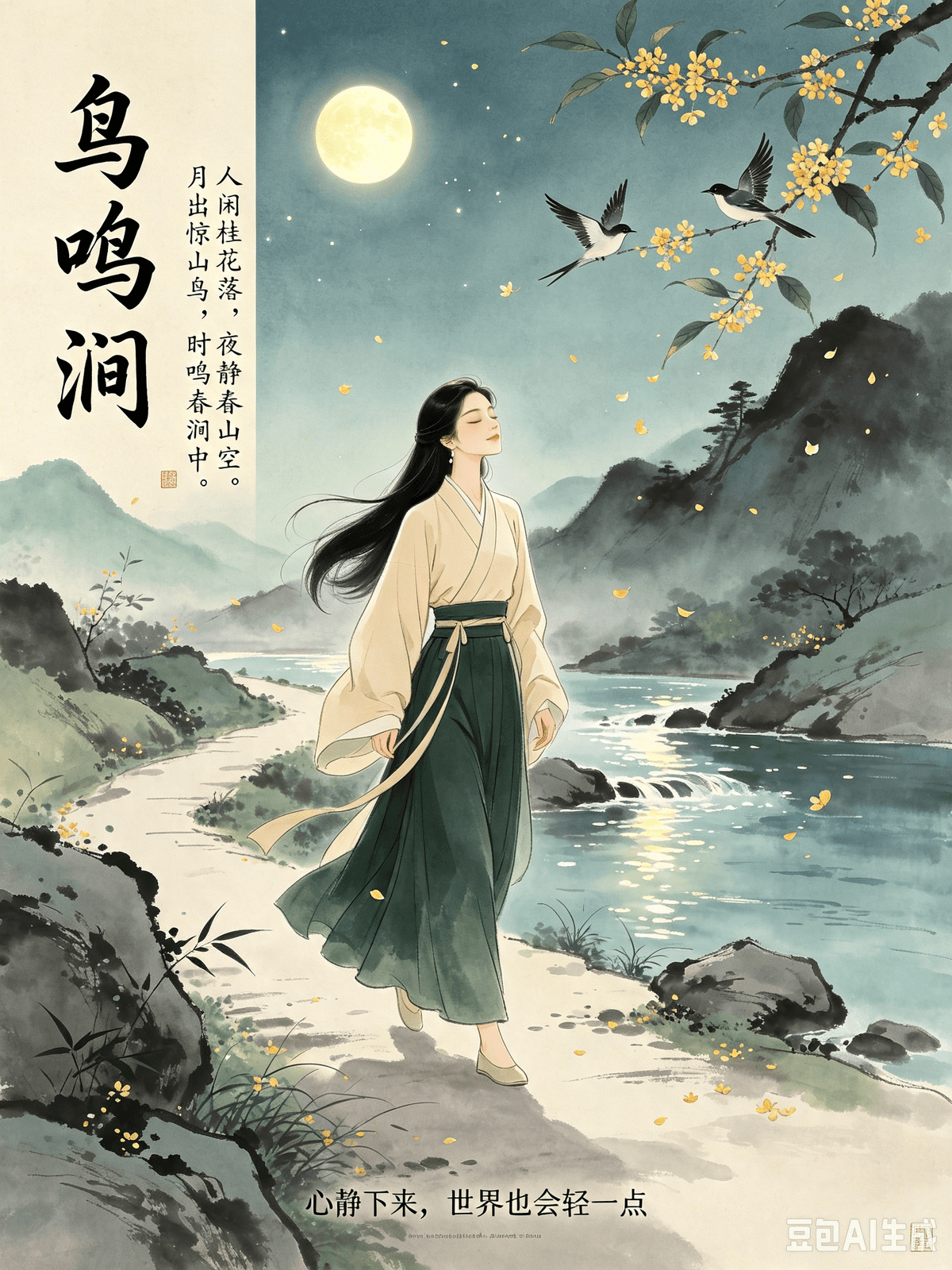 Tang Dynasty Poetic Healing: Erasing Modern Mental Friction and Cultivating a Life of Ease Wang Wei’s Birdsong in the Ravine — Savoring Tranquil Moments, Calming Restlessness, and Alleviating Anxiety I. The Original Poem Birdsong in the Ravine (鸟鸣涧) At peace, the mind watches osmanthus flowers fall, The night is still, the spring mountain empty. The rising moon startles the mountain birds, Occasionally, they sing within the spring ravine. II. Poetic Insight This short poem is a masterpiece of Wang Wei’s Zen-inspired tranquility. The entire piece is profoundly quiet, focusing on a deep mountain scene on a spring night: while the rest of the world is asleep and worldly distractions have ceased, tiny osmanthus flowers fall silently. The wilderness is expansive and serene. As the bright moon rises, its shifting light and shadows startle the roosting birds, whose few crisp calls only serve to highlight the even deeper, underlying silence of the forest. Without using the word "peace" to describe the mind a single time, every character anchors the soul. It is the High Tang era's ultimate remedy for low-grade anxiety. The underlying healing logic of this poem is simple: when the mind is at ease, all things are quiet; when the mind is in chaos, all things are disturbing. Only by stopping the internal friction of wandering thoughts can we dissolve mental anxiety. The external world is never entirely to blame for our noise, and anxiety is rarely caused solely by outside forces; rather, it stems from a surplus of internal clutter. We worry about the future, agonize over outcomes, ruminate on the past, and second-guess others' intentions. When these intrusive thoughts spin endlessly, the mind finds no rest. Situated in the empty mountains, Wang Wei achieved both physical stillness and mental ease. He did not overthink, predict the future, or try to read minds. He lived entirely in the present, fully accepting the silence of the moment. By remaining unstartled by minor movements and unshaken by external fluctuations, he cultivated a grounded, unflappable nature, cutting off the internal friction of rumination at its root. III. Real-World Application As a mindset consultant, I see that the most stubborn form of internal friction for modern people is rumination-induced mental anxiety. Before an event even happens, you catastrophize and anticipate the worst; a casual remark from someone else makes you endlessly analyze their intentions and imagine malice; a minor incident triggers non-stop mental rehearsals of what might happen next. Your brain operates around the clock, overrun with intrusive thoughts. You feel restless, ungrounded, and on edge. Even when nothing is actually wrong, you experience a frantic, burning anxiety. This is a classic case of cognitive restlessness and excessive mental chatter—something that cannot be calmed through sheer willpower alone. The anchoring framework of Birdsong in the Ravine is explicitly designed to cure overthinking and mental panic. Here are three actionable strategies: 1. Differentiate between physical busyness and mental busyness: Most people may be physically idle, but their minds are not. When the body stops to rest but the brain continues to race, anxiety takes root. Practice a 5-minute daily grounding exercise. Emulate the mindset of the "empty mountain": do not predict the future, do not imagine malice, and do not obsess over uncertainties. Focus entirely on the present second, cutting off all superfluous thoughts. 2. Understand the balance of noise and stillness: Life inherently involves fluctuations and noise; human interaction inherently includes idle chatter and gossip. Just like the birdsong on a moonlit night, these are merely brief interludes. They do not change the fundamental peace of the mountain. Similarly, external gossip and worldly variables should not shake the stability of your core self. 3. Cultivate the "idle mind" (人闲) mentality: Lower your desire for control. You do not need to dictate how every situation unfolds, nor do you need to please everyone. Accept that the world has its own rhythm and that other people have their own minds. Guard your inner tranquility. Refuse to let minor disruptions pull your emotional strings, and stop draining your energy on unknown troubles. By steadying your focus and reducing mental clutter, your restlessness will naturally fade, your anxiety will dissolve, and you will develop an unflappable, deeply anchored resilience. La guérison par la poésie sous la dynastie Tang : apaiser les tensions mentales modernes et cultiver une vie de sérénité « Le chant des oiseaux dans le ravin » de Wang Wei : savourer la tranquillité, calmer l'agitation et apaiser l'anxiété I. Le poème original Le chant des oiseaux dans le ravin (鸟鸣涧) : L'esprit en paix contemple la chute des fleurs d'osmanthe ; la nuit est immobile, la montagne printanière est déserte. La lune qui se lève surprend les oiseaux de la montagne ; par instants, ils chantent au creux du ravin printanier. II. Perspective poétique Ce court poème est un chef-d'œuvre illustrant la sérénité inspirée du bouddhisme zen propre à Wang Wei. L'œuvre tout entière baigne dans un calme profond et se concentre sur une scène de montagne, une nuit de printemps : alors que le monde dort et que les distractions terrestres ont cessé, de minuscules fleurs d'osmanthe tombent en silence. La nature sauvage est vaste et sereine. Lorsque la lune éclatante se lève, le jeu de ses ombres et de sa lumière surprend les oiseaux perchés ; leurs quelques cris cristallins ne font que souligner le silence sous-jacent, encore plus profond, de la forêt. Sans jamais employer le mot « paix » pour décrire l'état de l'esprit, chaque caractère ancre l'âme. C'est le remède par excellence de l'apogée de la dynastie Tang contre l'anxiété diffuse. La logique de guérison sous-jacente à ce poème est simple : lorsque l'esprit est serein, tout est calme ; lorsqu'il est en proie au chaos, tout devient source de trouble. Ce n'est qu'en mettant fin aux frictions intérieures causées par les pensées vagabondes que nous pouvons dissiper l'anxiété mentale. Le monde extérieur n'est jamais entièrement responsable de notre agitation intérieure, et l'anxiété est rarement causée uniquement par des facteurs externes ; elle naît plutôt d'un trop-plein de désordre intérieur. Nous nous inquiétons pour l'avenir, nous angoissons quant aux résultats, nous ruminons le passé et nous remettons en question les intentions d'autrui. Lorsque ces pensées intrusives tournent en boucle, l'esprit ne trouve aucun repos. Au cœur de ces montagnes désertes, Wang Wei a atteint à la fois l'immobilité physique et la sérénité mentale. Il ne se perdait pas en conjectures, ne cherchait pas à prédire l'avenir ni à deviner les pensées d'autrui. Il vivait pleinement dans le présent, acceptant totalement le silence de l'instant. En ne se laissant ni surprendre par des mouvements anodins ni ébranler par les fluctuations extérieures, il a cultivé une nature stable et imperturbable, coupant à la racine les frictions intérieures nées de la rumination. III. Application concrète En tant que consultant spécialisé dans l'état d'esprit, je constate que la forme de friction intérieure la plus tenace chez les gens d'aujourd'hui est l'anxiété mentale née de la rumination. Avant même qu'un événement ne survienne, vous imaginez le pire et dramatisez la situation ; une remarque anodine vous pousse à analyser sans fin les intentions d'autrui et à y voir de la malveillance ; un incident mineur déclenche une répétition mentale incessante des scénarios possibles. Votre cerveau tourne à plein régime, envahi de pensées intrusives. Vous vous sentez agité, déstabilisé et à fleur de peau. Même lorsque tout va bien en réalité, vous ressentez une anxiété frénétique et brûlante. C'est un cas classique d'agitation cognitive et de bavardage mental excessif, un état que la seule volonté ne suffit pas à apaiser. Le cadre conceptuel de « Le chant des oiseaux dans le ravin » est spécifiquement conçu pour remédier à la sur-réflexion et à la panique mentale. Voici trois stratégies concrètes : 1. Distinguez l'agitation physique de l'agitation mentale : la plupart des gens sont peut-être physiquement inactifs, mais leur esprit ne l'est pas. Lorsque le corps se repose mais que le cerveau continue de s'emballer, l'anxiété s'installe. Pratiquez un exercice d'ancrage quotidien de cinq minutes. Adoptez l'état d'esprit de la « montagne vide » : ne cherchez pas à prédire l'avenir, n'imaginez pas de mauvaises intentions chez les autres et ne vous focalisez pas sur les incertitudes. Concentrez-vous entièrement sur l'instant présent en écartant toute pensée superflue. 2. Comprenez l'équilibre entre bruit et silence : la vie comporte intrinsèquement des fluctuations et du bruit ; les interactions humaines impliquent naturellement des bavardages et des commérages. Tout comme le chant des oiseaux par une nuit de pleine lune, ce ne sont que de brefs intermèdes. Ils n'altèrent en rien la paix fondamentale de la montagne. De même, les ragots extérieurs et les aléas du monde ne doivent pas ébranler la stabilité de votre être profond. 3. Cultivez l'état d'esprit de « l'esprit serein et disponible » (人闲) : relâchez votre besoin de contrôle. Vous n'avez pas besoin de dicter le déroulement de chaque situation ni de chercher à plaire à tout le monde. Acceptez que le monde suive son propre rythme et que les autres aient leur propre façon de penser. Préservez votre tranquillité intérieure. Refusez de laisser des perturbations mineures dicter vos émotions et cessez de gaspiller votre énergie à anticiper des problèmes hypothétiques. En stabilisant votre attention et en allégeant votre esprit, votre agitation s'apaisera naturellement, votre anxiété se dissipera et vous développerez une résilience inébranlable et profondément ancrée. Tang Dynasty Poetic Healing: Erasing Modern Mental Friction and Cultivating a Life of Ease Wang Wei’s Birdsong in the Ravine — Savoring Tranquil Moments, Calming Restlessness, and Alleviating Anxiety I. The Original Poem Birdsong in the Ravine (鸟鸣涧) At peace, the mind watches osmanthus flowers fall, The night is still, the spring mountain empty. The rising moon startles the mountain birds, Occasionally, they sing within the spring ravine. II. Poetic Insight This short poem is a masterpiece of Wang Wei’s Zen-inspired tranquility. The entire piece is profoundly quiet, focusing on a deep mountain scene on a spring night: while the rest of the world is asleep and worldly distractions have ceased, tiny osmanthus flowers fall silently. The wilderness is expansive and serene. As the bright moon rises, its shifting light and shadows startle the roosting birds, whose few crisp calls only serve to highlight the even deeper, underlying silence of the forest. Without using the word "peace" to describe the mind a single time, every character anchors the soul. It is the High Tang era's ultimate remedy for low-grade anxiety. The underlying healing logic of this poem is simple: when the mind is at ease, all things are quiet; when the mind is in chaos, all things are disturbing. Only by stopping the internal friction of wandering thoughts can we dissolve mental anxiety. The external world is never entirely to blame for our noise, and anxiety is rarely caused solely by outside forces; rather, it stems from a surplus of internal clutter. We worry about the future, agonize over outcomes, ruminate on the past, and second-guess others' intentions. When these intrusive thoughts spin endlessly, the mind finds no rest. Situated in the empty mountains, Wang Wei achieved both physical stillness and mental ease. He did not overthink, predict the future, or try to read minds. He lived entirely in the present, fully accepting the silence of the moment. By remaining unstartled by minor movements and unshaken by external fluctuations, he cultivated a grounded, unflappable nature, cutting off the internal friction of rumination at its root. III. Real-World Application As a mindset consultant, I see that the most stubborn form of internal friction for modern people is rumination-induced mental anxiety. Before an event even happens, you catastrophize and anticipate the worst; a casual remark from someone else makes you endlessly analyze their intentions and imagine malice; a minor incident triggers non-stop mental rehearsals of what might happen next. Your brain operates around the clock, overrun with intrusive thoughts. You feel restless, ungrounded, and on edge. Even when nothing is actually wrong, you experience a frantic, burning anxiety. This is a classic case of cognitive restlessness and excessive mental chatter—something that cannot be calmed through sheer willpower alone. The anchoring framework of Birdsong in the Ravine is explicitly designed to cure overthinking and mental panic. Here are three actionable strategies: 1. Differentiate between physical busyness and mental busyness: Most people may be physically idle, but their minds are not. When the body stops to rest but the brain continues to race, anxiety takes root. Practice a 5-minute daily grounding exercise. Emulate the mindset of the "empty mountain": do not predict the future, do not imagine malice, and do not obsess over uncertainties. Focus entirely on the present second, cutting off all superfluous thoughts. 2. Understand the balance of noise and stillness: Life inherently involves fluctuations and noise; human interaction inherently includes idle chatter and gossip. Just like the birdsong on a moonlit night, these are merely brief interludes. They do not change the fundamental peace of the mountain. Similarly, external gossip and worldly variables should not shake the stability of your core self. 3. Cultivate the "idle mind" (人闲) mentality: Lower your desire for control. You do not need to dictate how every situation unfolds, nor do you need to please everyone. Accept that the world has its own rhythm and that other people have their own minds. Guard your inner tranquility. Refuse to let minor disruptions pull your emotional strings, and stop draining your energy on unknown troubles. By steadying your focus and reducing mental clutter, your restlessness will naturally fade, your anxiety will dissolve, and you will develop an unflappable, deeply anchored resilience. La guérison par la poésie sous la dynastie Tang : apaiser les tensions mentales modernes et cultiver une vie de sérénité « Le chant des oiseaux dans le ravin » de Wang Wei : savourer la tranquillité, calmer l'agitation et apaiser l'anxiété I. Le poème original Le chant des oiseaux dans le ravin (鸟鸣涧) : L'esprit en paix contemple la chute des fleurs d'osmanthe ; la nuit est immobile, la montagne printanière est déserte. La lune qui se lève surprend les oiseaux de la montagne ; par instants, ils chantent au creux du ravin printanier. II. Perspective poétique Ce court poème est un chef-d'œuvre illustrant la sérénité inspirée du bouddhisme zen propre à Wang Wei. L'œuvre tout entière baigne dans un calme profond et se concentre sur une scène de montagne, une nuit de printemps : alors que le monde dort et que les distractions terrestres ont cessé, de minuscules fleurs d'osmanthe tombent en silence. La nature sauvage est vaste et sereine. Lorsque la lune éclatante se lève, le jeu de ses ombres et de sa lumière surprend les oiseaux perchés ; leurs quelques cris cristallins ne font que souligner le silence sous-jacent, encore plus profond, de la forêt. Sans jamais employer le mot « paix » pour décrire l'état de l'esprit, chaque caractère ancre l'âme. C'est le remède par excellence de l'apogée de la dynastie Tang contre l'anxiété diffuse. La logique de guérison sous-jacente à ce poème est simple : lorsque l'esprit est serein, tout est calme ; lorsqu'il est en proie au chaos, tout devient source de trouble. Ce n'est qu'en mettant fin aux frictions intérieures causées par les pensées vagabondes que nous pouvons dissiper l'anxiété mentale. Le monde extérieur n'est jamais entièrement responsable de notre agitation intérieure, et l'anxiété est rarement causée uniquement par des facteurs externes ; elle naît plutôt d'un trop-plein de désordre intérieur. Nous nous inquiétons pour l'avenir, nous angoissons quant aux résultats, nous ruminons le passé et nous remettons en question les intentions d'autrui. Lorsque ces pensées intrusives tournent en boucle, l'esprit ne trouve aucun repos. Au cœur de ces montagnes désertes, Wang Wei a atteint à la fois l'immobilité physique et la sérénité mentale. Il ne se perdait pas en conjectures, ne cherchait pas à prédire l'avenir ni à deviner les pensées d'autrui. Il vivait pleinement dans le présent, acceptant totalement le silence de l'instant. En ne se laissant ni surprendre par des mouvements anodins ni ébranler par les fluctuations extérieures, il a cultivé une nature stable et imperturbable, coupant à la racine les frictions intérieures nées de la rumination. III. Application concrète En tant que consultant spécialisé dans l'état d'esprit, je constate que la forme de friction intérieure la plus tenace chez les gens d'aujourd'hui est l'anxiété mentale née de la rumination. Avant même qu'un événement ne survienne, vous imaginez le pire et dramatisez la situation ; une remarque anodine vous pousse à analyser sans fin les intentions d'autrui et à y voir de la malveillance ; un incident mineur déclenche une répétition mentale incessante des scénarios possibles. Votre cerveau tourne à plein régime, envahi de pensées intrusives. Vous vous sentez agité, déstabilisé et à fleur de peau. Même lorsque tout va bien en réalité, vous ressentez une anxiété frénétique et brûlante. C'est un cas classique d'agitation cognitive et de bavardage mental excessif, un état que la seule volonté ne suffit pas à apaiser. Le cadre conceptuel de « Le chant des oiseaux dans le ravin » est spécifiquement conçu pour remédier à la sur-réflexion et à la panique mentale. Voici trois stratégies concrètes : 1. Distinguez l'agitation physique de l'agitation mentale : la plupart des gens sont peut-être physiquement inactifs, mais leur esprit ne l'est pas. Lorsque le corps se repose mais que le cerveau continue de s'emballer, l'anxiété s'installe. Pratiquez un exercice d'ancrage quotidien de cinq minutes. Adoptez l'état d'esprit de la « montagne vide » : ne cherchez pas à prédire l'avenir, n'imaginez pas de mauvaises intentions chez les autres et ne vous focalisez pas sur les incertitudes. Concentrez-vous entièrement sur l'instant présent en écartant toute pensée superflue. 2. Comprenez l'équilibre entre bruit et silence : la vie comporte intrinsèquement des fluctuations et du bruit ; les interactions humaines impliquent naturellement des bavardages et des commérages. Tout comme le chant des oiseaux par une nuit de pleine lune, ce ne sont que de brefs intermèdes. Ils n'altèrent en rien la paix fondamentale de la montagne. De même, les ragots extérieurs et les aléas du monde ne doivent pas ébranler la stabilité de votre être profond. 3. Cultivez l'état d'esprit de « l'esprit serein et disponible » (人闲) : relâchez votre besoin de contrôle. Vous n'avez pas besoin de dicter le déroulement de chaque situation ni de chercher à plaire à tout le monde. Acceptez que le monde suive son propre rythme et que les autres aient leur propre façon de penser. Préservez votre tranquillité intérieure. Refusez de laisser des perturbations mineures dicter vos émotions et cessez de gaspiller votre énergie à anticiper des problèmes hypothétiques. En stabilisant votre attention et en allégeant votre esprit, votre agitation s'apaisera naturellement, votre anxiété se dissipera et vous développerez une résilience inébranlable et profondément ancrée.