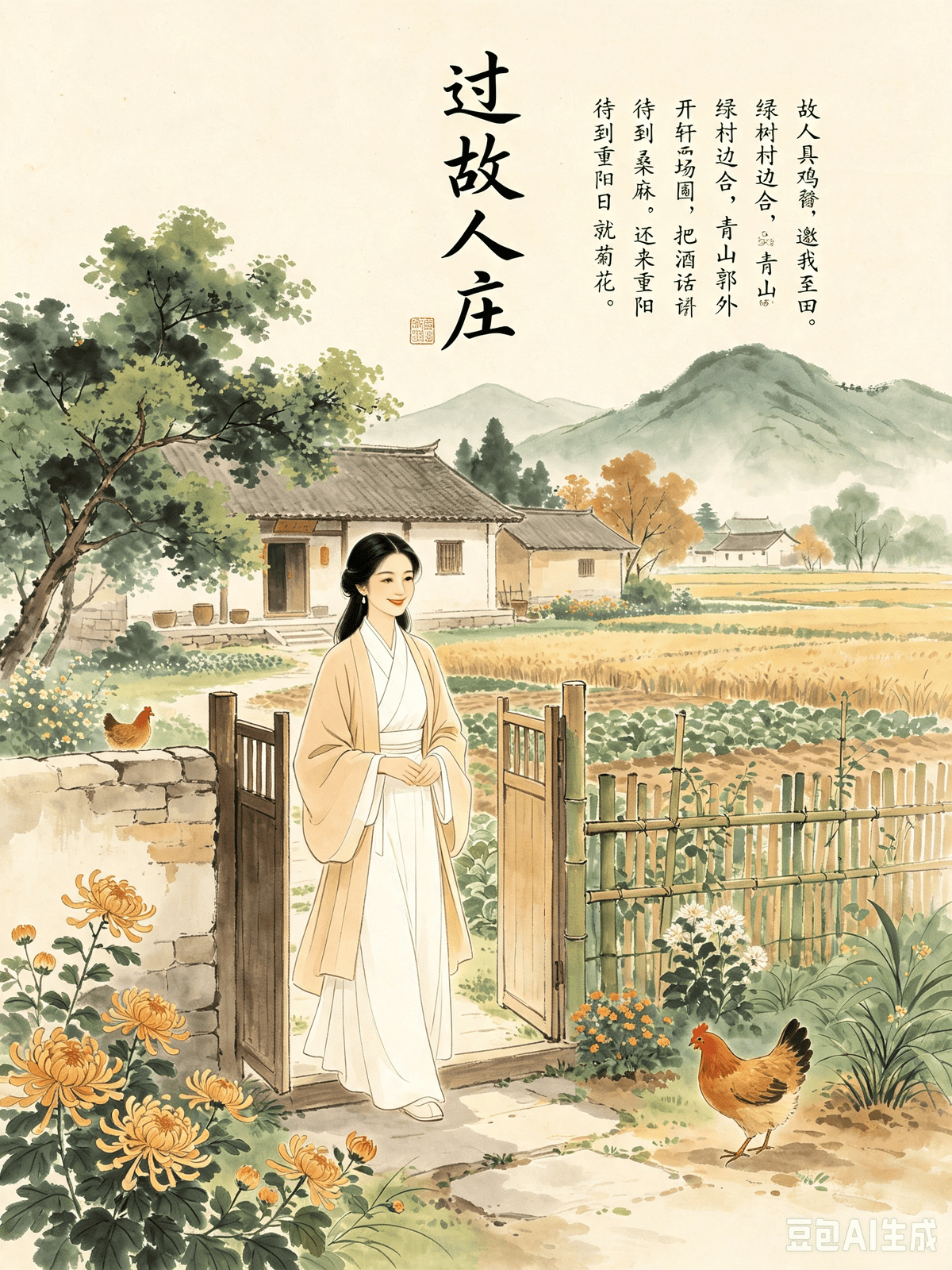 Tang Dynasty Poetic Healing: Erasing Modern Mental Friction and Cultivating a Life of Ease Meng Haoran’s Passing by an Old Friend’s Estate — Savoring Pastoral Joy, Letting Go of Busyness, and Finding Happiness in Simplicity I. The Original Poem Passing by an Old Friend’s Estate (过故人庄) An old friend prepared chicken and millet, Inviting me to his country home. Green trees embrace the village edge, Blue mountains slant beyond the city wall. Opening the window to face the threshing floor and garden, Holding our wine, we talk of mulberry and hemp. Wait until the Double Ninth Festival, I will come again to admire the chrysanthemums. II. Poetic Insight Meng Haoran lived a life indifferent to fame and fortune. He disliked the utilitarian networking, the hurried pace, and the superficiality of officialdom and city life, preferring the simple, grounding rhythm of the countryside. Invited to an old friend’s farmhouse, there was no lavish banquet, no transactional small talk, and no comparison of status. The simple rural meal was rustic yet heartwarming; the village was enveloped by green trees and framed by leaning mountains. Opening the window to the vegetable garden, they drank wine and chatted easily about farming and daily life. Their interaction was entirely natural and relaxed, concluding with a spontaneous promise to meet again in the autumn. The core healing message of this poem is to discard utilitarian busyness, return to grounded simplicity, drop the social mask, and find low-cost joy in a relaxed, ordinary life. In the High Tang era, many people chased career advancement, spending their days rushing around and networking. They equated busyness with excellence and wealth with happiness, leaving themselves physically and mentally exhausted. Meng Haoran saw through this worldly illusion: high-level happiness is never about the halo of fame and fortune or bustling social events, but about aimless, non-utilitarian, and comparison-free moments of simplicity. You do not need to artificially elevate your lifestyle or relentlessly chase busyness. The grounding reality of daily life and quiet conversations with a confidant offer true peace and joy, curing the anxiety of ambition and the internal friction of the constant hustle. III. Real-World Application As a mindset consultant, I frequently observe a modern "busyness addiction" driving intense internal friction among adults. You passively fall into cycles of ineffective busyness: overtime culture, utilitarian networking, side hustles, and competitive consumption. You pack your schedule and accelerate your life, mistakenly believing that the busier you are, the more valuable you become. You are afraid to stop and terrified of having free time; the moment you sit idly, a wave of guilt washes over you for "wasting time." At the same time, socializing becomes entirely purpose-driven. You build friendships based on resources and maintain a tight, polite facade. You remain chronically tense—busy but unhappy, feeling emptier the harder you push, ultimately losing touch with the core of your life. Use the pastoral mindset to break the guilt of busyness and heal this internal friction: 1. Embrace the Value of Idleness and Stop "Performative" Busyness: Life does not require you to move at top speed 24/7. Having free time, zoning out, or simply puttering around the house is never a waste of time. Restoring your mind and body is a mandatory course in life. Let go of the obsession that "idleness is a sin," and give yourself permission to slow down, rest, and embrace periods of inactivity. 2. Simplify Utilitarian Socializing and Preserve Relaxed Relationships: Discard transactional networking and fake dinner parties. Step away from relationships built on weighing pros and cons. Keep a small circle of true confidants where you don't need to please anyone, wear a mask, or talk about personal gain. Simply chatting about daily life is enough to heal your mind and body. 3. Return to Grounded Simplicity and Lower Your Threshold for Happiness: You don't need to travel to the ends of the earth to find joy. A home-cooked meal, a casual chat, or a slow day are all forms of happiness. Look past society's rigid definition of success; you do not need to live a life meant for the spotlight. A life that is ordinary, stable, physically and mentally free, and unbothered is already a premium life. Let go of the obsession with hustling, enjoy the grounded simplicity of daily life, strip away utilitarian restlessness, and gather joy from the ordinary. You will naturally cultivate a life of relaxed ease. La guérison par la poésie sous la dynastie Tang : apaiser les tensions mentales modernes et cultiver une vie sereine « Visite à la demeure d'un vieil ami » de Meng Haoran : savourer les joies champêtres, délaisser l'agitation et trouver le bonheur dans la simplicité I. Le poème original Visite à la demeure d'un vieil ami (过故人庄) : Un vieil ami a préparé poulet et millet, m'invitant dans sa demeure champêtre. Des arbres verdoyants enserrent le village, des montagnes bleutées se profilent au-delà des remparts. En ouvrant la fenêtre sur l'aire de battage et le jardin, coupe en main, nous conversons de mûriers et de chanvre. Rendez-vous à la fête du Double-Neuf : je reviendrai admirer les chrysanthèmes. II. Perspective poétique Meng Haoran menait une existence détachée de la gloire et de la fortune. Il répugnait aux réseaux d'intérêt, à la précipitation, ainsi qu'à la superficialité de la vie officielle et urbaine, préférant le rythme simple et ancré de la campagne. Invité dans la ferme d'un vieil ami, il ne fut question ni de banquet fastueux, ni de conversations de convenance, ni de comparaison de statuts sociaux. Le repas rural, bien que rustique, réchauffait le cœur ; le village était blotti dans la verdure et encadré par des montagnes aux lignes douces. En ouvrant la fenêtre sur le potager, ils buvaient du vin et échangeaient librement sur l'agriculture et le quotidien. Leurs échanges étaient empreints d'une naturel et d'une détente absolus, s'achevant sur la promesse spontanée de se retrouver à l'automne. Le message profond de ce poème, source de guérison, nous invite à rejeter l'agitation utilitaire, à revenir à une simplicité ancrée dans le réel, à faire tomber le masque social et à trouver une joie simple dans une vie ordinaire et détendue. À l'apogée de la dynastie Tang, beaucoup couraient après l'avancement de carrière, passant leurs journées à s'affairer et à tisser des liens d'intérêt. Ils assimilaient l'agitation à l'excellence et la richesse au bonheur, s'épuisant tant physiquement que mentalement. Meng Haoran a su percer à jour cette illusion mondaine : le véritable bonheur ne réside ni dans l'éclat de la gloire et de la fortune, ni dans le tumulte des mondanités, mais dans ces moments de simplicité sans but précis, dénués de toute visée utilitaire ou comparaison. Il n'est nul besoin d'élever artificiellement son train de vie ou de courir sans relâche après l'agitation. La réalité concrète du quotidien et les conversations paisibles avec un confident offrent une paix et une joie véritables, guérissant l'anxiété née de l'ambition et les tensions intérieures engendrées par la course effrénée de la vie. III. Application concrète En tant que consultant spécialisé dans les mentalités, j'observe souvent une « addiction à l'agitation » moderne qui génère une intense tension intérieure chez les adultes. Vous tombez passivement dans des cycles d'activité inefficace : culture des heures supplémentaires, réseautage utilitaire, activités annexes et consommation compétitive. Vous saturez votre emploi du temps et accélérez le rythme de votre vie, croyant à tort que plus vous êtes occupé, plus vous avez de la valeur. Vous craignez de vous arrêter et êtes terrifié à l'idée d'avoir du temps libre ; dès que vous restez inactif, une vague de culpabilité vous envahit, vous reprochant de « perdre votre temps ». Parallèlement, vos interactions sociales deviennent purement utilitaires. Vous nouez des amitiés fondées sur l'échange de ressources tout en maintenant une façade de politesse rigide. Vous restez dans un état de tension chronique : occupé mais malheureux, vous vous sentez d'autant plus vide que vous vous surmenez, finissant par perdre le lien avec l'essentiel de votre vie. Adoptez l'état d'esprit « pastoral » pour vous libérer de la culpabilité liée à l'agitation et apaiser cette tension intérieure : 1. Valorisez l'oisiveté et renoncez à l'agitation « de façade » : La vie n'exige pas que vous avanciez à toute allure 24 heures sur 24 et 7 jours sur 7. Avoir du temps libre, laisser vagabonder son esprit ou simplement vaquer à de petites occupations domestiques ne constitue jamais une perte de temps. Régénérer son corps et son esprit est une étape indispensable de l'existence. Libérez-vous de l'obsession selon laquelle « l'oisiveté est un péché » et autorisez-vous à ralentir, à vous reposer et à accepter les périodes d'inactivité. 2. Simplifiez vos relations sociales et privilégiez la détente : Délaissez le réseautage transactionnel et les dîners mondains artificiels. Éloignez-vous des relations fondées sur un calcul constant des avantages et des inconvénients. Entourez-vous d'un cercle restreint de véritables confidents, avec qui vous n'avez nul besoin de plaire, de porter un masque ou d'évoquer des intérêts personnels. Une simple conversation sur le quotidien suffit à apaiser l'esprit et le corps. 3. Revenez à une simplicité ancrée dans le réel et revoyez vos attentes en matière de bonheur : Point n'est besoin de voyager au bout du monde pour trouver la joie. Un repas fait maison, une conversation informelle ou une journée au rythme lent sont autant de formes de bonheur. Affranchissez-vous de la définition rigide du succès imposée par la société ; vous n'êtes pas obligé de mener une vie faite pour les projecteurs. Une vie ordinaire, stable, libre physiquement et mentalement, et sereine, est déjà une vie d'exception. Débarrassez-vous de l'obsession de la course effrénée, savourez la simplicité ancrée du quotidien, dépouillez-vous de cette agitation utilitaire et puisez de la joie dans l'ordinaire. Vous cultiverez naturellement une vie empreinte de sérénité et de légèreté. Tang Dynasty Poetic Healing: Erasing Modern Mental Friction and Cultivating a Life of Ease Meng Haoran’s Passing by an Old Friend’s Estate — Savoring Pastoral Joy, Letting Go of Busyness, and Finding Happiness in Simplicity I. The Original Poem Passing by an Old Friend’s Estate (过故人庄) An old friend prepared chicken and millet, Inviting me to his country home. Green trees embrace the village edge, Blue mountains slant beyond the city wall. Opening the window to face the threshing floor and garden, Holding our wine, we talk of mulberry and hemp. Wait until the Double Ninth Festival, I will come again to admire the chrysanthemums. II. Poetic Insight Meng Haoran lived a life indifferent to fame and fortune. He disliked the utilitarian networking, the hurried pace, and the superficiality of officialdom and city life, preferring the simple, grounding rhythm of the countryside. Invited to an old friend’s farmhouse, there was no lavish banquet, no transactional small talk, and no comparison of status. The simple rural meal was rustic yet heartwarming; the village was enveloped by green trees and framed by leaning mountains. Opening the window to the vegetable garden, they drank wine and chatted easily about farming and daily life. Their interaction was entirely natural and relaxed, concluding with a spontaneous promise to meet again in the autumn. The core healing message of this poem is to discard utilitarian busyness, return to grounded simplicity, drop the social mask, and find low-cost joy in a relaxed, ordinary life. In the High Tang era, many people chased career advancement, spending their days rushing around and networking. They equated busyness with excellence and wealth with happiness, leaving themselves physically and mentally exhausted. Meng Haoran saw through this worldly illusion: high-level happiness is never about the halo of fame and fortune or bustling social events, but about aimless, non-utilitarian, and comparison-free moments of simplicity. You do not need to artificially elevate your lifestyle or relentlessly chase busyness. The grounding reality of daily life and quiet conversations with a confidant offer true peace and joy, curing the anxiety of ambition and the internal friction of the constant hustle. III. Real-World Application As a mindset consultant, I frequently observe a modern "busyness addiction" driving intense internal friction among adults. You passively fall into cycles of ineffective busyness: overtime culture, utilitarian networking, side hustles, and competitive consumption. You pack your schedule and accelerate your life, mistakenly believing that the busier you are, the more valuable you become. You are afraid to stop and terrified of having free time; the moment you sit idly, a wave of guilt washes over you for "wasting time." At the same time, socializing becomes entirely purpose-driven. You build friendships based on resources and maintain a tight, polite facade. You remain chronically tense—busy but unhappy, feeling emptier the harder you push, ultimately losing touch with the core of your life. Use the pastoral mindset to break the guilt of busyness and heal this internal friction: 1. Embrace the Value of Idleness and Stop "Performative" Busyness: Life does not require you to move at top speed 24/7. Having free time, zoning out, or simply puttering around the house is never a waste of time. Restoring your mind and body is a mandatory course in life. Let go of the obsession that "idleness is a sin," and give yourself permission to slow down, rest, and embrace periods of inactivity. 2. Simplify Utilitarian Socializing and Preserve Relaxed Relationships: Discard transactional networking and fake dinner parties. Step away from relationships built on weighing pros and cons. Keep a small circle of true confidants where you don't need to please anyone, wear a mask, or talk about personal gain. Simply chatting about daily life is enough to heal your mind and body. 3. Return to Grounded Simplicity and Lower Your Threshold for Happiness: You don't need to travel to the ends of the earth to find joy. A home-cooked meal, a casual chat, or a slow day are all forms of happiness. Look past society's rigid definition of success; you do not need to live a life meant for the spotlight. A life that is ordinary, stable, physically and mentally free, and unbothered is already a premium life. Let go of the obsession with hustling, enjoy the grounded simplicity of daily life, strip away utilitarian restlessness, and gather joy from the ordinary. You will naturally cultivate a life of relaxed ease. La guérison par la poésie sous la dynastie Tang : apaiser les tensions mentales modernes et cultiver une vie sereine « Visite à la demeure d'un vieil ami » de Meng Haoran : savourer les joies champêtres, délaisser l'agitation et trouver le bonheur dans la simplicité I. Le poème original Visite à la demeure d'un vieil ami (过故人庄) : Un vieil ami a préparé poulet et millet, m'invitant dans sa demeure champêtre. Des arbres verdoyants enserrent le village, des montagnes bleutées se profilent au-delà des remparts. En ouvrant la fenêtre sur l'aire de battage et le jardin, coupe en main, nous conversons de mûriers et de chanvre. Rendez-vous à la fête du Double-Neuf : je reviendrai admirer les chrysanthèmes. II. Perspective poétique Meng Haoran menait une existence détachée de la gloire et de la fortune. Il répugnait aux réseaux d'intérêt, à la précipitation, ainsi qu'à la superficialité de la vie officielle et urbaine, préférant le rythme simple et ancré de la campagne. Invité dans la ferme d'un vieil ami, il ne fut question ni de banquet fastueux, ni de conversations de convenance, ni de comparaison de statuts sociaux. Le repas rural, bien que rustique, réchauffait le cœur ; le village était blotti dans la verdure et encadré par des montagnes aux lignes douces. En ouvrant la fenêtre sur le potager, ils buvaient du vin et échangeaient librement sur l'agriculture et le quotidien. Leurs échanges étaient empreints d'une naturel et d'une détente absolus, s'achevant sur la promesse spontanée de se retrouver à l'automne. Le message profond de ce poème, source de guérison, nous invite à rejeter l'agitation utilitaire, à revenir à une simplicité ancrée dans le réel, à faire tomber le masque social et à trouver une joie simple dans une vie ordinaire et détendue. À l'apogée de la dynastie Tang, beaucoup couraient après l'avancement de carrière, passant leurs journées à s'affairer et à tisser des liens d'intérêt. Ils assimilaient l'agitation à l'excellence et la richesse au bonheur, s'épuisant tant physiquement que mentalement. Meng Haoran a su percer à jour cette illusion mondaine : le véritable bonheur ne réside ni dans l'éclat de la gloire et de la fortune, ni dans le tumulte des mondanités, mais dans ces moments de simplicité sans but précis, dénués de toute visée utilitaire ou comparaison. Il n'est nul besoin d'élever artificiellement son train de vie ou de courir sans relâche après l'agitation. La réalité concrète du quotidien et les conversations paisibles avec un confident offrent une paix et une joie véritables, guérissant l'anxiété née de l'ambition et les tensions intérieures engendrées par la course effrénée de la vie. III. Application concrète En tant que consultant spécialisé dans les mentalités, j'observe souvent une « addiction à l'agitation » moderne qui génère une intense tension intérieure chez les adultes. Vous tombez passivement dans des cycles d'activité inefficace : culture des heures supplémentaires, réseautage utilitaire, activités annexes et consommation compétitive. Vous saturez votre emploi du temps et accélérez le rythme de votre vie, croyant à tort que plus vous êtes occupé, plus vous avez de la valeur. Vous craignez de vous arrêter et êtes terrifié à l'idée d'avoir du temps libre ; dès que vous restez inactif, une vague de culpabilité vous envahit, vous reprochant de « perdre votre temps ». Parallèlement, vos interactions sociales deviennent purement utilitaires. Vous nouez des amitiés fondées sur l'échange de ressources tout en maintenant une façade de politesse rigide. Vous restez dans un état de tension chronique : occupé mais malheureux, vous vous sentez d'autant plus vide que vous vous surmenez, finissant par perdre le lien avec l'essentiel de votre vie. Adoptez l'état d'esprit « pastoral » pour vous libérer de la culpabilité liée à l'agitation et apaiser cette tension intérieure : 1. Valorisez l'oisiveté et renoncez à l'agitation « de façade » : La vie n'exige pas que vous avanciez à toute allure 24 heures sur 24 et 7 jours sur 7. Avoir du temps libre, laisser vagabonder son esprit ou simplement vaquer à de petites occupations domestiques ne constitue jamais une perte de temps. Régénérer son corps et son esprit est une étape indispensable de l'existence. Libérez-vous de l'obsession selon laquelle « l'oisiveté est un péché » et autorisez-vous à ralentir, à vous reposer et à accepter les périodes d'inactivité. 2. Simplifiez vos relations sociales et privilégiez la détente : Délaissez le réseautage transactionnel et les dîners mondains artificiels. Éloignez-vous des relations fondées sur un calcul constant des avantages et des inconvénients. Entourez-vous d'un cercle restreint de véritables confidents, avec qui vous n'avez nul besoin de plaire, de porter un masque ou d'évoquer des intérêts personnels. Une simple conversation sur le quotidien suffit à apaiser l'esprit et le corps. 3. Revenez à une simplicité ancrée dans le réel et revoyez vos attentes en matière de bonheur : Point n'est besoin de voyager au bout du monde pour trouver la joie. Un repas fait maison, une conversation informelle ou une journée au rythme lent sont autant de formes de bonheur. Affranchissez-vous de la définition rigide du succès imposée par la société ; vous n'êtes pas obligé de mener une vie faite pour les projecteurs. Une vie ordinaire, stable, libre physiquement et mentalement, et sereine, est déjà une vie d'exception. Débarrassez-vous de l'obsession de la course effrénée, savourez la simplicité ancrée du quotidien, dépouillez-vous de cette agitation utilitaire et puisez de la joie dans l'ordinaire. Vous cultiverez naturellement une vie empreinte de sérénité et de légèreté.