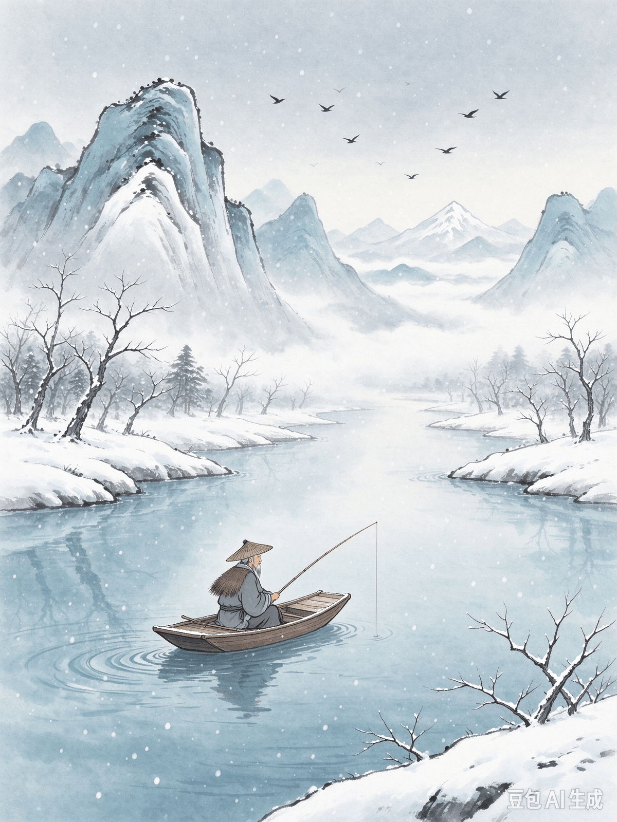 Classical Poetry Healing Article 8: Liu Zongyuan's "River Snow" — Enjoying Solitude, Staying True to Yourself, and Finding Strength in Loneliness I. Original Poem A thousand mountains, the flight of birds extinguished, Ten thousand paths, human footprints erased. A solitary boat, an old man in a straw cape and hat, Fishing alone in the cold river snow. II. Poem Interpretation Banished to Yongzhou and trapped in an oppressive and lonely environment, Liu Zongyuan wrote this timeless masterpiece of solitude. Between heaven and earth, the mountains are utterly silent; birds have vanished, and travelers are gone. The entire world is reduced to nothing but swirling snow, with only an old man sitting in a solitary boat, fishing alone on the freezing river. While the outside world is desolate, barren, and devoid of companionship, the old man remains completely at ease. Without anxiety or panic, he maintains his inner order amidst extreme loneliness. Many people fear being alone. The moment they are by themselves, their minds race, panic sets in, and they equate solitude with suffering. However, Liu Zongyuan illustrates an advanced state of mind regarding solitude: being alone is not a torment, but an opportunity to converse with yourself and settle your mind. The noise and chaos of the outside world can easily disturb your true self; when surrounded by crowds, you constantly have to cater to others and conform to societal norms, making it hard to hear your own inner voice. Only in solitude, stripped of all interpersonal interference, can you see clearly what you truly want and protect your authentic self from being swept away by external forces. This poem cures two types of internal friction: first, the fear of solitude that leads to frantic socializing to mask inner emptiness; and second, the self-negation that arises from being alone, the belief that a lack of company equates to failure. The wisdom of the old fisherman in the snowy river is this: you do not need to rely on the company of others to find peace of mind. A person who is internally harmonious can find a steadying strength even when surrounded by a blizzard in an isolated world. Solitude is not about being abandoned by the world; it is about proactively returning to yourself to accumulate inner resilience. III. Real-world Application Solitude-induced anxiety is incredibly common today: being unable to calm down when alone, frantically scrolling on phones or seeking out chats because of a fear of facing one's own mind in the quiet; living alone and falling into an empty, depressed state at night, convinced that loneliness is inherently painful; doubting oneself when away from crowds, feeling unpopular, out of place, and suffering from inferiority-driven internal friction; or losing oneself in noisy social circles, constantly catering to others while losing one's own opinions. You can learn from the "River Snow" mindset of solitude to accumulate inner strength within loneliness: • Let go of the fear of solitude and proactively create time to be alone. You don't need to constantly rely on socializing to fill your life. Set aside time each day to be alone—read a book, sit quietly, or take a walk. Get used to your own company and break free from the mindset of feeling "uneasy without someone around." • Strip away external noise and listen to your true self when alone. Step away from the judgments of others and the exhausting standards of society. Quietly sort through your emotions and goals, distinguishing which pursuits come from your own heart and which are merely to please others. Protect your unique personal values. • Accept the state of walking alone temporarily, and do not feel inferior because of loneliness. Life naturally has phases where you must walk alone. Being misunderstood or unaccompanied is only a temporary state; it does not mean you are fundamentally flawed, and you do not need to deliberately flatter others just to secure companionship. • Settle yourself in solitude and build your inner foundation. Like the old man fishing alone in the cold river, use your alone time to refine your abilities and calm your mind. Reduce the comparison and anxiety brought on by the outside world. As your inner self becomes calm and powerful, solitude will no longer be a torment, but a process of self-healing and recharging. Even in a solitary world filled with a massive blizzard, you can sit peacefully and fish. Learn to enjoy solitude, stay true to your heart in the quiet, and draw the inner strength to face the world from the time you spend alone. La poésie classique comme source de guérison Article 8 : « Neige sur la rivière » de Liu Zongyuan — Apprécier la solitude, rester fidèle à soi-même et puiser de la force dans l'isolement I. Le poème original Mille montagnes, le vol des oiseaux éteint ; dix mille sentiers, les traces de pas humains effacées. Une barque solitaire, un vieillard vêtu d'une cape et d'un chapeau de paille, pêchant seul dans la neige glacée de la rivière. II. Interprétation du poème Exilé à Yongzhou et confiné dans un environnement oppressant et solitaire, Liu Zongyuan a écrit ce chef-d'œuvre intemporel sur la solitude. Entre ciel et terre, les montagnes sont d'un silence absolu ; les oiseaux ont disparu et les voyageurs se sont volatilisés. Le monde entier se réduit à un tourbillon de neige, avec pour seule présence un vieillard assis dans une barque solitaire, pêchant seul sur la rivière glacée. Alors que le monde extérieur est désolé, aride et dépourvu de compagnie, le vieillard demeure parfaitement serein. Sans anxiété ni panique, il préserve son équilibre intérieur au cœur d'une solitude extrême. Beaucoup de gens redoutent la solitude. Dès qu'ils se retrouvent seuls, leur esprit s'emballe, la panique s'installe et ils assimilent la solitude à la souffrance. Pourtant, Liu Zongyuan illustre un état d'esprit élevé face à la solitude : être seul n'est pas un tourment, mais une occasion de dialoguer avec soi-même et d'apaiser son esprit. Le bruit et le chaos du monde extérieur peuvent aisément perturber votre moi profond ; au milieu de la foule, vous devez constamment vous plier aux attentes d'autrui et aux normes sociales, ce qui rend difficile l'écoute de votre propre voix intérieure. Ce n'est que dans la solitude, libéré de toute interférence relationnelle, que vous pouvez voir clairement ce que vous désirez vraiment et protéger votre moi authentique, évitant ainsi qu'il ne soit emporté par des forces extérieures. Ce poème guérit deux types de conflits intérieurs : premièrement, la peur de la solitude qui pousse à une socialisation effrénée pour masquer un vide intérieur ; et deuxièmement, le déni de soi qui surgit de l'isolement, cette croyance selon laquelle l'absence de compagnie équivaut à un échec. La sagesse du vieux pêcheur sur la rivière enneigée est la suivante : nul besoin de dépendre de la compagnie d'autrui pour trouver la paix de l'esprit. Une personne en harmonie avec elle-même peut puiser une force stabilisatrice en elle, même au cœur d'un blizzard, dans un monde isolé. La solitude ne signifie pas être abandonné par le monde ; c'est une démarche volontaire de retour sur soi pour renforcer sa résilience intérieure. III. Application concrète L'anxiété liée à la solitude est extrêmement répandue aujourd'hui : l'incapacité à s'apaiser lorsqu'on est seul, le besoin frénétique de faire défiler les écrans ou de chercher à discuter par peur de se retrouver face à ses propres pensées dans le silence ; vivre seul et sombrer dans un état de vide et de dépression à la tombée de la nuit, convaincu que la solitude est intrinsèquement douloureuse ; douter de soi loin de la foule, se sentir impopulaire ou inadapté, et souffrir d'un conflit intérieur né d'un sentiment d'infériorité ; ou encore se perdre dans des cercles sociaux bruyants, cherchant constamment à plaire aux autres au point d'oublier ses propres opinions. Vous pouvez vous inspirer de l'état d'esprit évoqué dans le poème « Neige sur la rivière » pour cultiver votre force intérieure au sein de la solitude : • Libérez-vous de la peur de la solitude et ménagez-vous volontairement des moments pour être seul. Il n'est pas nécessaire de dépendre constamment des interactions sociales pour combler votre vie. Consacrez chaque jour un temps à la solitude : lisez un livre, asseyez-vous tranquillement ou promenez-vous. Apprivoisez votre propre compagnie et affranchissez-vous de ce sentiment de malaise qui survient lorsqu'on est seul. • Écartez le tumulte extérieur et soyez à l'écoute de votre moi profond lorsque vous êtes seul. Détachez-vous du jugement d'autrui et des normes sociales épuisantes. Faites le tri, en toute sérénité, dans vos émotions et vos objectifs, en distinguant ce qui émane réellement de votre cœur de ce qui ne vise qu'à plaire aux autres. Préservez vos valeurs personnelles uniques. • Acceptez de faire un bout de chemin en solitaire et ne vous sentez pas inférieur à cause de la solitude. La vie comporte naturellement des phases où l'on doit avancer seul. Être incompris ou sans compagnon n'est qu'un état passager ; cela ne signifie pas que vous avez un défaut fondamental, et vous n'avez pas besoin de flatter délibérément les autres simplement pour vous assurer de la compagnie. • Ancrez-vous dans la solitude pour bâtir votre socle intérieur. À l'instar du vieil homme pêchant seul dans les eaux froides de la rivière, profitez de ces moments de solitude pour affiner vos compétences et apaiser votre esprit. Réduisez les comparaisons et l'anxiété suscitées par le monde extérieur. À mesure que votre moi intérieur gagne en calme et en puissance, la solitude ne sera plus un tourment, mais un processus d'auto-guérison et de ressourcement. Même dans un monde solitaire en proie à un blizzard violent, vous pouvez vous asseoir paisiblement et pêcher. Apprenez à apprécier la solitude, restez fidèle à votre cœur dans le silence et puisez, dans ces moments passés seul, la force intérieure nécessaire pour affronter le monde. Classical Poetry Healing Article 8: Liu Zongyuan's "River Snow" — Enjoying Solitude, Staying True to Yourself, and Finding Strength in Loneliness I. Original Poem A thousand mountains, the flight of birds extinguished, Ten thousand paths, human footprints erased. A solitary boat, an old man in a straw cape and hat, Fishing alone in the cold river snow. II. Poem Interpretation Banished to Yongzhou and trapped in an oppressive and lonely environment, Liu Zongyuan wrote this timeless masterpiece of solitude. Between heaven and earth, the mountains are utterly silent; birds have vanished, and travelers are gone. The entire world is reduced to nothing but swirling snow, with only an old man sitting in a solitary boat, fishing alone on the freezing river. While the outside world is desolate, barren, and devoid of companionship, the old man remains completely at ease. Without anxiety or panic, he maintains his inner order amidst extreme loneliness. Many people fear being alone. The moment they are by themselves, their minds race, panic sets in, and they equate solitude with suffering. However, Liu Zongyuan illustrates an advanced state of mind regarding solitude: being alone is not a torment, but an opportunity to converse with yourself and settle your mind. The noise and chaos of the outside world can easily disturb your true self; when surrounded by crowds, you constantly have to cater to others and conform to societal norms, making it hard to hear your own inner voice. Only in solitude, stripped of all interpersonal interference, can you see clearly what you truly want and protect your authentic self from being swept away by external forces. This poem cures two types of internal friction: first, the fear of solitude that leads to frantic socializing to mask inner emptiness; and second, the self-negation that arises from being alone, the belief that a lack of company equates to failure. The wisdom of the old fisherman in the snowy river is this: you do not need to rely on the company of others to find peace of mind. A person who is internally harmonious can find a steadying strength even when surrounded by a blizzard in an isolated world. Solitude is not about being abandoned by the world; it is about proactively returning to yourself to accumulate inner resilience. III. Real-world Application Solitude-induced anxiety is incredibly common today: being unable to calm down when alone, frantically scrolling on phones or seeking out chats because of a fear of facing one's own mind in the quiet; living alone and falling into an empty, depressed state at night, convinced that loneliness is inherently painful; doubting oneself when away from crowds, feeling unpopular, out of place, and suffering from inferiority-driven internal friction; or losing oneself in noisy social circles, constantly catering to others while losing one's own opinions. You can learn from the "River Snow" mindset of solitude to accumulate inner strength within loneliness: • Let go of the fear of solitude and proactively create time to be alone. You don't need to constantly rely on socializing to fill your life. Set aside time each day to be alone—read a book, sit quietly, or take a walk. Get used to your own company and break free from the mindset of feeling "uneasy without someone around." • Strip away external noise and listen to your true self when alone. Step away from the judgments of others and the exhausting standards of society. Quietly sort through your emotions and goals, distinguishing which pursuits come from your own heart and which are merely to please others. Protect your unique personal values. • Accept the state of walking alone temporarily, and do not feel inferior because of loneliness. Life naturally has phases where you must walk alone. Being misunderstood or unaccompanied is only a temporary state; it does not mean you are fundamentally flawed, and you do not need to deliberately flatter others just to secure companionship. • Settle yourself in solitude and build your inner foundation. Like the old man fishing alone in the cold river, use your alone time to refine your abilities and calm your mind. Reduce the comparison and anxiety brought on by the outside world. As your inner self becomes calm and powerful, solitude will no longer be a torment, but a process of self-healing and recharging. Even in a solitary world filled with a massive blizzard, you can sit peacefully and fish. Learn to enjoy solitude, stay true to your heart in the quiet, and draw the inner strength to face the world from the time you spend alone. La poésie classique comme source de guérison Article 8 : « Neige sur la rivière » de Liu Zongyuan — Apprécier la solitude, rester fidèle à soi-même et puiser de la force dans l'isolement I. Le poème original Mille montagnes, le vol des oiseaux éteint ; dix mille sentiers, les traces de pas humains effacées. Une barque solitaire, un vieillard vêtu d'une cape et d'un chapeau de paille, pêchant seul dans la neige glacée de la rivière. II. Interprétation du poème Exilé à Yongzhou et confiné dans un environnement oppressant et solitaire, Liu Zongyuan a écrit ce chef-d'œuvre intemporel sur la solitude. Entre ciel et terre, les montagnes sont d'un silence absolu ; les oiseaux ont disparu et les voyageurs se sont volatilisés. Le monde entier se réduit à un tourbillon de neige, avec pour seule présence un vieillard assis dans une barque solitaire, pêchant seul sur la rivière glacée. Alors que le monde extérieur est désolé, aride et dépourvu de compagnie, le vieillard demeure parfaitement serein. Sans anxiété ni panique, il préserve son équilibre intérieur au cœur d'une solitude extrême. Beaucoup de gens redoutent la solitude. Dès qu'ils se retrouvent seuls, leur esprit s'emballe, la panique s'installe et ils assimilent la solitude à la souffrance. Pourtant, Liu Zongyuan illustre un état d'esprit élevé face à la solitude : être seul n'est pas un tourment, mais une occasion de dialoguer avec soi-même et d'apaiser son esprit. Le bruit et le chaos du monde extérieur peuvent aisément perturber votre moi profond ; au milieu de la foule, vous devez constamment vous plier aux attentes d'autrui et aux normes sociales, ce qui rend difficile l'écoute de votre propre voix intérieure. Ce n'est que dans la solitude, libéré de toute interférence relationnelle, que vous pouvez voir clairement ce que vous désirez vraiment et protéger votre moi authentique, évitant ainsi qu'il ne soit emporté par des forces extérieures. Ce poème guérit deux types de conflits intérieurs : premièrement, la peur de la solitude qui pousse à une socialisation effrénée pour masquer un vide intérieur ; et deuxièmement, le déni de soi qui surgit de l'isolement, cette croyance selon laquelle l'absence de compagnie équivaut à un échec. La sagesse du vieux pêcheur sur la rivière enneigée est la suivante : nul besoin de dépendre de la compagnie d'autrui pour trouver la paix de l'esprit. Une personne en harmonie avec elle-même peut puiser une force stabilisatrice en elle, même au cœur d'un blizzard, dans un monde isolé. La solitude ne signifie pas être abandonné par le monde ; c'est une démarche volontaire de retour sur soi pour renforcer sa résilience intérieure. III. Application concrète L'anxiété liée à la solitude est extrêmement répandue aujourd'hui : l'incapacité à s'apaiser lorsqu'on est seul, le besoin frénétique de faire défiler les écrans ou de chercher à discuter par peur de se retrouver face à ses propres pensées dans le silence ; vivre seul et sombrer dans un état de vide et de dépression à la tombée de la nuit, convaincu que la solitude est intrinsèquement douloureuse ; douter de soi loin de la foule, se sentir impopulaire ou inadapté, et souffrir d'un conflit intérieur né d'un sentiment d'infériorité ; ou encore se perdre dans des cercles sociaux bruyants, cherchant constamment à plaire aux autres au point d'oublier ses propres opinions. Vous pouvez vous inspirer de l'état d'esprit évoqué dans le poème « Neige sur la rivière » pour cultiver votre force intérieure au sein de la solitude : • Libérez-vous de la peur de la solitude et ménagez-vous volontairement des moments pour être seul. Il n'est pas nécessaire de dépendre constamment des interactions sociales pour combler votre vie. Consacrez chaque jour un temps à la solitude : lisez un livre, asseyez-vous tranquillement ou promenez-vous. Apprivoisez votre propre compagnie et affranchissez-vous de ce sentiment de malaise qui survient lorsqu'on est seul. • Écartez le tumulte extérieur et soyez à l'écoute de votre moi profond lorsque vous êtes seul. Détachez-vous du jugement d'autrui et des normes sociales épuisantes. Faites le tri, en toute sérénité, dans vos émotions et vos objectifs, en distinguant ce qui émane réellement de votre cœur de ce qui ne vise qu'à plaire aux autres. Préservez vos valeurs personnelles uniques. • Acceptez de faire un bout de chemin en solitaire et ne vous sentez pas inférieur à cause de la solitude. La vie comporte naturellement des phases où l'on doit avancer seul. Être incompris ou sans compagnon n'est qu'un état passager ; cela ne signifie pas que vous avez un défaut fondamental, et vous n'avez pas besoin de flatter délibérément les autres simplement pour vous assurer de la compagnie. • Ancrez-vous dans la solitude pour bâtir votre socle intérieur. À l'instar du vieil homme pêchant seul dans les eaux froides de la rivière, profitez de ces moments de solitude pour affiner vos compétences et apaiser votre esprit. Réduisez les comparaisons et l'anxiété suscitées par le monde extérieur. À mesure que votre moi intérieur gagne en calme et en puissance, la solitude ne sera plus un tourment, mais un processus d'auto-guérison et de ressourcement. Même dans un monde solitaire en proie à un blizzard violent, vous pouvez vous asseoir paisiblement et pêcher. Apprenez à apprécier la solitude, restez fidèle à votre cœur dans le silence et puisez, dans ces moments passés seul, la force intérieure nécessaire pour affronter le monde.