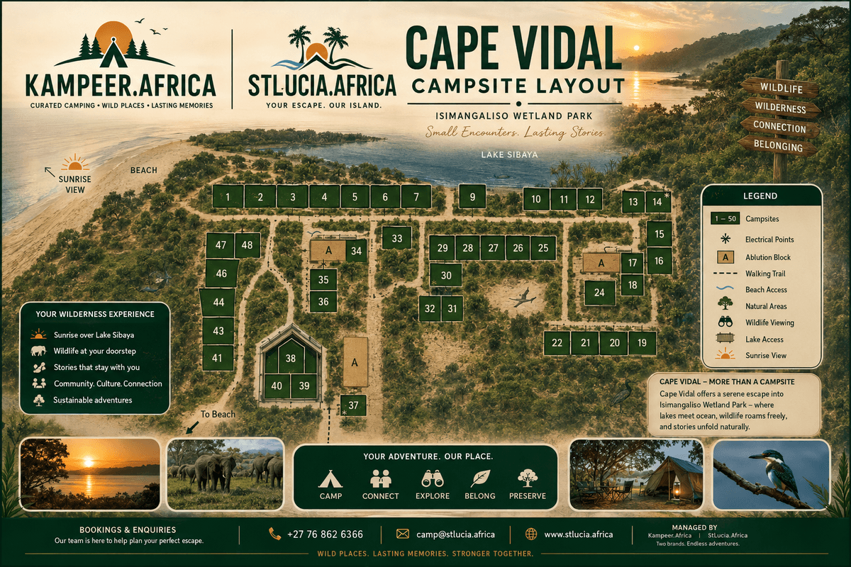 Discover the Wonders of South Africa SA TRAVEL is your trusted booking platform for exploring South Africa. Book camping trips, self-catering and glamping stays, cultural experiences, Big five safaris, and ocean adventures across St Lucia, Hluhluwe, Kosi Bay & The Drakensberg.
Follow us on Instagram @satravel_africa | Sustainable. Authentic. Made for you. Discover the Wonders of South Africa SA TRAVEL is your trusted booking platform for exploring South Africa. Book camping trips, self-catering and glamping stays, cultural experiences, Big five safaris, and ocean adventures across St Lucia, Hluhluwe, Kosi Bay & The Drakensberg.
Follow us on Instagram @satravel_africa | Sustainable. Authentic. Made for you.