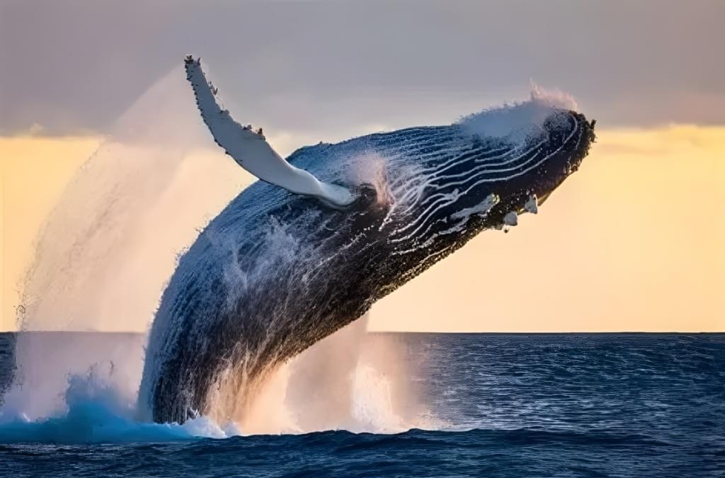 Humpback whale breaching off the coast of St Lucia, KwaZulu-Natal, South Africa Humpback whale breaching off the coast of St Lucia, KwaZulu-Natal, South Africa