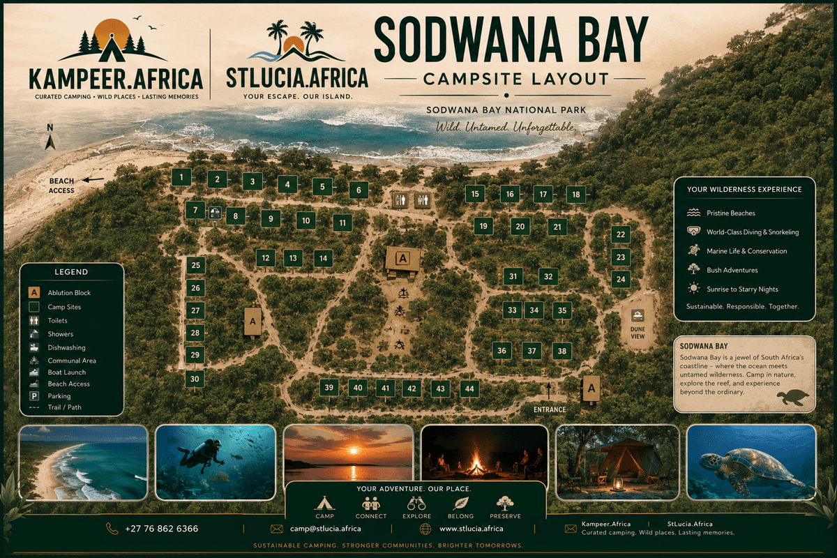 Discover the Wonders of South Africa SA TRAVEL is your trusted booking platform for exploring South Africa. Book camping trips, self-catering and glamping stays, cultural experiences, Big five safaris, and ocean adventures across St Lucia, Hluhluwe, Kosi Bay & The Drakensberg.
Follow us on Instagram @satravel_africa | Sustainable. Authentic. Made for you. Discover the Wonders of South Africa SA TRAVEL is your trusted booking platform for exploring South Africa. Book camping trips, self-catering and glamping stays, cultural experiences, Big five safaris, and ocean adventures across St Lucia, Hluhluwe, Kosi Bay & The Drakensberg.
Follow us on Instagram @satravel_africa | Sustainable. Authentic. Made for you.
