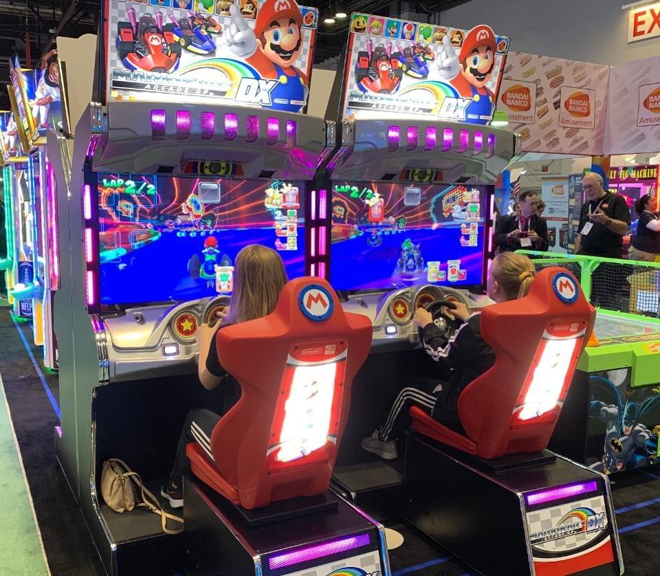 Mario Kart networked simulators are among Bandi’s best sellers. CHARLIE FINK Mario Kart networked simulators are among Bandi’s best sellers. CHARLIE FINK