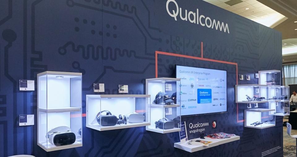 Part of a display of all the XR devices that use Qualcomm Snapdragon processors. Basically, everyone except Magic Leap, which makes it own "photonic wafer." JASON GILMORE Part of a display of all the XR devices that use Qualcomm Snapdragon processors. Basically, everyone except Magic Leap, which makes it own "photonic wafer." JASON GILMORE