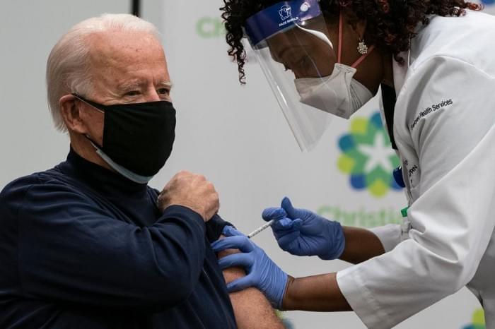 US President-elect Joe Biden receives a Covid-19 vaccination from Tabe Mase, Nurse Practitioner and Head of Employee Health Services, at the Christiana Care campus in Newark, Delaware on December 21, 2020. (Photo by ALEX EDELMAN / AFP) AFP VIA GETTY IMAGES US President-elect Joe Biden receives a Covid-19 vaccination from Tabe Mase, Nurse Practitioner and Head of Employee Health Services, at the Christiana Care campus in Newark, Delaware on December 21, 2020. (Photo by ALEX EDELMAN / AFP) AFP VIA GETTY IMAGES