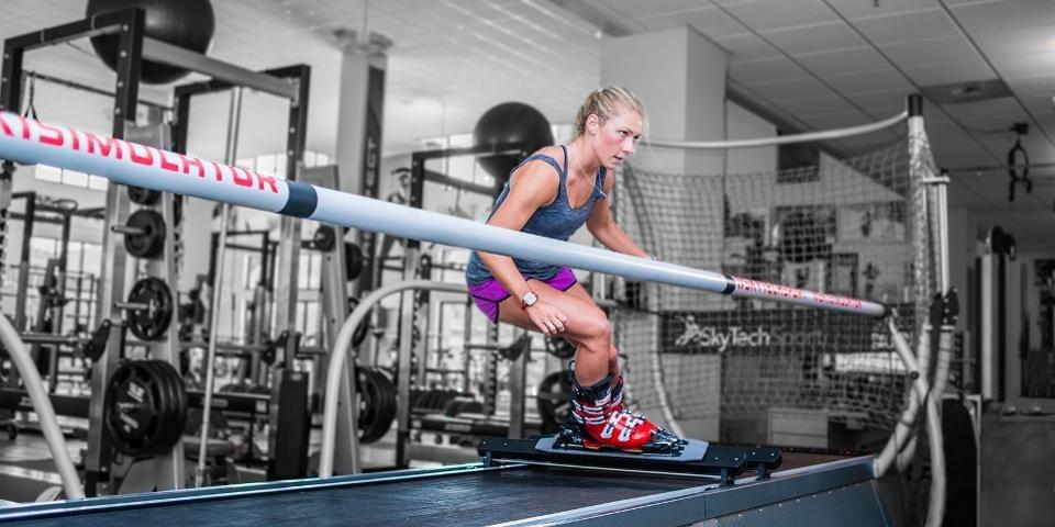 Olympic athlete Mikaela Shiffrin training on Skytech’s ski simulator. The company is turning its attention to the location-based entertainment market. SKYTECH Olympic athlete Mikaela Shiffrin training on Skytech’s ski simulator. The company is turning its attention to the location-based entertainment market. SKYTECH