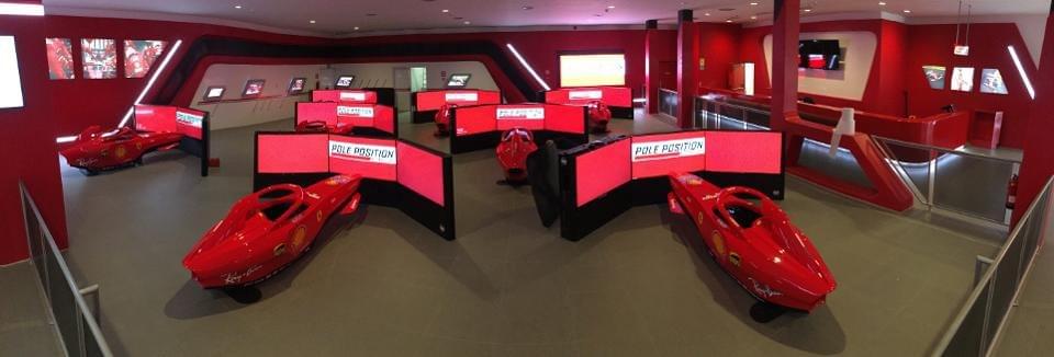 Ferrari Land Tarragona. Eight networked simulator on motion bases. WAVE ITALY Ferrari Land Tarragona. Eight networked simulator on motion bases. WAVE ITALY