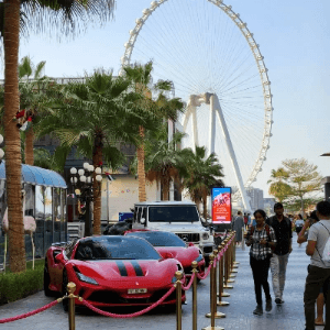 Luxury yacht cruising through Dubai Marina with panoramic skyline and waterfront views Luxury yacht cruising through Dubai Marina with panoramic skyline and waterfront views