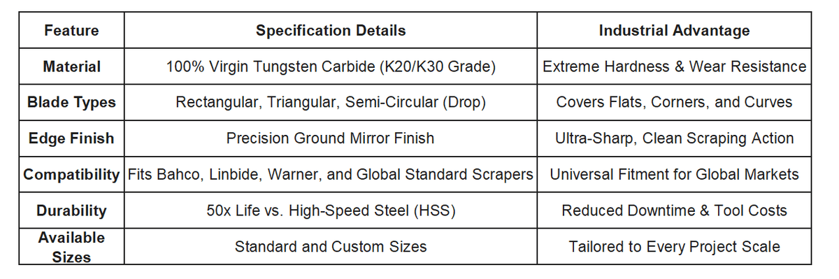 Carbide Scraper Blades | Replacement Paint Scraper Inserts for Woodworking | Heavy-Duty Scraper
