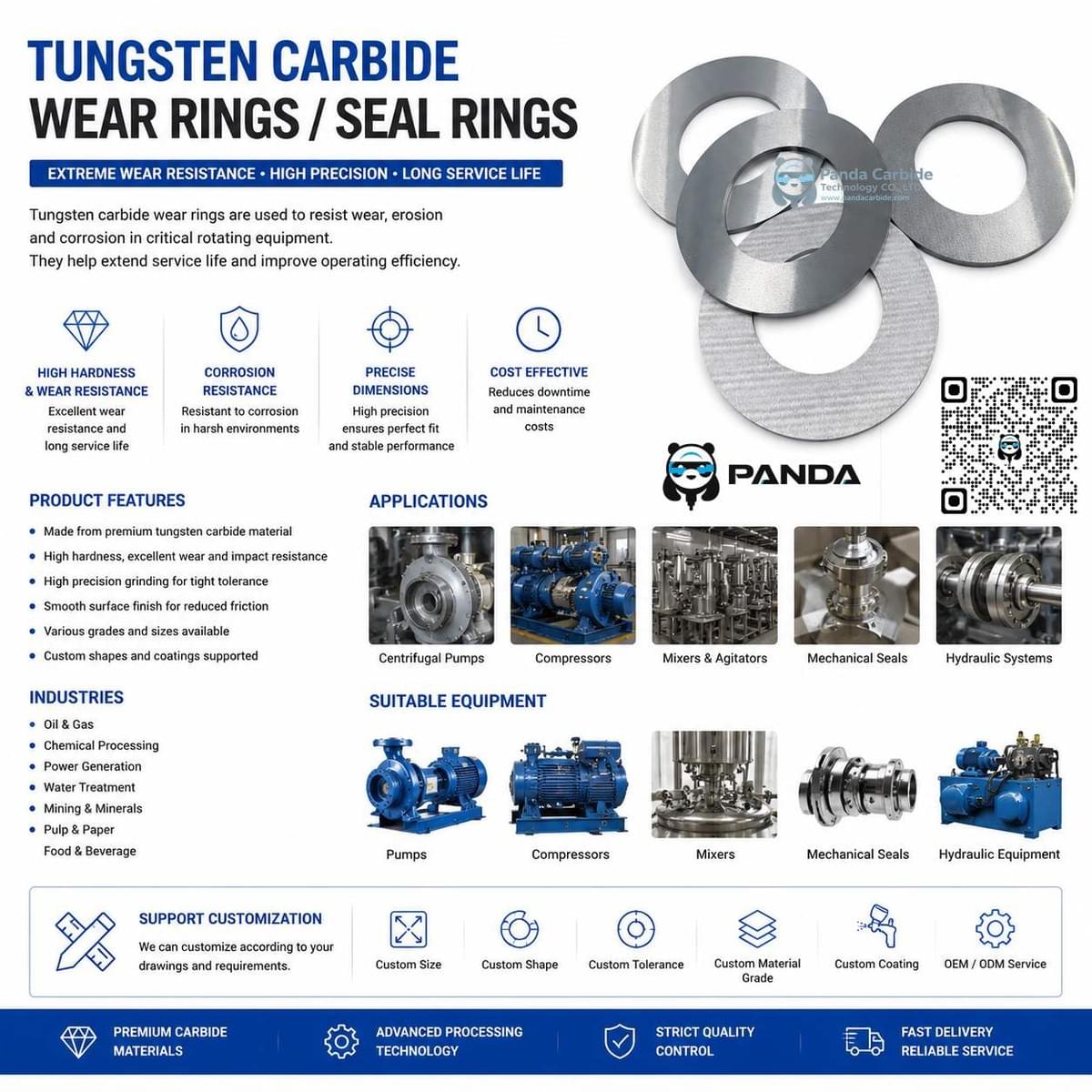 Premium Tungsten Carbide Wear Rings & Mechanical Seal Rings for Oil, Gas & Chemical Pumps | Panda Carbide Premium Tungsten Carbide Wear Rings & Mechanical Seal Rings for Oil, Gas & Chemical Pumps | Panda Carbide