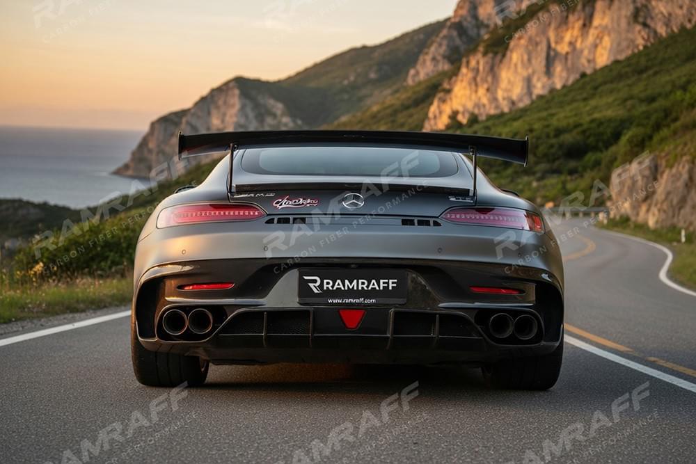 RAMRAFF Prepreg Dry Carbon Fiber Rear Trunk Spoiler Wing for Mercedes Benz AMG GT GTS GTC C190 Coupe