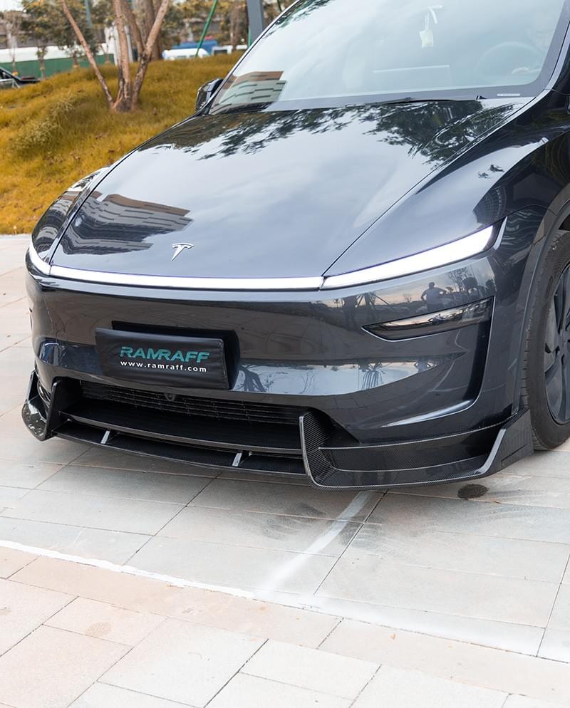 Tesla Model Y 2025 latest dry carbon fiber body kit front lip diffuser side skirts