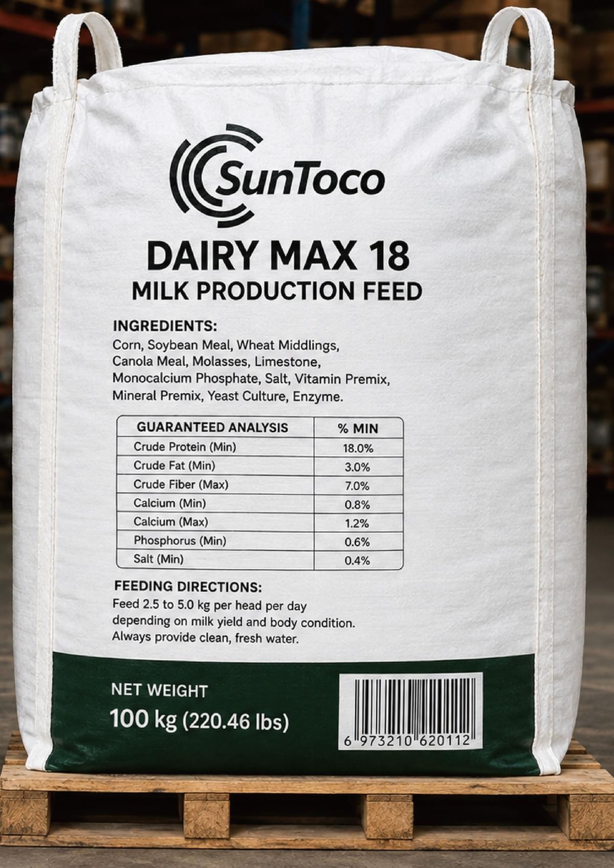 SunToco Dairy Max 18 Milk Production Feed 100kg, High‑Protein Feed for Dairy Cattle