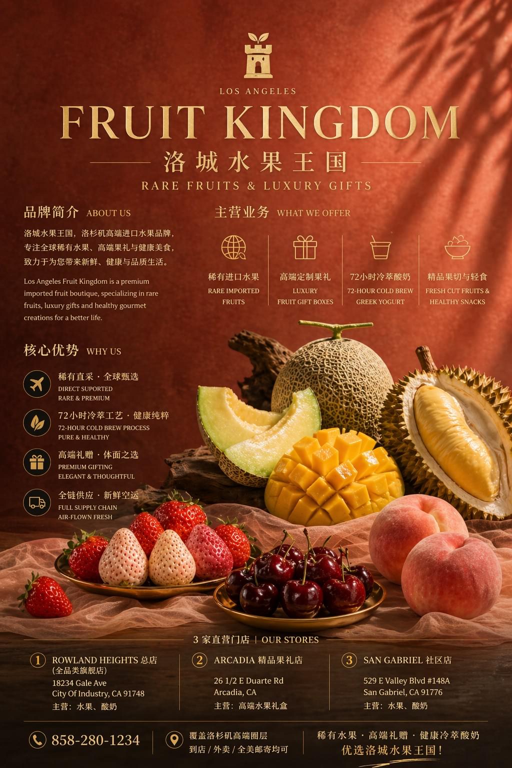Discover our premium selection of fresh fruits and delightful yogurt options Experience the Finest Fruits in Los Angeles 高端水果连锁店,洛杉矶首家干噎酸奶店 Discover our premium selection of fresh fruits and delightful yogurt options Experience the Finest Fruits in Los Angeles 高端水果连锁店,洛杉矶首家干噎酸奶店
