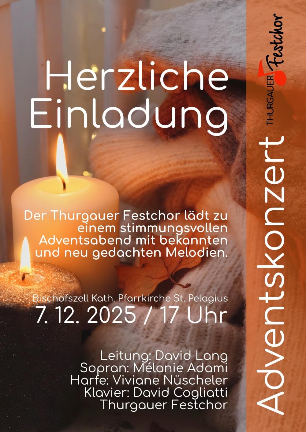Der Thurgauer Festchor lädt zu einem stimmungsvollen Adventsabend mit bekannten und neu gedachten Melodien. Der Thurgauer Festchor lädt zu einem stimmungsvollen Adventsabend mit bekannten und neu gedachten Melodien.