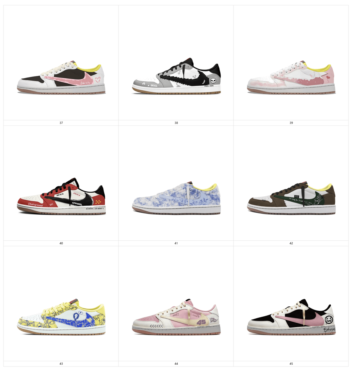 Modified shoes-Travis Scott x A J 1