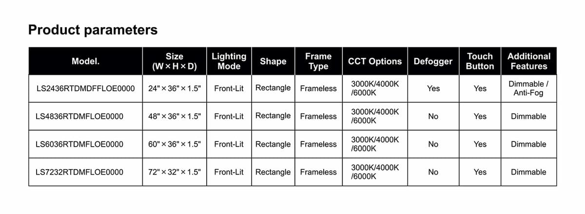 Rectangle LED Mirrors